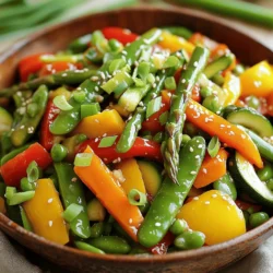 To make a delicious spring vegetable stir-fry, you will need fresh, colorful ingredients. This dish is quick and easy to prepare. Here’s the list of what you'll need: