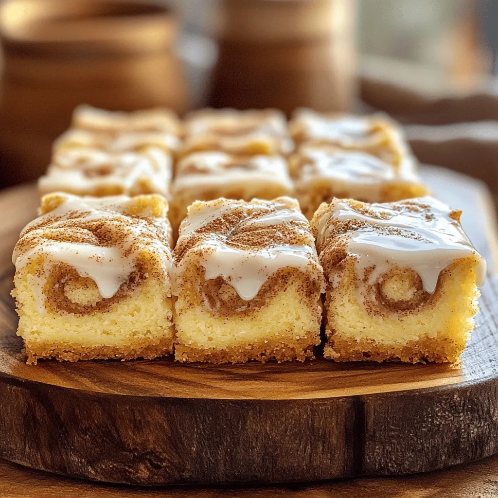 - 2 cups all-purpose flour - 1 cup granulated sugar - 1 tablespoon baking powder - ½ teaspoon salt - 1 teaspoon ground cinnamon - 1 cup whole milk - ½ cup unsalted butter, melted - 2 large eggs - 1 teaspoon vanilla extract - ½ cup packed brown sugar - 2 tablespoons ground cinnamon - 4 tablespoons unsalted butter, softened - 4 oz cream cheese, softened - 1 cup powdered sugar - 2 tablespoons milk - ½ teaspoon vanilla extract This recipe for cinnamon roll cake uses simple ingredients. You need both dry and wet items to create a soft and flavorful base. The dry ingredients mix together easily. First, whisk the flour, sugar, baking powder, salt, and cinnamon. The wet ingredients blend well too. Mix the milk, melted butter, eggs, and vanilla extract in another bowl. The cinnamon swirl adds a tasty twist. You’ll want brown sugar, cinnamon, and softened butter for that. The cream cheese glaze is a nice finish. It combines cream cheese, powdered sugar, milk, and vanilla extract. This glaze makes the cake even more special. For the full recipe, check the earlier section. Enjoy baking this delicious treat! 1. Preheat the Oven: First, set your oven to 350°F (175°C). Grab a 9x13 inch baking dish and grease it well. This helps the cake release easily after baking. 2. Mixing Dry Ingredients: In a large bowl, add 2 cups of all-purpose flour, 1 cup of granulated sugar, 1 tablespoon of baking powder, ½ teaspoon of salt, and 1 teaspoon of ground cinnamon. Whisk these together until they blend well. 3. Combining Wet Ingredients: In another bowl, combine 1 cup of whole milk, ½ cup of melted unsalted butter, 2 large eggs, and 1 teaspoon of vanilla extract. Mix them until smooth. Gradually add this wet mix to the dry mix. Stir until just combined, but don't overmix. 1. Making the Cinnamon Swirl Paste: In a small bowl, combine ½ cup of packed brown sugar, 2 tablespoons of ground cinnamon, and 4 tablespoons of softened unsalted butter. Mix until it forms a smooth paste. 2. Layering the Batter with Cinnamon Swirl: Pour half of the cake batter into the greased dish. Spread it evenly. Next, spoon dollops of the cinnamon swirl paste over the batter. Make sure to distribute it as evenly as you can. 1. Pouring the Remaining Batter: Carefully pour the rest of the cake batter over the cinnamon swirl. Use a spatula to spread it out evenly. 2. Baking the Cake to Perfection: Place the baking dish in your preheated oven. Bake for 28-35 minutes. To check if it’s done, insert a toothpick into the center. If it comes out clean, the cake is ready. 3. Making the Cream Cheese Glaze: While the cake bakes, prepare your glaze. In a medium bowl, whisk 4 oz of softened cream cheese until smooth. Gradually add 1 cup of powdered sugar, 2 tablespoons of milk, and ½ teaspoon of vanilla extract. Mix until creamy and pourable. 1. Cooling Time After Baking: Once the cake is done, take it out of the oven. Let it cool in the pan for about 10 minutes. This helps it set and makes it easier to cut. 2. Drizzling the Glaze Over the Cake: After cooling, drizzle your cream cheese glaze over the warm cake. Let it soak in for extra flavor. Enjoy making this cinnamon roll cake! For the full recipe, check out the [Full Recipe]. To keep your cake moist, follow these tips: - Use fresh ingredients. Old flour or baking powder can ruin your cake. - Avoid overmixing the batter. Mix just until combined for the best texture. - Consider adding a little more milk if the batter feels too thick. For the best cinnamon swirl, try this: - Make sure your cinnamon swirl paste is smooth. This helps it spread easily. - When layering the batter, use dollops of the swirl. This makes it easier to mix in. - After adding the top layer of batter, swirl gently. A knife or skewer works well. For a beautiful finish, slice the cake into squares. Serve on a nice platter. Here are some garnishing ideas: - Sprinkle additional cinnamon on top for color and flavor. - Add chopped nuts for a crunchy texture. - Drizzle extra cream cheese glaze over the top for a sweet touch. For pairing options, consider serving with: - Fresh fruit, like berries or sliced bananas. - A scoop of vanilla ice cream to complement the warmth of the cake. - A hot cup of coffee or tea to balance the sweetness. You can find the full recipe to make this delightful treat! {{image_2}} You can change this cinnamon roll cake to fit your taste. Adding nuts or fruits boosts flavor and texture. Consider adding walnuts, pecans, or even apples. These additions bring a lovely crunch and sweetness. Swirls of chocolate or caramel also make a fun twist. Just swirl in melted chocolate or caramel sauce into the batter. This adds richness and makes the cake even more delightful. Feel free to mix and match these ideas for a unique treat. If you need gluten-free options, you can use a gluten-free flour blend. Brands like Bob's Red Mill or King Arthur offer great choices. This way, everyone can enjoy this cake. For a vegan adaptation, replace eggs with flax eggs. Mix one tablespoon of flaxseed meal with three tablespoons of water for each egg. Use almond milk or oat milk instead of whole milk. Choose plant-based butter for a rich flavor. These adjustments keep the cake tasty and enjoyable for all diets. For the full recipe, refer to the Cinnamon Swirl Dream Cake section. To keep your cinnamon roll cake fresh, store it in the fridge. Use an airtight container or cover it tightly with plastic wrap. This helps keep moisture in and prevents the cake from drying out. In the fridge, the cake lasts for about 3 to 5 days. It's best to eat it sooner for the best taste. If you want to save your cake for later, freezing is a great option. First, let the cake cool completely. Then, cut it into slices. Wrap each slice in plastic wrap. Place the wrapped slices in a freezer bag or container. This method helps to keep the cake fresh for up to 3 months. When you're ready to enjoy the cake, take it out of the freezer. Place the slices in the fridge to thaw overnight. If you're in a hurry, you can thaw them at room temperature for a few hours. To reheat, pop the slices in the microwave for about 15-20 seconds. This adds warmth and makes the glaze nice and gooey. Can I use a different type of flour? Yes, you can use whole wheat flour or gluten-free flour. Each option gives a unique taste. Whole wheat may add a nutty flavor. Gluten-free flour can work well, too. Just ensure you check the blend for best results. How do I know when the cake is done baking? Check the cake at 28 minutes. Insert a toothpick in the center. If it comes out clean, the cake is ready. If it has wet batter on it, bake for a few more minutes. Can I make this cake in advance? Absolutely! You can bake the cake a day before. Let it cool, then cover it tightly. Store it in the fridge. Just reheat slices in the microwave for a few seconds. What can I use instead of cream cheese for the glaze? You can use Greek yogurt or a dairy-free cream cheese. Greek yogurt gives a nice tang. If using dairy-free, check the texture to ensure it can drizzle well. For the full recipe, refer back to the beginning of this article. You learned how to make a delicious cinnamon roll cake. We covered ingredients, step-by-step instructions, and helpful tips. I shared variations you can try, as well as storage info for your cake. This treat is perfect for any occasion. With practice, you can refine your skills. Have fun in the kitchen, and share your tasty results!