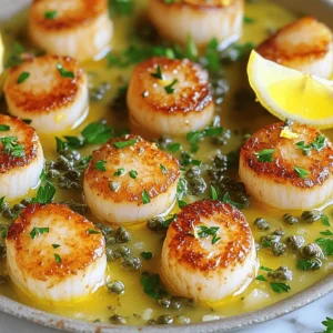 For this dish, you need 1 pound of fresh sea scallops. They should be patted dry. This helps create a nice, golden crust when you cook them. Fresh scallops are sweet and tender. Look for scallops that feel firm to the touch and smell like the ocean. You will need 2 tablespoons of olive oil and 1 tablespoon of unsalted butter. Olive oil adds flavor and helps with searing. The butter gives a rich taste to the sauce. Use a mix of both for the best result. Heat them in a skillet until shimmering, which means they are hot enough for cooking. Season the scallops with salt and freshly ground black pepper to taste. This simple seasoning really brings out the natural sweetness. For the sauce, you will also need 2 minced garlic cloves, 1 tablespoon of rinsed and drained capers, and the juice and zest of 1 lemon. Finally, add 1 tablespoon of chopped fresh parsley for color and freshness. All these ingredients combined create a bright and zesty flavor that pairs perfectly with the scallops. For the full recipe, check the details above. First, take your fresh sea scallops. Make sure they are patted dry. This helps them sear better. Season both sides with salt and black pepper. Use just enough to enhance the flavor without overpowering it. Set them aside while you prepare your pan. Heat 2 tablespoons of olive oil in a large skillet. Use medium-high heat until the oil shimmers. Carefully place the scallops in the skillet. Be sure to space them out. This avoids overcrowding. Sear them for about 2-3 minutes on each side. Look for a golden brown color. They should be opaque in the center. Once cooked, remove the scallops and set them aside on a warm plate. In the same skillet, reduce the heat to medium. Add 1 tablespoon of unsalted butter and let it melt. Scrape up any brown bits from the bottom of the pan. This adds flavor. Add 2 minced garlic cloves and sauté for about 30 seconds. You want it fragrant but not burnt. Stir in 1 tablespoon of rinsed and drained capers, the juice, and zest of 1 lemon. Cook for an additional minute to meld the flavors. Remove the skillet from heat and stir in 1 tablespoon of chopped fresh parsley. Finally, return the scallops to the skillet, coating them gently in the sauce. Serve immediately with the lemon caper sauce drizzled over. For a full recipe, check the section above. To get a nice crust on scallops, start with dry scallops. If they are wet, they won't sear well. Season both sides with salt and pepper. Heat olive oil in your skillet until it shimmers. Place scallops in the pan without crowding them. This helps them brown evenly. Sear for 2-3 minutes per side. Look for a golden-brown color. Remove them once they are opaque in the center. This gives you the best texture. For a great sauce, use fresh ingredients. Fresh garlic adds a strong flavor. Saute it until fragrant but not burnt. The capers bring a salty bite, which contrasts nicely with the lemon. Use both lemon juice and zest for depth. The zest adds brightness and aroma. Stir everything together in the skillet after cooking the scallops. This blends the flavors well. Plating is key for impressing guests. Place scallops in a circular pattern on the plate. Drizzle the lemon caper sauce over them. This creates a beautiful look. Add a sprinkle of parsley for color. A lemon wedge on the side adds flair. It makes the dish pop. For more details on the complete method, check the Full Recipe. {{image_2}} You can make your dish even better by adding vegetables. I love pairing scallops with asparagus. Just sauté the asparagus in the same pan after cooking the scallops. You can also add peas or spinach for a pop of color. Serve the scallops on a bed of sautéed greens for a fresh touch. If you want a heartier side, try roasted potatoes or quinoa. Both options go well with the sauce and add texture. If you want to change things up, you can try different sauces. A garlic butter sauce is rich and tasty. Simply melt butter and add minced garlic, then pour it over the scallops. Another option is a creamy dill sauce. Mix sour cream, dill, and lemon juice for a tangy flavor. For a spicy kick, consider a chipotle sauce made with mayonnaise and chipotle peppers. Each sauce gives a new twist to the dish. You don’t have to stick to just pan-searing. Grilling scallops adds a nice smoky flavor. Preheat your grill and cook the scallops for about 2-3 minutes on each side. You can also bake them. Place the seasoned scallops in a baking dish and drizzle with olive oil. Bake at 400°F for about 10 minutes. Both methods keep the scallops tender while adding unique flavors. You can explore these cooking styles with the full recipe for pan-seared scallops with lemon caper sauce. Store leftover scallops in an airtight container. Place them in the fridge within two hours of cooking. They stay fresh for up to two days. Make sure to keep the lemon caper sauce separate if you can. This helps keep the scallops from getting soggy. Reheat scallops gently to avoid overcooking. Use a skillet over low heat. Add a splash of olive oil or water to help keep them moist. Heat for about two to three minutes until warm. You can also use a microwave, but do it in short bursts. Check often to ensure they don't overcook. You can freeze scallops if you need to. Wrap them tightly in plastic wrap or foil. Place them in a freezer bag to prevent freezer burn. The lemon caper sauce can also be frozen. Store it in a separate container. They will last up to three months in the freezer. Thaw them in the fridge before reheating for the best taste. For the complete cooking process and tips, check the Full Recipe for Pan Seared Scallops with Lemon Caper Sauce. You can tell when scallops are cooked by their color and texture. They should turn golden brown on the outside and opaque in the center. If they feel firm but slightly springy when pressed, they are ready. The cooking time is usually 2-3 minutes on each side. When they are done, they should no longer be translucent. Yes, you can use frozen scallops for this recipe. Make sure to thaw them properly first. Place them in the fridge overnight or run them under cold water. Pat them dry well before cooking. This step helps them sear better and prevents excess water in the pan. If you don't have capers, you can use green olives as a substitute. Chop them finely to mimic the flavor and texture of capers. Another option is to use pickles, which can also add a tangy flavor. Adjust the amount based on your taste preference. For more ideas, check out the Full Recipe. You now know how to cook fresh sea scallops and make a tasty lemon caper sauce. We covered all the steps, from picking the right ingredients to perfect plating. You can even try different flavors and techniques. Remember, the key to great scallops is in the sear. Follow my tips for best results. Enjoy your meal, and don't be afraid to experiment with new sides and sauces! Your scallop dish can impress anyone.