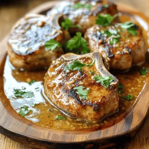 Gather these simple yet tasty ingredients to make the savory pork chops with garlic sauce: