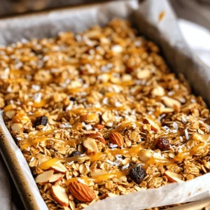 Making nutty granola bars is simple and requires just a few key ingredients. Here's what you need: - 2 cups rolled oats: These oats form the base. They give the bars a chewy texture and are packed with fiber. - 1 cup mixed nuts: I like to use almonds, walnuts, and pecans. They add crunch and healthy fats. Feel free to chop them roughly for a mix of textures. - 1/2 cup honey or maple syrup: This acts as a natural sweetener. Honey gives a rich flavor, while maple syrup offers a subtle sweetness. - 1/2 cup nut butter: Choose between peanut or almond butter. Nut butter binds everything together and adds creaminess. - 1/4 cup unsweetened shredded coconut: This ingredient brings a tropical flavor. It adds chewiness and pairs well with the nuts. - 1/2 cup dried fruits: Use raisins, cranberries, or chopped apricots. They add sweetness and chewiness. Choose your favorite for a personal touch. - 1/4 teaspoon salt: A small amount enhances all the flavors. It balances the sweetness. - 1/2 teaspoon cinnamon: This spice adds warmth and depth. It pairs perfectly with the nuts and fruits. - 1/2 teaspoon vanilla extract: This brings a lovely aroma and flavor to the bars. With these ingredients, you're ready to create tasty nutty granola bars. For the full recipe, check out the detailed steps to bring this mix to life! 1. Prepping the baking pan First, preheat your oven to 350°F (175°C). Take a 9x9-inch baking pan and line it with parchment paper. Make sure to leave some paper hanging over the sides. This makes it easy to lift out the bars later. 2. Mixing the dry ingredients In a large bowl, add 2 cups of rolled oats. Then, add 1 cup of mixed nuts. You can choose almonds, walnuts, or pecans. Just chop them roughly. Next, mix in 1/4 cup of unsweetened shredded coconut and 1/2 cup of dried fruits. Raisins, cranberries, or chopped apricots work well. Finally, sprinkle in 1/4 teaspoon of salt and 1/2 teaspoon of cinnamon. Stir everything together until well combined. 3. Heating sweeteners and nut butter In a separate bowl, take 1/2 cup of honey or maple syrup and 1/2 cup of nut butter. Peanut or almond butter both work great. Warm them together in the microwave for about 20-30 seconds or on low heat in a saucepan. Once warm, stir in 1/2 teaspoon of vanilla extract. This mixture should be smooth and easy to pour. 1. Transferring mixture to the pan Pour the warm honey and nut butter mixture over the dry ingredients. Stir everything until the dry mix is well coated and sticky. Then, transfer this mixture to your prepared baking pan. Press it down firmly with a spatula to create an even layer. 2. Baking duration and temperature Place the pan in the preheated oven. Bake for about 20-25 minutes. Look for the edges to turn golden brown. This means they are ready to come out. 3. Cooling and cutting tips Once baked, remove the pan from the oven. Let it cool completely in the pan on a wire rack. This step is important! When cool, use the parchment paper to lift the bars out. Cut them into squares or bars with a sharp knife. Store your nutty granola bars in an airtight container to keep them fresh. Enjoy making your nutty granola bars with this simple recipe! To get the best texture in your nutty granola bars, you have two options: chewy or crispy. - For chewy bars, use a bit more sweetener. Honey or maple syrup adds moisture. Press the mixture firmly into the pan to keep it dense. - For crispy bars, bake them a bit longer. Let them turn golden brown on the edges. Now, let’s talk about balancing sweetness and nutty flavor. Use a mix of nuts. Almonds, walnuts, and pecans all bring their own taste. The nuts should shine through, so don’t overdo the sweetener. A hint of cinnamon adds warmth, too. Overbaking is a common mistake. Keep an eye on your bars while they bake. The edges should be golden, but the center can still look soft. If you bake them too long, they will harden too much once cooled. Measuring ingredients accurately is key. Use a scale for nuts and oats. A level measuring cup can help with honey and nut butter. Too much or too little can change the texture and flavor, so pay close attention. Following these tips will help you create perfect nutty granola bars every time. For the full recipe, check out the earlier section! {{image_2}} You can mix and match flavors in your nutty granola bars. Try these nut and fruit pairings: - Nuts: Use almonds, walnuts, pecans, or hazelnuts. Each adds a unique taste. - Fruits: Add dried cherries, blueberries, or banana chips for a fruity twist. For sweeteners, you can switch honey for maple syrup or agave nectar. Each gives a different sweetness and flavor. If you need gluten-free options, use certified gluten-free rolled oats. This keeps your bars safe for gluten-sensitive folks. For vegan substitutions, replace honey with maple syrup. Choose a plant-based nut butter as well. Almond or cashew butter works well here. Feel free to explore these variations to make the best nutty granola bars for your taste. For the full recipe, check out the recipe section above. To keep your nutty granola bars fresh, store them in an airtight container. This helps prevent them from becoming stale or soggy. You can use glass jars or plastic containers with tight lids. These options work great for storing your bars. If you want to keep them longer, you can freeze them. Wrap each bar in plastic wrap, then place them in a freezer bag. These bars will last up to three months in the freezer. Just make sure you label the bag with the date. If your granola bars lose a bit of their crunch, you can easily restore their texture. Preheat your oven to 300°F (150°C). Place the bars on a baking sheet for about five to ten minutes. This will help them regain their crispness without drying out. Enjoy them warm or at room temperature! How to make nutty granola bars gluten-free? To make nutty granola bars gluten-free, simply use certified gluten-free oats. Regular oats may be processed in facilities that handle gluten. Check for a gluten-free label. This change helps keep the bars tasty and safe for gluten-sensitive folks. Can I substitute nut butter? Yes, you can substitute nut butter! Sunflower seed butter works well for nut-free bars. You can also try soy nut butter or pumpkin seed butter. Each will give a unique taste but still stick the bars together. What can I add for extra flavor? For extra flavor, add spices like nutmeg or ginger. You can also mix in chocolate chips or a splash of almond extract. Seeds like chia or flax can enhance nutrition too. Dried fruits like figs or dates can bring natural sweetness and chewiness. Caloric content per serving Each serving of these nutty granola bars has about 180 calories. This can vary based on the nuts and sweeteners you use. Protein and fat breakdown These bars provide around 5 grams of protein and 8 grams of fat per serving. The nuts and nut butter contribute healthy fats and protein, making them a great snack option. This blog post covered how to make tasty nutty granola bars. You learned about the best ingredients, like oats and nuts. I provided step-by-step instructions to guide you through mixing, baking, and cutting. You also got tips to improve texture and avoid mistakes. Overall, making granola bars is easy and fun. Feel free to try different flavors or dietary changes in your bars. With the right ingredients and steps, you'll enjoy delicious snacks at home. Happy baking!