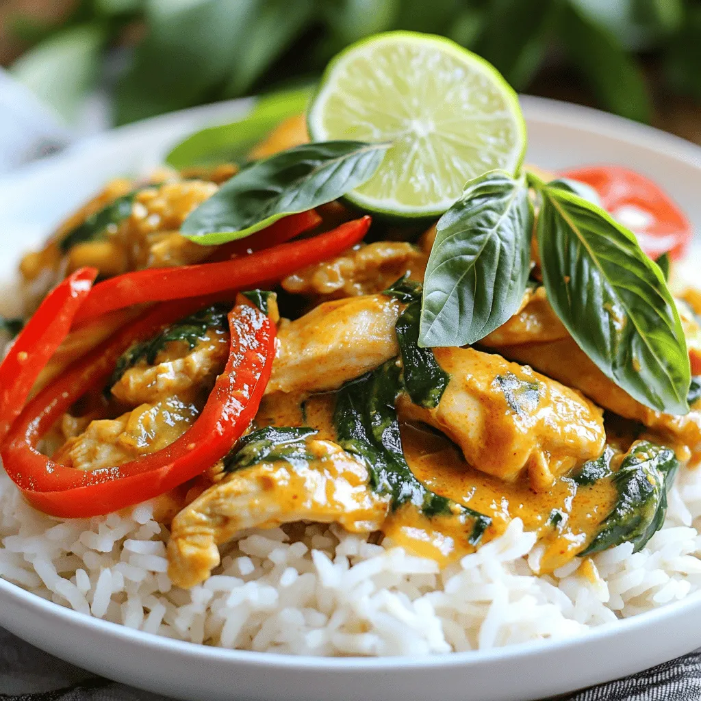 - 1 lb boneless chicken thighs or breast - 3 tablespoons vegetable oil - 4 cloves garlic, minced - 2-3 Thai bird's eye chilies, sliced - 1 red bell pepper, julienned - 1 cup fresh Thai basil leaves - 2 tablespoons soy sauce - 1 tablespoon oyster sauce - 1 tablespoon fish sauce - 1 tablespoon sugar - 1 teaspoon black pepper - Cooked jasmine rice for serving Tips for slicing chicken When slicing chicken, use a sharp knife. Cut against the grain for tender pieces. Aim for thin, even slices. This helps the chicken cook quickly and evenly. How to handle Thai bird's eye chilies safely Wear gloves when slicing bird's eye chilies. Their heat can linger on your hands. If you touch your face, it may sting. After slicing, wash your hands well. You can adjust the number of chilies based on your spice level. More chilies mean more heat! 1. Heat the oil: Start by heating 3 tablespoons of vegetable oil in a large skillet or wok over medium-high heat. 2. Sauté garlic and chilies: Once the oil is hot, add 4 minced garlic cloves and 2-3 sliced Thai bird's eye chilies. Stir and sauté for about 30 seconds. This step makes your kitchen smell amazing. 3. Stir-fry the chicken: Increase the heat to high. Add 1 lb of thinly sliced boneless chicken thighs or breasts. Stir-fry for 5-7 minutes until the chicken is cooked through and slightly browned. 4. Add vegetables: Toss in 1 julienned red bell pepper. Cook for another 2-3 minutes until the pepper is tender but still crisp. 5. Mix the sauce: In a small bowl, combine 2 tablespoons of soy sauce, 1 tablespoon of oyster sauce, 1 tablespoon of fish sauce, 1 tablespoon of sugar, and 1 teaspoon of black pepper. Pour this sauce over the chicken and veggies in the skillet. 6. Coat everything: Toss everything together until the chicken and veggies are evenly coated in the sauce. Cook for an additional 2 minutes to let the flavors meld. 1. Add fresh basil: Off the heat, add 1 cup of fresh Thai basil leaves. Stir until just wilted. This adds a fresh taste that makes the dish special. 2. Serving suggestions: Serve your Spicy Thai Basil Chicken over fluffy cooked jasmine rice. For a pop of color, garnish with extra basil leaves and a slice of lime on the side. This makes for a fun and tasty meal. For precise measurements and methods, check the Full Recipe. To make your Spicy Thai Basil Chicken just right, adjust the spice levels to your taste. If you like it hot, use more bird's eye chilies. If you prefer mild, start with one chili. You can always add more later. For marinating chicken, let it sit in soy sauce and garlic for at least 30 minutes. This step adds a deep flavor. If you have time, marinate overnight for the best taste. When serving Spicy Thai Basil Chicken, fluffy jasmine rice is the best side. It balances the spice well. You can also add a simple cucumber salad for crunch and freshness. Pair this dish with a chilled Riesling or Sauvignon Blanc. These wines complement the spice and enhance the flavors. If you prefer something non-alcoholic, a lightly sweet iced tea works great too. For the full recipe, check out the cooking steps above. Enjoy your meal! {{image_2}} If you want to switch things up, consider these options for the chicken: - Pork: Thinly sliced pork works well in this dish. - Tofu: Firm tofu absorbs flavors and gives a nice texture. - Tempeh: A great protein source with a nutty taste. For vegetarian or vegan options, use these substitutes: - Mushrooms: Shiitake or portobello mushrooms add a rich flavor. - Seitan: This wheat-based meat alternative is chewy and satisfying. You can enhance the flavors by adding other vegetables. Here are some ideas: - Carrots: Julienne them for a sweet crunch. - Snow peas: They add color and a nice snap. - Broccoli: Use small florets for extra nutrition. When it comes to soy sauce, consider this: - Tamari: This gluten-free option is richer and great for those with gluten allergies. These variations keep the dish exciting and cater to different diets. You can find the full recipe to try them all! To keep your Spicy Thai Basil Chicken fresh, follow these steps: - Refrigeration: After cooking, let the chicken cool. Place it in an airtight container. Store it in the fridge for up to 3 days. - Freezing: For longer storage, freeze the chicken. Portion it in freezer-safe bags. It can last up to 2 months in the freezer. When ready to eat, thaw it in the fridge overnight. Reheating should keep your meal tasty. Here are some great methods: - Stovetop: Heat a skillet over low heat. Add a splash of water or broth. Stir in the chicken, warming it gently. - Microwave: Place the chicken in a microwave-safe bowl. Cover it with a damp paper towel. Heat in short bursts to avoid overcooking. - Oven: Preheat the oven to 350°F (175°C). Place the chicken in a baking dish with a bit of water. Cover with foil and warm for about 10-15 minutes. Try these tips to enjoy every bite of your Spicy Thai Basil Chicken again! What can I use instead of Thai basil? If you cannot find Thai basil, use regular basil or sweet basil. You can also try a mix of mint and oregano for a fresh flavor. These options will change the taste a bit but still taste good. How can I make this dish less spicy? To lower the spice, use fewer Thai bird's eye chilies. You can also remove the seeds from the chilies. Consider adding bell peppers or carrots to balance the heat. A touch of sugar can help too. Can I prepare this dish ahead of time? Yes, you can make this dish ahead. Cook the chicken and sauce, then store it in the fridge. Reheat it when you're ready to eat. Just add the fresh basil right before serving for the best taste. What should I serve with Spicy Thai Basil Chicken? Serve this dish over jasmine rice for a nice pairing. You can also add a side of stir-fried vegetables or a light cucumber salad to balance the flavors. Calories and key nutritional facts One serving of Spicy Thai Basil Chicken has around 350 calories. It packs protein from the chicken and healthy fats from the oil. The dish also provides fiber and vitamins from the vegetables. Potential allergens in the recipe This recipe contains soy sauce, which has soy. It also has fish sauce, so it's not suitable for those with seafood allergies. If you're allergic to any of these, look for alternatives. In this article, we explored how to make Spicy Thai Basil Chicken. We covered essential ingredients, preparation tips, and step-by-step cooking instructions. I shared ways to adjust flavors and discussed storage methods for leftovers. Remember, cooking is all about trying new things. Don't hesitate to tweak this dish to suit your taste. Enjoy your cooking adventure, and serve this dish with enthusiasm!