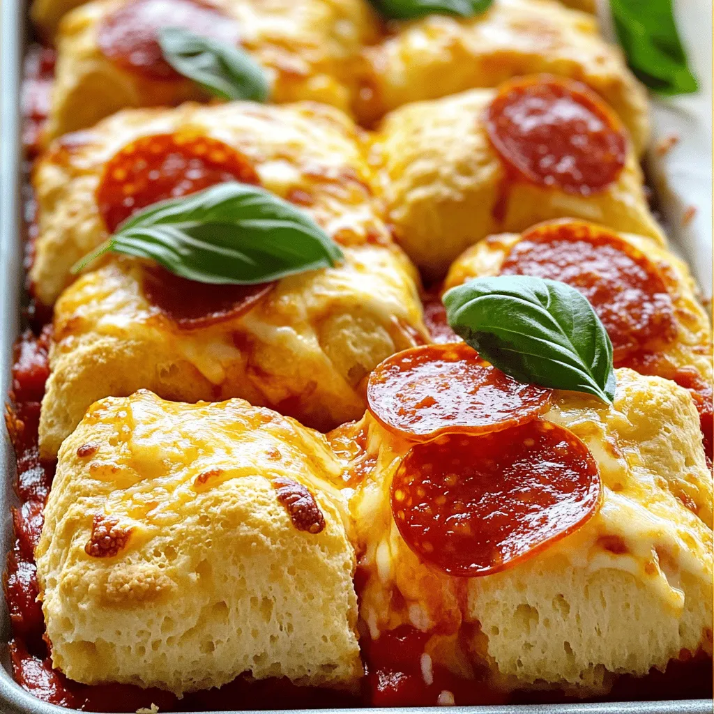 When making Cheese Pizza Monkey Bread, gather the following ingredients. Each one adds a burst of flavor to this fun dish. - 2 cans refrigerated biscuit dough (16 oz each) - 1 cup mozzarella cheese, shredded - 1 cup pizza sauce (plus extra for dipping) - 1/2 cup pepperoni slices (optional) - 1 teaspoon Italian seasoning - 1/4 teaspoon garlic powder - 1/4 cup unsalted butter, melted - 1/4 cup grated Parmesan cheese - Fresh basil leaves for garnish (optional) These ingredients come together to create a cheesy, savory treat. The biscuit dough forms the base, while the mozzarella cheese melts into gooey goodness. You can add pepperoni for a classic pizza taste. Italian seasoning and garlic powder enhance the flavor, making every bite delicious. The melted butter and Parmesan cheese provide a rich, buttery finish. Feel free to use fresh basil leaves for a bright touch at the end. For the complete cooking steps, check the Full Recipe. - Preheat oven to 350°F (175°C) and grease a bundt pan. - Open the cans of biscuit dough and cut each biscuit into quarters. - In a large bowl, toss the biscuit pieces with shredded mozzarella, pepperoni, Italian seasoning, and garlic powder. - In a separate bowl, mix melted butter with grated Parmesan cheese. - Dip each biscuit piece into the butter mixture. Layer the pieces in the bundt pan. Pour the pizza sauce evenly over the dough. - Bake for 30-35 minutes until golden brown and the dough is fully cooked. - Let it cool for about 5 minutes. Invert the bundt pan onto a serving platter before serving. This Cheese Pizza Monkey Bread is so fun to make! It’s great for parties or family nights. You can find the full recipe above, ready for you to try. - Ensure even coating of biscuit pieces. This helps each bite taste great. - Press dough gently for better layering. This keeps the monkey bread from falling apart. - Serve warm with additional pizza sauce. The sauce adds extra flavor and fun. - Pair with a simple salad or garlic bread. These sides balance the meal well. - Adding different cheeses or toppings can change the taste. Try cheddar or feta for new flavors. - Adjusting spices for flavor variations is easy. Add more garlic powder or red pepper flakes for a kick. {{image_2}} When making Cheese Pizza Monkey Bread, you can switch things up. Here are some fun ideas to try. You can add vegetables like bell peppers and onions for a tasty twist. These veggies give a nice crunch and fresh flavor. You can also use alternative meats such as sausage or ham. These add a savory depth that makes it even more enjoyable. If you need a gluten-free choice, use gluten-free biscuit dough. This allows everyone to enjoy the dish, no matter their diet. Just follow the same steps as the regular recipe. You’ll get the same great taste without the gluten. To make a vegetarian version, simply omit the meat. You can add spinach or mushrooms instead. These ingredients bring a rich taste and extra nutrients. They also pair well with the cheese and sauce. Whether you choose different toppings, go gluten-free, or make it vegetarian, Cheese Pizza Monkey Bread stays delicious. It’s all about what you love! For the full recipe, check out the full recipe section. To keep your cheese pizza monkey bread fresh, place it in an airtight container. You can also wrap it tightly in plastic wrap or aluminum foil. Store it in the fridge for up to three days. This will help maintain its soft texture and flavor. For the best results, reheat the monkey bread in the oven. Preheat your oven to 350°F (175°C). Place the monkey bread on a baking sheet for about 10-15 minutes. This method keeps the bread warm and crispy. If you're in a hurry, the microwave works too. Heat it on high for 30 seconds to 1 minute. Just know it may get a bit soggy. You can freeze cheese pizza monkey bread for later enjoyment. Cut it into portions and wrap each piece in plastic wrap. Then, place the wrapped pieces in a freezer bag. This way, it lasts for up to three months. When you're ready to eat, let it thaw in the fridge overnight. Reheat it in the oven or microwave as mentioned above. Enjoy your delicious treat whenever you desire! Cheese Pizza Monkey Bread is a fun, pull-apart dish that combines flavors of pizza and bread. It features soft biscuit pieces layered with gooey mozzarella, zesty pizza sauce, and savory spices. The textures are delightful; the outside is crispy while the inside is fluffy and cheesy. Each bite offers a mix of flavors, making it a crowd-pleaser for kids and adults alike. Yes, you can prepare Cheese Pizza Monkey Bread ahead of time. To do this, assemble the monkey bread in the bundt pan but do not bake it yet. Cover it tightly with plastic wrap and store it in the fridge for up to 24 hours. When you are ready to bake, simply remove it from the fridge and allow it to sit at room temperature for about 30 minutes before baking. This helps it cook evenly. If you want to switch things up, you can use pizza dough or bread dough instead of biscuit dough. Make sure to roll out the dough and cut it into small pieces. You can also try using crescent roll dough for a flakier texture. Just adjust your baking time, as these alternatives may cook differently. To check if your Cheese Pizza Monkey Bread is done, look for a golden brown top. You can also insert a toothpick into the center. If it comes out clean and the biscuit pieces feel firm, it’s ready. The internal temperature should reach about 190°F (88°C). Trust your senses; the smell alone will guide you! This blog post shared a fun recipe for Cheese Pizza Monkey Bread. You learned the ingredients, simple steps, and helpful tips for great results. I also covered tasty variations and storage options. By making this dish, you can enjoy a delicious snack that's easy to share. Try it with your favorite toppings and impress your friends. Cooking should be fun, and this recipe makes it simple. Enjoy your baking experience!