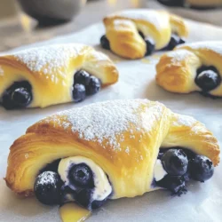 - 1 package (8 oz) refrigerated crescent roll dough - 1 cup fresh or frozen wild blueberries - 2 tablespoons granulated sugar - 1 teaspoon lemon juice - 1/2 teaspoon ground cinnamon - 4 oz cream cheese, softened - 1/4 cup powdered sugar - 1 teaspoon vanilla extract - 1 egg, beaten (for egg wash) - 1 tablespoon butter, melted (for drizzling) The essential ingredients create a tasty treat. The refrigerated crescent roll dough gives a perfect base. Wild blueberries add a burst of flavor and color. Cream cheese brings creaminess and richness to each bite. Sweeteners like granulated and powdered sugar balance the flavors well. - Variations in sweeteners (like honey or maple syrup) - Additions like lemon zest or almond extract You can swap sweeteners for honey or maple syrup if you prefer. Lemon zest adds a fresh zing to the filling. Almond extract brings a nice nutty taste to the cream cheese. Feel free to mix and match! These options help you personalize the danishes to your liking. For a full recipe, check out the details above. - Preheat the oven to 375°F (190°C). - Prepare a baking sheet by lining it with parchment paper. - In a bowl, mix together the blueberries, sugar, lemon juice, and cinnamon. - If you use frozen blueberries, thaw and drain them before mixing. This helps avoid excess juice. - Open the crescent roll dough on a floured surface. Roll it out and pinch the seams together. - Cut the dough into 4 squares. You will have 8 squares after folding. - Place a dollop of the cream cheese mixture in the center of each square. - Add a spoonful of the blueberry filling on top. - Fold the corners of each square towards the center to create a pocket. Pinch the edges to seal them well. - Place the assembled danishes on the prepared baking sheet. - Brush the tops with the beaten egg to give a golden finish. - Bake in the preheated oven for 15 to 20 minutes. Look for puffed and golden brown danishes. - After baking, drizzle melted butter over the warm danishes for added flavor. - Let them cool slightly before you serve. Enjoy these delights warm! For the Full Recipe, follow the detailed instructions above. To get the best results with your Wild Blueberry Coffee Cake Danishes, handle the dough gently. Refrigerated crescent roll dough can be delicate. Keep it cold to help it puff up nicely. When you cut the dough, make sure to pinch the seams well. Sealing the danishes properly prevents leaks during baking. This helps keep the filling inside and the dough crisp outside. Pair these danishes with a hot cup of coffee or tea. The warm flavors mix well with the blueberries. For a sweet touch, try serving them with whipped cream or a scoop of vanilla ice cream. You can also enjoy them with a side of fresh fruit. Sliced strawberries or raspberries can add a nice contrast in flavor and texture. One common mistake is overfilling the danishes. Too much filling can make them hard to seal. It can also lead to a messy baking process. Always leave some room for the filling to expand. Another mistake is not baking them long enough. Underbaking will leave the dough raw inside. On the other hand, overbaking can dry them out. Watch for a golden-brown color to know they are done. {{image_2}} You can mix things up by swapping wild blueberries with other fruits. Raspberries and cherries work great too. They add a unique taste and keep the danishes exciting. You can also add nuts like almonds or pecans for a crunchy twist. A sprinkle of nutmeg or a dash of cardamom can deepen the flavor and make each bite fun. If you need gluten-free options, look for gluten-free crescent roll dough. Many brands offer tasty alternatives that bake well. For cream cheese, try using dairy-free options like cashew or almond cream cheese. These swaps let everyone enjoy this treat, no matter their dietary needs. You can change the filling based on the season. In fall, add pumpkin spice or fresh apples. In winter, try cranberries or even a touch of peppermint. For holidays, you might add festive sprinkles or a glaze to match the occasion. Seasonal ingredients keep this recipe fresh and exciting year-round. To keep your danishes fresh, place them in an airtight container. You can store them in the fridge for up to three days. This way, they stay soft and tasty. If they dry out, you can warm them for a few seconds in the microwave. This restores some of their original texture. You can freeze these danishes both before and after baking. To freeze unbaked danishes, assemble them, then place them on a baking sheet. Put the baking sheet in the freezer until they are firm. After they freeze, transfer them to a freezer bag. For baked danishes, let them cool completely first. Wrap them tightly in plastic wrap and then foil. They can last up to three months in the freezer. For reheating, simply bake frozen danishes at 375°F (190°C) for about 20-25 minutes. If they are thawed, bake them for 15-20 minutes. This gives you a warm treat anytime you crave it. Enjoy the full recipe to create these delightful treats! To make these danishes from scratch, you can create your dough. You will use flour, yeast, milk, and sugar. This method takes time, but it gives a great taste. Store-bought dough is easy and fast. It cuts prep time in half, making it great for busy days. I often use refrigerated crescent roll dough. It’s soft, flaky, and delicious. You can find it in any grocery store. For the best results, follow the full recipe closely. Yes, you can prepare these danishes ahead of time! You can make the filling and dough the night before. Store them separately in the fridge. When you are ready to bake, just assemble and bake them. This method saves time in the morning. You can also freeze the assembled danishes. Just remember to thaw them in the fridge before baking. This way, you will have fresh danishes any time you want! If you want to swap wild blueberries, you have many choices. Raspberries, strawberries, or chopped apples work well. Each fruit gives a unique taste. You can even mix fruits for a fun twist! Just adjust the sugar based on the fruit's sweetness. Keep in mind that some fruits release more juice than others. If you use juicy fruit, be careful not to overfill your danishes. If your danishes do not puff up, check a few things. First, make sure your oven is hot enough. Preheat it to 375°F (190°C) before baking. Next, roll out your dough properly. If it’s too thick, it won’t rise well. Lastly, ensure you seal the edges well. If they are not sealed, the filling can leak out, causing them to flatten. Follow these tips for perfect danishes every time! In this article, we explored the steps to make delicious wild blueberry danishes from start to finish. We discussed essential ingredients like crescent roll dough and blueberries, and how to prepare them. I shared tips to avoid common mistakes and variations to try. Remember, using quality ingredients and following instructions can lead to great results. These danishes are perfect for breakfast or dessert. Enjoy experimenting with flavors and sharing them with others. Simple, fun, and tasty!