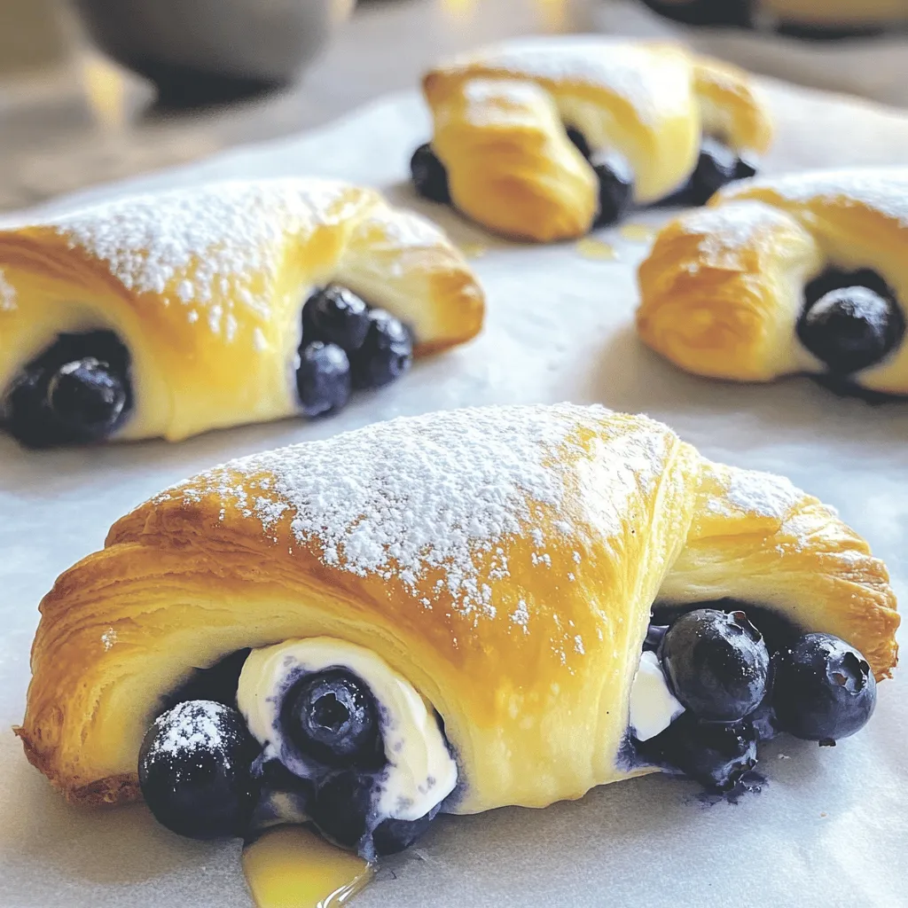 - 1 package (8 oz) refrigerated crescent roll dough - 1 cup fresh or frozen wild blueberries - 2 tablespoons granulated sugar - 1 teaspoon lemon juice - 1/2 teaspoon ground cinnamon - 4 oz cream cheese, softened - 1/4 cup powdered sugar - 1 teaspoon vanilla extract - 1 egg, beaten (for egg wash) - 1 tablespoon butter, melted (for drizzling) The essential ingredients create a tasty treat. The refrigerated crescent roll dough gives a perfect base. Wild blueberries add a burst of flavor and color. Cream cheese brings creaminess and richness to each bite. Sweeteners like granulated and powdered sugar balance the flavors well. - Variations in sweeteners (like honey or maple syrup) - Additions like lemon zest or almond extract You can swap sweeteners for honey or maple syrup if you prefer. Lemon zest adds a fresh zing to the filling. Almond extract brings a nice nutty taste to the cream cheese. Feel free to mix and match! These options help you personalize the danishes to your liking. For a full recipe, check out the details above. - Preheat the oven to 375°F (190°C). - Prepare a baking sheet by lining it with parchment paper. - In a bowl, mix together the blueberries, sugar, lemon juice, and cinnamon. - If you use frozen blueberries, thaw and drain them before mixing. This helps avoid excess juice. - Open the crescent roll dough on a floured surface. Roll it out and pinch the seams together. - Cut the dough into 4 squares. You will have 8 squares after folding. - Place a dollop of the cream cheese mixture in the center of each square. - Add a spoonful of the blueberry filling on top. - Fold the corners of each square towards the center to create a pocket. Pinch the edges to seal them well. - Place the assembled danishes on the prepared baking sheet. - Brush the tops with the beaten egg to give a golden finish. - Bake in the preheated oven for 15 to 20 minutes. Look for puffed and golden brown danishes. - After baking, drizzle melted butter over the warm danishes for added flavor. - Let them cool slightly before you serve. Enjoy these delights warm! For the Full Recipe, follow the detailed instructions above. To get the best results with your Wild Blueberry Coffee Cake Danishes, handle the dough gently. Refrigerated crescent roll dough can be delicate. Keep it cold to help it puff up nicely. When you cut the dough, make sure to pinch the seams well. Sealing the danishes properly prevents leaks during baking. This helps keep the filling inside and the dough crisp outside. Pair these danishes with a hot cup of coffee or tea. The warm flavors mix well with the blueberries. For a sweet touch, try serving them with whipped cream or a scoop of vanilla ice cream. You can also enjoy them with a side of fresh fruit. Sliced strawberries or raspberries can add a nice contrast in flavor and texture. One common mistake is overfilling the danishes. Too much filling can make them hard to seal. It can also lead to a messy baking process. Always leave some room for the filling to expand. Another mistake is not baking them long enough. Underbaking will leave the dough raw inside. On the other hand, overbaking can dry them out. Watch for a golden-brown color to know they are done. {{image_2}} You can mix things up by swapping wild blueberries with other fruits. Raspberries and cherries work great too. They add a unique taste and keep the danishes exciting. You can also add nuts like almonds or pecans for a crunchy twist. A sprinkle of nutmeg or a dash of cardamom can deepen the flavor and make each bite fun. If you need gluten-free options, look for gluten-free crescent roll dough. Many brands offer tasty alternatives that bake well. For cream cheese, try using dairy-free options like cashew or almond cream cheese. These swaps let everyone enjoy this treat, no matter their dietary needs. You can change the filling based on the season. In fall, add pumpkin spice or fresh apples. In winter, try cranberries or even a touch of peppermint. For holidays, you might add festive sprinkles or a glaze to match the occasion. Seasonal ingredients keep this recipe fresh and exciting year-round. To keep your danishes fresh, place them in an airtight container. You can store them in the fridge for up to three days. This way, they stay soft and tasty. If they dry out, you can warm them for a few seconds in the microwave. This restores some of their original texture. You can freeze these danishes both before and after baking. To freeze unbaked danishes, assemble them, then place them on a baking sheet. Put the baking sheet in the freezer until they are firm. After they freeze, transfer them to a freezer bag. For baked danishes, let them cool completely first. Wrap them tightly in plastic wrap and then foil. They can last up to three months in the freezer. For reheating, simply bake frozen danishes at 375°F (190°C) for about 20-25 minutes. If they are thawed, bake them for 15-20 minutes. This gives you a warm treat anytime you crave it. Enjoy the full recipe to create these delightful treats! To make these danishes from scratch, you can create your dough. You will use flour, yeast, milk, and sugar. This method takes time, but it gives a great taste. Store-bought dough is easy and fast. It cuts prep time in half, making it great for busy days. I often use refrigerated crescent roll dough. It’s soft, flaky, and delicious. You can find it in any grocery store. For the best results, follow the full recipe closely. Yes, you can prepare these danishes ahead of time! You can make the filling and dough the night before. Store them separately in the fridge. When you are ready to bake, just assemble and bake them. This method saves time in the morning. You can also freeze the assembled danishes. Just remember to thaw them in the fridge before baking. This way, you will have fresh danishes any time you want! If you want to swap wild blueberries, you have many choices. Raspberries, strawberries, or chopped apples work well. Each fruit gives a unique taste. You can even mix fruits for a fun twist! Just adjust the sugar based on the fruit's sweetness. Keep in mind that some fruits release more juice than others. If you use juicy fruit, be careful not to overfill your danishes. If your danishes do not puff up, check a few things. First, make sure your oven is hot enough. Preheat it to 375°F (190°C) before baking. Next, roll out your dough properly. If it’s too thick, it won’t rise well. Lastly, ensure you seal the edges well. If they are not sealed, the filling can leak out, causing them to flatten. Follow these tips for perfect danishes every time! In this article, we explored the steps to make delicious wild blueberry danishes from start to finish. We discussed essential ingredients like crescent roll dough and blueberries, and how to prepare them. I shared tips to avoid common mistakes and variations to try. Remember, using quality ingredients and following instructions can lead to great results. These danishes are perfect for breakfast or dessert. Enjoy experimenting with flavors and sharing them with others. Simple, fun, and tasty!