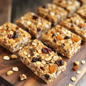 To make these tasty granola bars, gather the following items: - 2 cups rolled oats - 1 cup mixed nuts (almonds, cashews, walnuts, roughly chopped) - 1/2 cup honey or maple syrup - 1/4 cup peanut butter or almond butter - 1/2 cup dried fruits (cranberries, apricots, or raisins) - 1/4 cup mini dark chocolate chips (optional for a touch of sweetness) - 1/2 teaspoon vanilla extract - 1/4 teaspoon sea salt - 1/4 teaspoon cinnamon You will need a few tools to make this recipe: - An 8x8 inch baking dish - Parchment paper - Mixing bowls - A spatula - A microwave-safe bowl You can easily swap some ingredients. Here are a few ideas: - Use agave syrup instead of honey or maple syrup. - Sunflower seed butter is a great option in place of peanut butter. - For nut-free bars, skip the nuts and add seeds like pumpkin or sunflower seeds. - You can replace dried fruits with chocolate chips or seeds for different flavors. Feel free to mix and match based on what you like! These swaps keep your homemade granola bars fun and tasty. Check the Full Recipe for more details. Start by preheating your oven to 350°F (175°C). Grab an 8x8 inch baking dish. Line the dish with parchment paper. Leave some paper hanging over the sides. This helps you lift the bars out later. In a large bowl, add 2 cups of rolled oats. Toss in 1 cup of mixed nuts. I like almonds, cashews, and walnuts. Add 1/4 teaspoon of sea salt and 1/4 teaspoon of cinnamon. Mix these dry ingredients well. This blend gives your bars flavor and crunch. Next, take a microwave-safe bowl. Add 1/2 cup of honey or maple syrup and 1/4 cup of peanut butter or almond butter. Heat these together for about 30 seconds. Stir until the mixture is smooth. Then, add 1/2 teaspoon of vanilla extract. This adds a lovely scent and flavor. Pour the wet mixture over the dry ingredients. Mix everything until the dry ingredients are well-coated. Fold in 1/2 cup of dried fruits and 1/4 cup of mini dark chocolate chips, if you want some sweetness. Transfer this mixture to the lined baking dish. Press it down firmly using the back of a spatula or your damp hands. Bake for 20 to 25 minutes until the edges turn golden. Let the bars cool completely in the dish. Once cool, lift them out using the parchment paper. Cut them into bars or squares. You can find the Full Recipe to guide you through this process. Store the bars in an airtight container at room temperature for about a week. To get the best texture in your granola bars, stick to the right mix. Use rolled oats for chewiness. Chopped nuts add crunch. The honey or maple syrup acts as glue, holding everything together. Want chewier bars? Add more nut butter or honey. This keeps them soft. For crunchier bars, bake them a bit longer. You can also use less nut butter. The choice is yours! Pressing the mixture is key. Use damp hands or a spatula to pack it down. Make sure it is even across the dish. A tight press helps the bars stay together. If they’re loose, they may crumble when cut. {{image_2}} If you or someone you know has nut allergies, don't worry! You can still make tasty granola bars. Replace the mixed nuts with seeds like pumpkin or sunflower seeds. These seeds add crunch and good nutrients. You could also use puffed rice or oats for extra texture. This nut-free version keeps the bars safe and delicious. Want to mix things up? You can add fun flavors! For a chocolate twist, stir in mini chocolate chips. They melt and add a sweet touch. If you love coconut, add shredded coconut. This gives your bars a tropical flavor. You can even blend the two! Try half chocolate and half coconut for a fun treat. Need more protein in your snack? Add protein powder to the mix. A scoop of vanilla or chocolate protein powder works well. You can also use additional nut or seed butters. This gives the bars a creamy texture and boosts protein. Another option is to include hemp seeds or chia seeds. They are small but pack a protein punch! For a complete guide, check out the Full Recipe. After you bake your granola bars, let them cool completely. Once cool, cut them into bars or squares. Place them in an airtight container. This keeps them fresh for up to one week. You can store them at room temperature. If your kitchen is warm, the fridge is a good option. Freezing is a great way to keep granola bars longer. Wrap each bar in plastic wrap. Then, place them in a freezer-safe bag. This helps keep out air and moisture. You can freeze them for up to three months. When you want a bar, take one out and let it thaw. You can enjoy it cold or heat it for a few seconds in the microwave. Check your granola bars for signs of spoilage. If they smell off or look moldy, it's best to toss them. If they feel very hard or crumbly, they may not taste good anymore. Always trust your nose and eyes. Fresh bars should be chewy and smell yummy. Homemade granola bars last about one week at room temperature. If you store them in the fridge, they can stay fresh for two weeks. Use an airtight container to keep them safe from air. This helps maintain their taste and texture. Yes, you can use maple syrup or agave syrup. Both options add sweetness and work well in the recipe. If you are vegan, these sweeteners are great choices. Just remember that the flavor might change a bit based on what you choose. Making your own granola bars has many benefits. You control the ingredients, which means no hidden sugars or additives. Homemade bars are often healthier than store-bought ones. They can also fit your taste and dietary needs. Plus, they are easy to make and fun to customize. To customize for dietary needs, swap out nuts for seeds if you have a nut allergy. Use gluten-free oats for a gluten-free option. You can also choose different sweeteners or add protein powder. Dried fruits can be replaced with seeds or fresh fruits. This makes the bars fit your diet perfectly. Making homemade granola bars is easy and fun. We covered the basic ingredients, equipment, and how to substitute items. I shared detailed steps for mixing and baking, plus tips for texture and flavor. You can try many variations, from nut-free options to protein-packed bars. Remember to store them well for freshness. Homemade granola bars are tasty and offer many health benefits. Enjoy creating your own unique snacks!