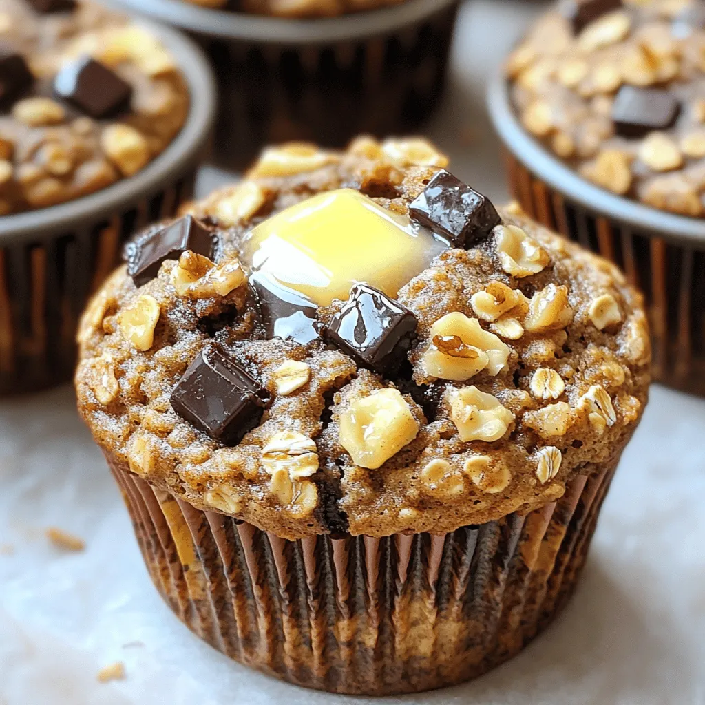 - 2 ripe bananas, mashed - 1 cup rolled oats - 1/2 cup all-purpose flour - 1/2 cup brown sugar - 1/4 cup honey or maple syrup - 1/4 cup milk (dairy or non-dairy) - 1/4 cup vegetable oil or melted coconut oil - 1 teaspoon baking powder - 1/2 teaspoon baking soda - 1/2 teaspoon ground cinnamon - 1/4 teaspoon salt - 1/2 cup chopped walnuts or pecans (optional) - 1/2 cup dark chocolate chips (optional) Bananas provide potassium and fiber. They add natural sweetness too. Rolled oats are rich in fiber, promoting heart health and digestion. All-purpose flour gives structure but can be swapped for whole wheat for more fiber. Brown sugar adds flavor and moisture, while honey or maple syrup offer natural sweetness. Milk gives creaminess and adds calcium, important for bones. Vegetable oil keeps muffins moist; coconut oil adds a nice taste. Baking powder and baking soda help the muffins rise. Ground cinnamon adds warmth and may help regulate blood sugar. Salt enhances flavor and balances sweetness. Nuts bring healthy fats and protein. Chocolate chips add a delightful treat! You can swap ripe bananas for unsweetened applesauce for a different taste. Use quick oats instead of rolled oats if you prefer a smoother texture. Whole wheat flour works well instead of all-purpose flour for extra nutrients. Maple syrup can replace honey for a vegan option. Coconut milk offers a rich dairy-free choice. For oil, you can use applesauce to lower fat content. Try adding dried fruits like raisins or cranberries for extra sweetness. Experiment with spices like nutmeg or vanilla extract for added flavor. For the full recipe, check out the instructions above! Start by gathering all your ingredients. You will need 2 ripe bananas, 1 cup of rolled oats, 1/2 cup of all-purpose flour, and 1/2 cup of brown sugar. Also, have 1/4 cup of honey or maple syrup, 1/4 cup of milk, and 1/4 cup of vegetable oil ready. Don’t forget 1 teaspoon of baking powder, 1/2 teaspoon of baking soda, 1/2 teaspoon of ground cinnamon, and 1/4 teaspoon of salt. If you want, grab 1/2 cup of chopped walnuts or pecans and 1/2 cup of dark chocolate chips. Next, preheat your oven to 350°F (175°C). This is key for even baking. Line a muffin tin with paper liners or grease it lightly with oil. This step keeps the muffins from sticking. In a large bowl, mash the ripe bananas well. Then, add honey or maple syrup, milk, and oil. Mix these ingredients until they blend nicely. In another bowl, whisk together rolled oats, flour, brown sugar, baking powder, baking soda, ground cinnamon, and salt. Now, slowly add the dry mix to the wet mixture. Stir gently until just combined. It’s important not to overmix, as this can make the muffins tough. If you choose to add nuts or chocolate chips, fold them in now. Spoon the batter into your prepared muffin cups, filling each about two-thirds full. Bake in the oven for 18 to 20 minutes. Check for doneness by inserting a toothpick into the center. If it comes out clean, they are ready! Once baked, let the muffins cool in the tin for about 5 minutes. After that, transfer them to a wire rack to cool completely. Keep an eye on your muffins as they bake. Every oven is different, so check them a minute or two early. A toothpick test is the best way to know if they are done. If it comes out with a few crumbs but no wet batter, they are perfect! If you want them to be a bit softer, take them out as soon as they are done. Letting them cool too long in the pan can make them dry. Enjoy your Banana Oatmeal Muffins warm, or store them for later! Check out the Full Recipe for more details. One common mistake is overmixing the batter. This can make your muffins tough. Mix just until the dry and wet ingredients combine. Another mistake is not measuring ingredients correctly. Use measuring cups and spoons for accuracy. To get soft muffins, use ripe bananas. They add natural sweetness and moisture. This makes the muffins tender. Also, don’t skip the baking powder and baking soda. They help the muffins rise. For more flavor, add a pinch of salt and a teaspoon of cinnamon. This enhances the taste. You can make your muffins even better by adding yogurt or applesauce. This adds moisture without extra fat. For extra sweetness, try adding chocolate chips or dried fruit. These additions bring more flavor and fun to every bite. For the full recipe, check out the details mentioned earlier. {{image_2}} For Banana Oatmeal Muffins, you can make fun changes. Here are some ideas. You can easily make these muffins vegan. Replace the milk with almond or oat milk. Swap honey for maple syrup. Use a flaxseed meal instead of eggs. Mix one tablespoon of flaxseed with three tablespoons of water. Let it sit for five minutes. This makes a great egg substitute. Your muffins will still be moist and tasty! If you need a gluten-free option, use almond flour or oat flour. Almond flour brings a nutty taste. Oat flour gives a soft texture. Just replace the regular flour in the recipe. Make sure your oats are labeled gluten-free. You will enjoy a hearty muffin without gluten. You can add fun flavors to your muffins! Toss in 1/2 cup of blueberries for a fruity twist. Chopped apples also taste great. Want some crunch? Add 1/2 cup of walnuts or pecans. For some spice, mix in a pinch of nutmeg or a dash of vanilla extract. These small changes can make your muffins unique. Explore different flavors and find your favorite! For the full recipe, check the details above. To keep your Banana Oatmeal Muffins fresh, store them in an airtight container. Place a piece of parchment paper between layers to avoid sticking. You can keep them at room temperature for about three days. For longer storage, move them to the fridge. They can last up to a week there. If you want to enjoy them later, freezing is a great option. To freeze your muffins, first, let them cool completely. Wrap each muffin tightly in plastic wrap. Then, place the wrapped muffins in a freezer bag. Be sure to remove as much air as possible. This helps prevent freezer burn. You can freeze them for up to three months. When you're ready, just take out the number you need. For the best taste, reheat muffins in the oven. Preheat your oven to 350°F (175°C). Place the muffins on a baking sheet. Heat them for about 10 minutes. This keeps them soft and warm. If you need a quick option, use a microwave. Heat each muffin for about 15-20 seconds. Enjoy your tasty treat warm! Yes, you can use frozen bananas. Just thaw them first and drain excess liquid. The flavor stays sweet and rich. Frozen bananas are great for baking. They blend smoothly and add moisture to your muffins. You can check for doneness easily. Insert a toothpick into the center of a muffin. If it comes out clean, your muffins are ready. They should be golden brown on top. You can also gently press the top; it should spring back slightly. Yes, you can substitute oats with other grains. Quinoa or brown rice can work well. Just make sure to cook them first. This will help the grains mix well with the batter. Each grain adds a unique flavor and texture. Banana oatmeal muffins are easy and healthy. We covered ingredients, nutrition, and how to bake them perfectly. I shared tips to avoid common mistakes and provided tasty variations. You can store these muffins well and reheat them for a fresh taste. Remember, experimenting with your ingredients can lead to fun new flavors. With this guide, you're ready to bake delicious muffins every time. Enjoy your baking adventure!