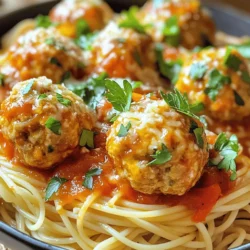 - 1 pound ground turkey - 1/2 cup bread crumbs - 1/4 cup grated Parmesan cheese - 1/4 cup fresh parsley, chopped - 1 egg, beaten - 2 cloves garlic, minced - 1 teaspoon onion powder - 1 teaspoon Italian seasoning - 2 cups marinara sauce (store-bought or homemade) - 1 tablespoon olive oil When making turkey meatballs, I start with fresh, quality ground turkey. It gives the meatballs a nice flavor and keeps them moist. I mix in bread crumbs for texture. This helps the meatballs hold their shape. Next, I add grated Parmesan cheese. It adds a salty, nutty taste. Fresh parsley brings a bright note. I always use a beaten egg to bind everything together. For seasoning, I use minced garlic for a rich aroma. Onion powder gives depth, while Italian seasoning brings classic flavor notes. Salt and pepper enhance all the tastes. Don’t forget the marinara sauce! You can use store-bought or homemade. Olive oil adds a nice finish. When I drizzle it over the meatballs before baking, it helps them brown beautifully. For the full recipe, check out the complete guide. Enjoy your cooking! 1. Preheat the oven to 400°F (200°C). This step ensures the meatballs cook evenly. 2. In a large bowl, combine: - 1 pound ground turkey - 1/2 cup bread crumbs - 1/4 cup grated Parmesan cheese - 1/4 cup fresh parsley, chopped - 1 egg, beaten - 2 cloves garlic, minced - 1 teaspoon onion powder - 1 teaspoon Italian seasoning - Salt and pepper to taste Mix until just combined. Don’t overwork the meat; this keeps them tender. 3. Form the mixture into 1-inch meatballs using your hands. Place them on a baking sheet. 1. Arrange the meatballs on the baking sheet, giving them space. 2. Drizzle with 1 tablespoon of olive oil. This helps them get golden brown. 3. Bake the meatballs for about 20 minutes. They should be cooked through and lightly browned. 1. While the meatballs bake, heat 2 cups of marinara sauce in a saucepan over medium heat. Stir occasionally. 2. Once the meatballs are ready, add them to the sauce. Gently stir to coat them well. Let them simmer for 5 minutes. This method creates a rich flavor in the meatballs and sauce. You can find the Full Recipe to guide you through each step. - Avoid overmixing: Mix just until combined. Overmixing makes meatballs tough. - Best baking temperature and time: Bake at 400°F (200°C) for about 20 minutes. This gives a nice brown color. - Meatball size recommendations: Aim for 1-inch meatballs. This size cooks evenly and is easy to eat. - Homemade vs. store-bought sauce: Homemade sauce is great, but store-bought saves time. Both can be tasty. - Enhancing jarred marinara: Add garlic, herbs, or red pepper flakes to boost flavor. A splash of wine can also add depth. For the full details on making these meatballs shine, check the Full Recipe. {{image_2}} You can give your turkey meatballs a unique twist by adding different spices or herbs. For a warm kick, try adding red pepper flakes. If you want a fresh taste, use chopped basil or thyme. These small changes can make a big difference in flavor. Cheese-stuffed meatballs are another fun idea. To make these, take a small piece of mozzarella cheese and wrap the meat around it. When you bake them, the cheese melts and adds a creamy center. This makes each bite a tasty surprise! When it comes to serving turkey meatballs, you have plenty of choices. For pasta, you can use spaghetti, penne, or even zoodles for a low-carb option. Each type of pasta can change the meal's feel and texture. If you're in the mood for something different, try serving the meatballs on sub rolls. Top them with marinara sauce and melted cheese for a hearty sandwich. This makes a great lunch or dinner option. You can find the full recipe to help you create these delicious meals. To keep your turkey meatballs fresh, store them in the fridge. Place them in an airtight container. This way, they stay moist and tasty. You can store them for up to three days. If you want to keep them longer, consider freezing. Just make sure they cool down first. This helps prevent ice crystals. When it’s time to enjoy your leftovers, reheating is easy. The best way is to use the oven. Preheat it to 350°F (175°C). Place the meatballs on a baking sheet and cover them with foil. Heat for about 15 minutes. If you prefer the microwave, use a microwave-safe dish. Heat in short bursts, checking often to avoid overcooking. For longer storage, freeze your meatballs. Place them in a freezer-safe bag or container. They can last up to three months. When you're ready to eat, thaw them overnight in the fridge. Then follow the reheating steps above. Enjoy your Easy Turkey Meatballs with Marinara from the Full Recipe! To keep your turkey meatballs moist, use these tips: - Add ingredients: Use bread crumbs, cheese, and egg to bind and add moisture. - Don’t overmix: Mix gently. Overworking the meat makes it tough. - Use fat: Add olive oil to the mixture for richness. - Bake properly: Bake at 400°F (200°C) for 20 minutes to keep them juicy. - Simmer in sauce: After baking, let the meatballs sit in marinara. This adds moisture and flavor. Yes, you can use chicken! Here’s what to know: - Flavor: Chicken has a milder taste. You might want to add more spices. - Texture: Ground chicken may be softer than turkey. Adjust your cooking time. - Cooking: Follow the same steps in the recipe. Just swap the turkey for chicken. Serving turkey meatballs can be fun and creative. Here are some ideas: - Pasta: Serve over spaghetti or your favorite pasta with marinara. - Sub rolls: Place meatballs in a sub roll, top with melted cheese for a meatball sub. - Salad: Add meatballs to a salad for a protein boost. - Skewers: Make meatball skewers for a fun appetizer at parties. For the full recipe, check out the Zesty Turkey Meatballs with Marinara. Enjoy cooking! Making turkey meatballs is simple and fun. You can create moist, tasty meatballs with just a few ingredients. We covered everything from the main ingredients to tips for perfect cooking. Don’t forget to try some variations to keep it exciting. You can easily store leftovers for later. Enjoy delicious meals by following these steps and tricks. Now you have all you need to impress with your cooking skills!
