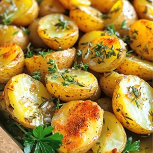 - 2 pounds baby potatoes, halved - 4 cloves garlic, minced - 3 tablespoons olive oil - 1 tablespoon fresh rosemary, chopped - 1 tablespoon fresh thyme, chopped - 1 teaspoon paprika - Salt and pepper to taste - Fresh parsley, for garnish When making garlic herb roasted potatoes, fresh ingredients make a big difference. Baby potatoes are small and tender, making them perfect for roasting. The garlic adds a rich flavor, while olive oil helps the potatoes crisp up in the oven. The herbs, rosemary and thyme, bring a lovely aroma and taste. Paprika adds a nice touch of warmth and color to the dish. Salt and pepper are key to enhancing all the flavors, making each bite delicious. Finally, fresh parsley gives a bright look and taste when you garnish the dish. - Calories per serving: About 180 - Macronutrient breakdown: - Carbohydrates: 35g - Fats: 7g - Proteins: 3g These garlic herb roasted potatoes are tasty and provide energy. Potatoes are rich in vitamins and minerals, especially potassium. Garlic has health benefits too, like boosting the immune system. Olive oil is a heart-healthy fat, and the herbs add antioxidants. Using these ingredients not only makes a flavorful side but also supports your health. For a full, detailed recipe, check the Full Recipe link! - Preheating the oven Start by preheating your oven to 425°F (220°C). This step is key to getting crispy potatoes. - Preparing the ingredients Gather your ingredients. You need 2 pounds of baby potatoes, 4 cloves of minced garlic, 3 tablespoons of olive oil, 1 tablespoon each of fresh rosemary and thyme, 1 teaspoon of paprika, salt, and pepper. - Combining ingredients in a mixing bowl In a large mixing bowl, toss the baby potatoes with the minced garlic, olive oil, chopped herbs, paprika, salt, and pepper. Make sure every potato gets good coverage. - Spreading potatoes on a baking sheet Next, spread the coated potatoes on a large baking sheet. Ensure they are in a single layer. This helps them cook evenly. - Baking time and temperature Place the baking sheet in the oven. Bake for 25-30 minutes. Toss the potatoes halfway through to ensure they brown evenly. Look for a golden color and a crispy texture. - Garnishing with parsley Once your potatoes are done, remove them from the oven. Let them rest for a few minutes. Then, sprinkle fresh parsley on top for a pop of color and flavor. - Tips for checking doneness To check if your potatoes are done, pierce one with a fork. It should slide in easily. If not, give them a few more minutes in the oven. To get the perfect crispiness, start with dry potatoes. Rinse them, then pat them completely dry with a towel. This step helps them roast well. When you coat the potatoes with oil, ensure they are evenly covered. This helps every piece become golden and crispy. If you don’t coat them well, some parts may burn, while others stay soft. You can add more flavor by trying different herbs. Basil or oregano can also work well. If you want a bolder taste, think about marinating the potatoes. Just let them soak in the oil and herbs for at least 30 minutes before cooking. This will deepen the flavors and make the dish more tasty. Use a sturdy baking sheet for even cooking. A dark sheet can help with browning, but be careful not to burn the potatoes. Also, a good oven thermometer is key. It makes sure your oven heats evenly. If your oven is too hot or too cold, your potatoes may not turn out right. For the full recipe, check the details above. {{image_2}} You can choose many types of potatoes for this dish. Yukon gold potatoes work well because they are creamy and flavorful. Red potatoes are another great option. They hold their shape well and have a nice texture. Fingerling potatoes add a fun twist. Their unique shape makes them fun to eat. To add more flavor, you can mix in cheese. Parmesan or cheddar melts nicely on the warm potatoes. Another tasty option is lemon zest. It adds a fresh, bright flavor that pairs well with the herbs. You can also try different spices. For a kick, add cayenne pepper or chili powder. Want a smoky taste? Use smoked paprika instead. If you're gluten-free, this recipe is safe for you. All ingredients are naturally gluten-free. For vegan modifications, just skip the cheese and ensure your oils are plant-based. You can still enjoy the rich taste with herbs and spices. These swaps keep the dish tasty while meeting your dietary needs. For the full recipe, check out the recipe section above. After enjoying your garlic herb roasted potatoes, you may want to save some for later. Here are some best practices for refrigeration: - Cool Down First: Let the potatoes cool to room temperature. - Use Airtight Containers: Store them in airtight containers to keep them fresh. - Keep in the Fridge: Place them in the fridge within two hours of cooking. For freshness, consume your leftovers within three to four days. This keeps the flavors bright and the texture nice. When it comes to reheating, you want to maintain that lovely texture. Here are the best methods: - Oven Method: Preheat your oven to 375°F (190°C). Spread the potatoes on a baking sheet and heat for about 10-15 minutes. This keeps them crispy. - Microwave Method: If you're in a hurry, you can use the microwave. Place the potatoes in a bowl, cover them, and heat for 1-2 minutes. This method might make them a bit softer. If you want to keep your garlic herb potatoes longer, freezing is a good option. Here’s how to do it properly: - Cool Completely: Make sure the potatoes are completely cool before freezing. - Use Freezer Bags: Place them in freezer bags or airtight containers. Remove as much air as possible. To thaw and reheat frozen garlic herb potatoes: - Thaw in the Fridge: Let them thaw overnight in the fridge. - Reheat in the Oven: Use the oven method to bring back their crispy texture. This way, you’ll enjoy great flavors just like when they were fresh. For the full recipe, check the earlier sections where we detail the steps to make these delicious potatoes. Can I use other herbs instead of rosemary and thyme? Yes, you can! Basil, oregano, or parsley work well too. Just keep the same amount. These herbs add their own unique flavor, making your dish special. How can I make this dish ahead of time? You can prep the potatoes a day before. Cut and toss them with the herbs and oil. Store them in the fridge. Then, bake them when you are ready. This saves time and makes dinner easier. What's the best way to cut the potatoes for even cooking? Halve baby potatoes for uniform size. This helps them cook evenly. If you use larger potatoes, cut them into even-sized pieces. Aim for about 1-inch chunks for the best results. Best pairings for meals Garlic herb roasted potatoes go great with roasted chicken or grilled fish. They complement salads and steamed veggies too. Try serving them with a fresh green salad for a light meal. Ideas for accompanying sauces A garlic aioli or herb yogurt sauce pairs nicely. You can also try a tangy chimichurri for a zesty touch. These sauces enhance the flavor and add a fun twist to your dish. Why are my potatoes not crispy? If they are soggy, they might need more space on the sheet. Ensure they are in a single layer. Also, check that you used enough oil. This helps them get that nice crispy texture. How do I know when they are fully cooked? Insert a fork into a potato. If it goes in easily, they are done. You can also check for a golden-brown color on the outside. This means they are crispy and ready to enjoy. In this article, we explored the recipe for garlic herb roasted potatoes. We covered the ingredients, preparation, cooking steps, and tips to ensure they turn out perfect. You can adapt this recipe by using different potatoes or flavors. Remember to store leftovers properly to enjoy them later. With these guidelines, you can create a delicious side dish that enhances any meal. Enjoy cooking, and make this recipe your own!