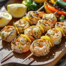 For the best lemon garlic herb grilled shrimp, start with fresh shrimp. Use 1 pound of large shrimp. Make sure they are peeled and deveined for easy eating. Buying shrimp that is wild-caught will give you great flavor. Fresh shrimp should smell like the ocean, not fishy. The marinade makes this dish shine. Here are the key ingredients: - 4 cloves garlic, minced - 1/4 cup olive oil - Zest and juice of 2 lemons - 1 tablespoon honey - 2 teaspoons dried oregano - 1 teaspoon smoked paprika - Salt and pepper to taste Whisk these ingredients together in a bowl. The garlic gives a strong flavor, while the lemon adds brightness. Honey balances the sharpness of the lemon. Oregano and smoked paprika add depth and warmth. For a beautiful finish, consider using fresh parsley as a garnish. Chop it finely and sprinkle it over the shrimp after grilling. This adds color and freshness. You can also serve lemon wedges on the side. The extra lemon juice enhances the dish's flavor. For a complete meal, pair your shrimp with grilled vegetables or a fresh salad. Check out the full recipe for more details! To make the marinade, gather your ingredients. You need garlic, olive oil, lemon zest, lemon juice, honey, oregano, smoked paprika, salt, and pepper. In a mixing bowl, whisk together the minced garlic, olive oil, lemon zest, and lemon juice. Add honey, oregano, smoked paprika, salt, and pepper. Mix until everything blends well. This creates a bright and tasty marinade for the shrimp. Once your marinade is ready, add the shrimp. Toss them gently to coat each piece well. Cover the bowl and place it in the refrigerator. Let the shrimp marinate for 30 minutes to 1 hour. This time allows the shrimp to soak up all the flavors. Do not skip this step, as it makes a big difference in taste. Before grilling, preheat your grill to medium-high heat. If you use wooden skewers, soak them in water for 20 minutes. This step prevents them from burning. After marinating, thread the shrimp onto the skewers. Grill them for 2-3 minutes on each side. Look for the shrimp to turn pink and opaque. Be careful not to overcook them. Once done, remove the shrimp and sprinkle with fresh parsley. Serve them hot for a delightful summer meal. For the full recipe, check the details above. To get the best grilled shrimp, follow a few steps. First, let the shrimp marinate well. The longer they soak, the more flavor they absorb. Aim for at least 30 minutes. Use medium-high heat on your grill. This ensures quick cooking without drying out the shrimp. Thread the shrimp onto skewers for easy handling. If you use wooden skewers, soak them in water first. This stops them from burning. Grill the shrimp for 2-3 minutes on each side. They should be pink and opaque when done. One big mistake is overcooking the shrimp. Overcooked shrimp become tough and rubbery. Watch them closely while grilling. Another mistake is not using enough seasoning. The marinade should be bold and flavorful. Don’t skip the salt and pepper. It enhances the shrimp's natural taste. Also, avoid grilling shrimp straight from the freezer. Thaw them first for even cooking. When serving, presentation matters. Arrange the shrimp on a platter with lemon wedges. This adds a fresh touch. Sprinkle with chopped parsley for color. Pair the shrimp with grilled veggies for a complete meal. A fresh salad also works well. You can find the full recipe for more tips on preparing this dish. Enjoy your flavorful summer dish! {{image_2}} You can add more zest to the marinade. Try adding red pepper flakes for heat. A touch of cumin can give it a warm, earthy taste. If you love herbs, mix in fresh basil or cilantro. Each option lets you play with flavors and make it yours. Grilling shrimp is great, but there are other fun ways to cook them. You can broil shrimp in your oven for a similar char. Sautéing shrimp in a pan also works well. Just heat some oil, add the shrimp, and cook until pink. Or, try skewering the shrimp and cooking them on a stovetop grill pan. Each method brings a unique taste. Lemon garlic herb grilled shrimp pairs well with many sides. A fresh salad with mixed greens adds crunch. Grilled veggies like zucchini and bell peppers are also tasty. For a hearty meal, serve the shrimp with rice or quinoa. You can even try it with creamy pasta for a special touch. Each side enhances the shrimp's bright flavors. Check out the full recipe for more ideas. After cooking, let the shrimp cool. Place them in an airtight container. You can store them in the fridge for up to three days. Make sure the shrimp are covered well to avoid drying out. When you are ready to eat, you can reheat the shrimp. Use a skillet over medium heat. Add a splash of olive oil. Cook them for about two to three minutes. Stir gently to heat evenly. You can also microwave them for about 30 seconds. Just be careful not to overheat. This can make the shrimp tough. If you want to save shrimp for later, freezing works well. Place the cooked shrimp in a freezer bag. Remove as much air as possible before sealing. You can freeze them for up to three months. When ready to use, thaw them in the fridge overnight. This keeps them fresh and tasty. Check the Full Recipe for more tips on preparation! Yes, you can use frozen shrimp for this recipe. Just make sure to thaw them first. Place the shrimp in cold water for about 15-20 minutes. This helps to keep the shrimp juicy and tasty. Once thawed, peel and devein them if they aren’t already. Then, follow the marinade steps in the full recipe. Skewering shrimp can be easy with a few simple tips. First, use metal skewers if you can. They don’t burn and are sturdy. If you use wooden skewers, soak them in water for 20 minutes. This helps to prevent burning on the grill. Second, thread the shrimp close together but not too tight. This allows even cooking. Lastly, try to make sure they are all facing the same way for a nice look. To make this recipe low-carb or keto-friendly, focus on the marinade. The main ingredients are already low in carbs. Use olive oil, garlic, and shrimp, which are great for a keto diet. You can skip the honey or use a sugar-free alternative. Serve it with greens or a salad instead of rice or bread for a complete meal. This keeps it light and healthy while still being full of flavor. This blog covers how to make lemon garlic herb grilled shrimp. We discussed fresh ingredients, key marinade components, and tasty garnishes. You learned step-by-step instructions on preparation and grilling. Tips were shared for the best results, avoiding mistakes, and serving ideas. We also explored variations and storage options for your shrimp. In closing, remember these tips for a flavorful dish. Enjoy experimenting with different flavors and sides! Grilled shrimp can be both easy and delicious. Happy cooking!