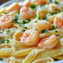 For this creamy shrimp pasta, you need: - 8 oz fettuccine or spaghetti - 1 lb shrimp, peeled and deveined - 3 tablespoons butter - 4 cloves garlic, minced - 1 cup heavy cream - 1/2 cup grated Parmesan cheese - 1 tablespoon lemon juice - 1 teaspoon paprika - Salt and pepper to taste - Fresh parsley, chopped for garnish Each ingredient plays a role. The pasta forms the base, while shrimp brings protein. Butter and garlic add richness and flavor. The heavy cream creates creaminess, and Parmesan adds a salty touch. Lemon juice brightens the dish, and paprika gives warmth. Finally, parsley adds color and freshness. You can easily swap some ingredients. Try these options: - Use whole wheat pasta for a healthier twist. - Substitute shrimp with chicken or tofu for a different protein. - Instead of butter, you can use olive oil. - For a lighter version, replace heavy cream with half-and-half or coconut milk. - Nutritional yeast can work in place of Parmesan for a vegan option. These substitutions keep the dish tasty and help fit your needs or diet. Pair this dish with: - A crisp green salad for a fresh contrast. - Garlic bread to soak up the creamy sauce. - A light white wine like Sauvignon Blanc works well. - For a non-alcoholic option, try sparkling water with lemon. These pairings enhance the dining experience and round out your meal. For the full recipe, check out the complete guide linked above! First, grab a large pot and fill it with water. Add salt to the water to enhance the pasta's taste. Bring the water to a boil. Once boiling, add 8 oz of fettuccine or spaghetti. Cook according to the package directions, usually around 8-10 minutes. You want it to be al dente, or firm to the bite. When cooked, drain the pasta but save a cup of the pasta water. This water helps later on. Now, let’s cook the shrimp. Use a large skillet and heat it over medium heat. Add 3 tablespoons of butter to the skillet and let it melt. Once melted, add 4 minced garlic cloves. Stir it for about 1 minute. You want the garlic fragrant, but not brown. Next, raise the heat to medium-high and add 1 lb of peeled and deveined shrimp. Season with 1 teaspoon of paprika, salt, and pepper. Cook the shrimp for 2-3 minutes on each side. They should turn pink and opaque. Once done, remove the shrimp and set them aside. In the same skillet, lower the heat to medium. Pour in 1 cup of heavy cream and stir it continuously. When the cream starts to simmer, reduce the heat to low. Then add 1/2 cup of grated Parmesan cheese and 1 tablespoon of lemon juice. Stir until everything combines and becomes smooth. The sauce should be rich and creamy, perfect for our pasta. Return the cooked shrimp to the skillet. Then add the drained pasta. Toss everything together gently. If the sauce is too thick, use the reserved pasta water to adjust the consistency. Add a little at a time until you reach your desired creaminess. Taste and adjust seasoning with more salt and pepper if needed. Finally, remove the skillet from heat. Sprinkle fresh chopped parsley on top for color and flavor. This makes the dish look beautiful and adds a fresh taste. Serve the creamy shrimp pasta hot, and enjoy every bite! For more detailed instructions, check the Full Recipe. To get the perfect cream sauce, start with heavy cream. Heat it gently; don’t let it boil. Stir in Parmesan cheese slowly. This helps it melt well. If the sauce is too thick, add a bit of pasta water. This makes it silky and rich. Always taste before serving. Adjust with salt or pepper as needed. Cooking shrimp is simple, but a few mistakes can happen. First, don’t overcook the shrimp. They should turn pink and opaque in just 2-3 minutes. If they stay in the heat too long, they become rubbery. Also, make sure to season well. Use salt and paprika to bring out their flavor. Always remove them from the pan when done to stop the cooking. Making this dish ahead of time is easy. You can cook the pasta and shrimp in advance. Store them separately in the fridge. When ready to eat, heat the cream sauce and combine everything again. Add a splash of pasta water to keep the sauce creamy. This way, you enjoy a fresh meal with less effort. For the full recipe, check the section above. {{image_2}} You can make your creamy shrimp pasta even better by adding vegetables. Spinach works great. Just toss in a handful when the shrimp is almost done cooking. The heat will wilt the spinach nicely. Mushrooms are another tasty choice. Sauté sliced mushrooms with garlic before adding the shrimp. They add a rich flavor and great texture. While fettuccine or spaghetti shines in this dish, you can try other pasta types. Penne or rigatoni can hold sauce well. If you want a lighter meal, opt for zucchini noodles. They add a fresh taste and make the dish gluten-free. Just sauté your zucchini noodles briefly before mixing them in. For some heat, sprinkle red pepper flakes into your dish. Add them while cooking the shrimp for an even blend. Start with a pinch and taste as you go. This small change brings out a new flavor. It adds excitement without overpowering the creamy goodness. For the full recipe, check out the Creamy Garlic Shrimp Pasta ! To keep your creamy shrimp pasta fresh, let it cool first. Place it in an airtight container. Store it in the fridge for up to three days. Make sure it is sealed tightly to avoid drying out. When you’re ready to eat, reheat on the stove. Add a splash of water or cream to help it warm evenly. Stir often to prevent sticking. You can also use the microwave, but heat it in short bursts. Check every 30 seconds to avoid overheating. You can freeze creamy shrimp pasta, but it may change texture. Place cooled pasta in a freezer-safe container. Use it within two months for the best taste. To thaw, move it to the fridge overnight. Reheat as described above for the best results. For the full recipe, check out the detailed guide on making this delicious dish. Yes, you can use frozen shrimp. Just thaw them before cooking. Place them in cold water for about 15 minutes. This will help them thaw quickly. After thawing, drain and pat dry. This way, they will cook evenly. To make the sauce dairy-free, swap heavy cream with coconut cream. You can also use cashew cream for a rich flavor. Blend soaked cashews with water until smooth. This gives a nice creamy texture without dairy. Fettuccine is great for creamy sauces, but you can also use spaghetti. Both types hold the sauce well. If you want a twist, try penne or even gluten-free pasta. Choose what you enjoy! You can add more flavor by using fresh herbs. Basil or dill works well. A pinch of red pepper flakes adds heat. You can also use lemon zest for brightness. Add these while making the cream sauce for the best flavor. For the full recipe, check out the Creamy Garlic Shrimp Pasta. This blog post covered what you need for a great creamy shrimp pasta. We looked at key ingredients, smart substitutions, and tasty pairings. You learned step-by-step how to cook pasta, shrimp, and the perfect cream sauce. I also shared tips for making the sauce just right and avoiding common mistakes. You can add veggies or spice it up with red pepper flakes for a twist. Lastly, I provided storage tips for your leftovers. Enjoy making this dish and feel free to explore your own variations!