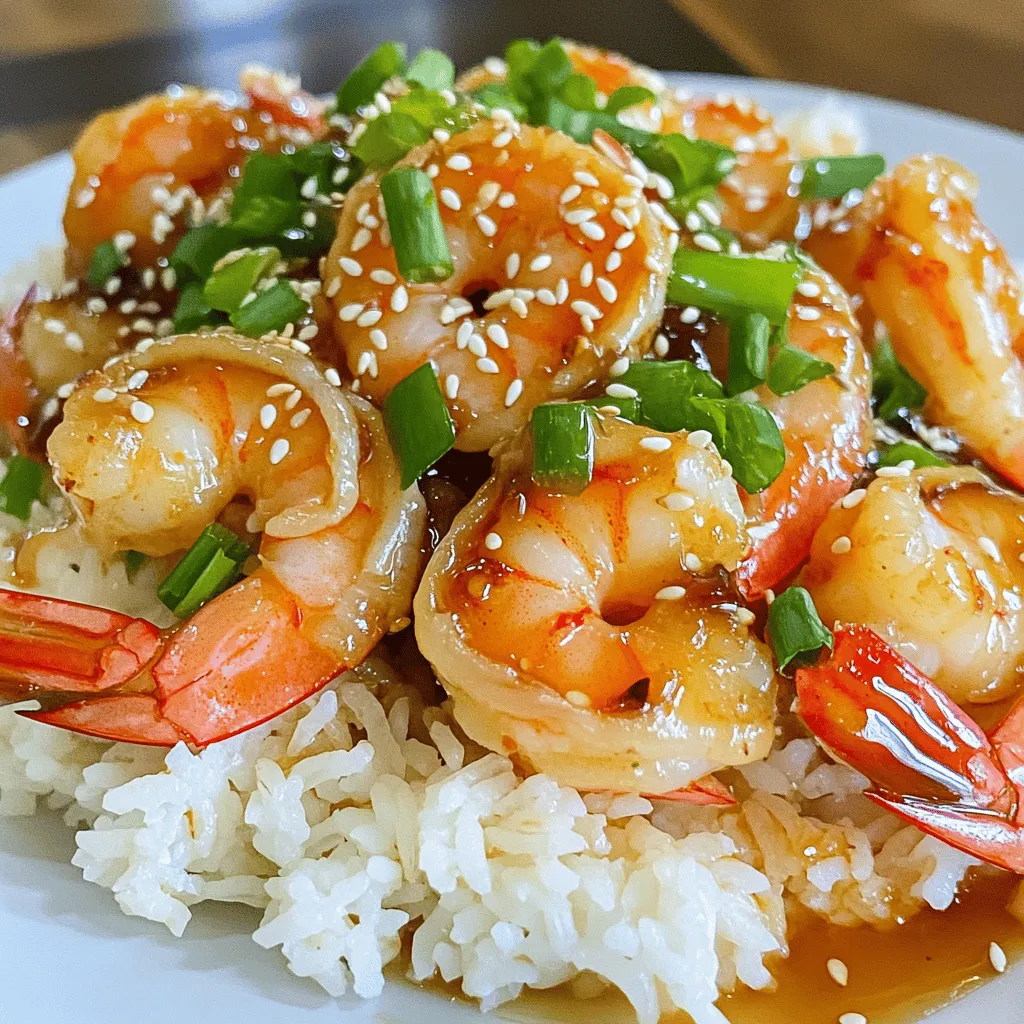 For the 10 Minute Honey Garlic Shrimp, gather these key items: - 1 pound large shrimp, peeled and deveined - 3 tablespoons honey - 3 tablespoons soy sauce (low sodium recommended) - 4 cloves garlic, minced - 1 tablespoon fresh ginger, minced - 2 tablespoons sesame oil (or olive oil) - 1 teaspoon red pepper flakes (adjust to taste) - 2 green onions, thinly sliced (for garnish) - Sesame seeds (for garnish) - Cooked rice or quinoa (for serving) These ingredients come together to create a tasty dish. The shrimp is the star, but the honey and garlic add depth. To make this dish, you will need: - A large skillet - A small bowl - A whisk or fork - A cutting board - A sharp knife These tools help you cook quickly and efficiently. The skillet is key for that perfect sauté. Feel free to change some ingredients to suit your taste: - Use chicken or tofu instead of shrimp for different proteins. - Swap honey for maple syrup for a vegan option. - Use tamari instead of soy sauce for a gluten-free version. - Add vegetables like bell peppers or snap peas for more color and flavor. These swaps keep the dish fun and fresh. Experimenting can lead to new favorites! For the full recipe, check the details provided. To start, gather your ingredients. You need shrimp, honey, soy sauce, garlic, ginger, sesame oil, red pepper flakes, green onions, and sesame seeds. First, peel and devein the shrimp if needed. This saves time later. Mince the garlic and ginger finely. This ensures you get their full flavor. In a small bowl, mix the honey, soy sauce, garlic, ginger, and red pepper flakes. Whisk them together until they blend well. Set this sauce aside; you will use it soon. Now, heat the sesame oil in a large skillet over medium-high heat. Wait until the oil shimmers; this means it's hot. Add the shrimp in a single layer. Let them cook for about 2-3 minutes. Watch as they turn pink and opaque. This is your sign they are cooking well. Next, pour the honey garlic sauce over the shrimp. Stir gently to coat each shrimp evenly. Cook for another 2-3 minutes. This lets the sauce thicken and cling to the shrimp. Stir occasionally to keep the shrimp from sticking. Once done, take the skillet off the heat. To serve, use a large bowl. Place a bed of cooked rice or quinoa at the bottom. This helps soak up the sauce. Add the shrimp on top. Drizzle any extra sauce over them for great flavor. For a colorful touch, sprinkle sliced green onions and sesame seeds on top. These give a nice crunch and look good. Enjoy this quick dish right away for the best taste! For the full recipe, refer back to the ingredients and instructions. When making honey garlic shrimp, a few mistakes can ruin your dish. First, do not overcook the shrimp. They should turn pink and opaque in just 2-3 minutes. If you cook them too long, they become tough. Second, make sure your sauce ingredients are mixed well. If the honey settles at the bottom, it won't coat the shrimp evenly. Lastly, be careful with the heat. If your skillet is too hot, the sauce may burn. To get that perfect sauce, start by mixing the honey, soy sauce, garlic, ginger, and red pepper flakes. Whisk them well until they blend smoothly. You want a thick but pourable sauce. If your sauce is too thin, let it cook a bit longer after adding it to the shrimp. Stir it often. This helps it thicken without burning. If it’s too thick, add a splash of water or extra soy sauce to loosen it up. Cooking shrimp is simple if you follow a few best practices. Always use fresh or well-thawed shrimp. Frozen shrimp can be watery if not thawed properly. Heat your skillet before adding oil. This ensures the shrimp sears well. Place the shrimp in a single layer in the skillet. Avoid crowding them. This helps them cook evenly. Finally, add the sauce at the right time. Pour it in when the shrimp are just about done. This way, they soak up the flavors without overcooking. For the complete recipe, check the Full Recipe section. {{image_2}} Want a kick? Add more heat! Mix in extra red pepper flakes. For a bolder flavor, try fresh chopped chili peppers. This twist makes the dish exciting and full of zest. You can also use sriracha or chili paste for more spice. Adjust the heat to your liking. If you prefer a plant-based option, swap shrimp for tofu. Use firm or extra-firm tofu for the best texture. Cut the tofu into cubes and follow the same steps. Sauté the tofu until golden brown. Then, pour the honey garlic sauce over it. This creates a tasty dish that everyone can enjoy. Boost nutrition by adding veggies. Bell peppers, snap peas, or broccoli work great. Cut the vegetables into bite-sized pieces. Sauté them for a few minutes before adding shrimp or tofu. This method not only adds color but also makes the meal more filling. You can even serve it over a bed of greens for added crunch. For the full recipe, check out the [Full Recipe]. After enjoying your honey garlic shrimp, let the leftovers cool down. Place them in an airtight container. Store the container in the fridge. The shrimp will stay fresh for 2-3 days. Just make sure to seal it well to keep moisture out. To reheat your shrimp, you have a few options. You can use a microwave for quick heating. Place the shrimp on a plate and cover it with a damp paper towel. Heat in short bursts of 30 seconds until warm. You can also reheat them on the stove. Just add a bit of oil to a pan and heat over medium. Stir gently until warmed through. If you want to save your honey garlic shrimp for later, freezing is a great option. Place the cooled shrimp in a freezer-safe bag. Remove as much air as possible before sealing. Label the bag with the date. The shrimp can last up to 3 months in the freezer. When you're ready to eat, thaw in the fridge overnight. Then, reheat as mentioned above for a quick meal. For the complete recipe, check out the Full Recipe section! You can serve honey garlic shrimp with cooked rice or quinoa. Both soak up the sauce well. Steamed broccoli or snap peas add a nice crunch. You might also enjoy a fresh salad on the side. Pairing it with garlic bread can be a fun option, too. Yes, you can use frozen shrimp. Just thaw them before cooking. Place them in cold water for about 15 minutes. This helps them cook evenly. Ensure they are peeled and deveined for best results. Frozen shrimp may take a bit longer to cook, so keep an eye on them. To make your honey garlic shrimp less sweet, reduce the honey amount. Try using only two tablespoons instead of three. Adding a splash of lime juice can also balance the sweetness. You can include more soy sauce for a savory touch. Adjusting the red pepper flakes will add a nice kick, too. Check the full recipe for more tips! This blog post covered all you need for cooking honey garlic shrimp. We listed essential ingredients, tools, and smart substitutions. I walked you through each step, from preparation to serving. You learned helpful tips for perfect sauce and shrimp. We explored tasty variations and how to store leftovers. Remember, cooking is fun! Don’t hesitate to experiment with flavors. Your skills will grow with practice. Dive in and enjoy the process. Happy cooking!