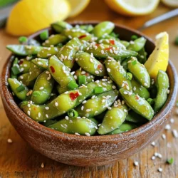 - 2 cups edamame (in pods) - 3 tablespoons olive oil - 4 cloves garlic, minced - 1 teaspoon red pepper flakes (adjust to taste) - 2 teaspoons soy sauce (or tamari for gluten-free) - 1 teaspoon sesame oil - 1 tablespoon lemon juice - Sea salt, to taste - Optional: Toasted sesame seeds and chopped green onions for garnish When you gather these ingredients, you set the stage for a tasty treat. Edamame offers a nice crunch and a healthy base. Olive oil adds richness, while garlic gives a burst of flavor. The red pepper flakes bring heat, and soy sauce adds depth. Lemon juice brightens it all up. Don't forget the salt! It pulls every flavor together. Optional toppings like sesame seeds and green onions make your dish look great. They also add fun textures. I love how simple it is to make this snack feel fancy. Just imagine it on your table, ready to impress your guests or your family. For the full recipe, check the detailed cooking instructions and enjoy this delicious snack! - In a large pot, bring salted water to a boil. - Add the edamame pods and cook for 5-7 minutes. First, make sure the water is nice and salty. This adds flavor. When the edamame is bright green and tender, it is ready. Drain them well and let them sit aside. - Drain the edamame and set aside. - Heat olive oil over medium heat and sauté minced garlic. Next, heat olive oil in a skillet. When it shimmers, add the minced garlic. Cook just until it smells amazing but avoid browning it. This step makes the dish fragrant. - Toss cooked edamame in the garlic oil mixture. - Drizzle in soy sauce, sesame oil, and lemon juice. Now, add the drained edamame to the skillet. Toss them well to coat with the garlic oil. Then, drizzle in the soy sauce, sesame oil, and lemon juice. Stir to mix everything. Let it cook for a couple more minutes. This melds all the flavors. Enjoy your Spicy Garlic Edamame as a tasty snack! For the detailed recipe, check out the Full Recipe. - Adjust red pepper flakes to control spiciness. If you like it hot, add more. For a milder taste, use less. This simple tweak changes everything! - Let the garlic infuse longer for a stronger flavor. Sautéing garlic for a few extra moments fills your dish with rich taste. Just be careful not to burn it; burnt garlic can taste bitter. - Serve warm as an appetizer or snack. This dish shines when fresh and hot. It’s a great way to impress guests or treat yourself. - Pair with sushi or as a side dish for Asian cuisine. Spicy garlic edamame complements many meals. It adds a fun crunch and a burst of flavor to your plate. For the complete recipe, check the Full Recipe section. Enjoy cooking! {{image_2}} You can make Spicy Garlic Edamame even tastier. Here are two simple ideas: - Add grated ginger for extra zing. This will give a fresh kick and a nice warm flavor. Just mix it in with the garlic when you sauté. - Try adding lime juice instead of lemon for a different taste. Lime gives a bright, tart note that pairs well with the garlic and spice. Want to change things up for your diet? Here are some easy swaps: - Use coconut aminos instead of soy sauce for a soy-free option. This adds a sweet and savory flavor without the soy. - Substitute olive oil with avocado oil for a buttery flavor. Avocado oil has a higher smoke point and adds a rich taste to your dish. These variations can make your edamame snack even more enjoyable. Feel free to mix and match! Store leftovers in an airtight container in the fridge for up to 3 days. Keeping it sealed helps maintain flavor and freshness. If you have extra, you can enjoy this snack later. Just remember, the sooner you eat it, the better it tastes! Reheat in a skillet over medium heat for best texture. This method warms the edamame evenly and keeps them tender. Avoid using the microwave, as it may make the edamame soggy. Stir occasionally while reheating for the best results. Enjoy your tasty snack again! Yes, frozen edamame works well and is convenient. You can skip thawing. Just toss them straight into boiling water. They will cook nicely and save you time. This recipe is naturally vegan as it contains no animal products. You can enjoy it without worry. The flavors come from garlic, chili, and soy sauce. Pair it with rice dishes, noodles, or enjoy it as a healthy snack. It also goes well with sushi or Asian-inspired meals. You can even serve it at parties. Reduce the amount of red pepper flakes or omit them entirely for a milder version. Start with a pinch, then taste. You can always add more spice later. Complete instructions and ingredient list for Spicy Garlic Edamame. This blog post covered a simple and tasty Spicy Garlic Edamame recipe. We discussed the key ingredients, step-by-step instructions, and helpful tips. You learned how to adjust flavors and try variations based on your taste. Whether you serve it as a snack or a side dish, this dish is both easy and flavorful. Remember, you can store leftovers and enjoy them later. Enjoying healthy food can be fun and delicious, so give this dish a try!