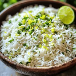 To make zesty cilantro lime rice, gather these items: - 1 cup jasmine rice - 2 cups vegetable broth (or water) - 1 tablespoon olive oil - 1 lime (zested and juiced) - 1/2 cup fresh cilantro, chopped - 1/2 teaspoon garlic powder - 1/2 teaspoon onion powder - Salt, to taste - Optional: 1 jalapeño, finely chopped (for added heat) I love using jasmine rice for this dish. It has a lovely floral smell and a soft texture. You can also use basmati rice if you like. The vegetable broth adds depth, but water works too. Olive oil brings richness and helps toast the rice. Lime juice and zest give that bright, zesty flavor. Fresh cilantro adds a fresh taste. Garlic and onion powders give a nice, mild flavor. Finally, a little salt brings all the flavors together. If you want heat, the jalapeño is a great choice. If you need options, you can swap jasmine rice for brown rice or quinoa. Use chicken broth for a different flavor. Instead of olive oil, try butter for a richer taste. If you don’t have fresh cilantro, parsley can work in a pinch. Lime juice can be replaced with lemon juice if needed. You can skip the jalapeño if you prefer a milder dish. For a different twist, add some corn or black beans for extra texture and flavor. Check out the Full Recipe for more details! To make zesty cilantro lime rice, you start by rinsing the rice. This step is key. Rinsing removes excess starch. It helps keep the rice fluffy. After rinsing, heat olive oil in a medium pan. Add the rinsed rice and sauté it for 2-3 minutes. This toasting gives the rice a nutty flavor. Next, pour in vegetable broth or water. Bring it to a boil. Add garlic powder, onion powder, and salt. Then, lower the heat. Cover the pan and let it simmer for 15-20 minutes. When the liquid is gone, your rice is done. To achieve perfect rice texture, avoid lifting the lid while it cooks. This keeps the steam inside. After the cooking time, let the rice sit for 5 more minutes. This step helps the rice absorb any leftover moisture. Fluff the rice with a fork before serving. This keeps the grains separate and light. Rinsing rice is very important. It helps remove extra starch, which can make rice gummy. Toasting the rice adds flavor and depth. It gives a slightly crunchy texture at first. This method enhances the overall taste of the dish. For a full recipe, check out my detailed instructions above. You can make your cilantro lime rice even better! Try adding a chopped jalapeño. This gives a nice kick. You could also mix in black beans for protein. Another great option is to add corn. Sweet corn pairs well with lime and cilantro. If you like a different flavor, toss in some diced bell peppers. They add color and crunch. Serve your zesty cilantro lime rice warm. It makes a great side dish for grilled chicken or shrimp. You can also use it as a base for burrito bowls. Add your favorite toppings like avocado or salsa. For a simple meal, serve it with a fried egg on top. This adds protein and makes it filling. This rice goes well with many dishes. Pair it with tacos for a fun meal. You can also serve it with stir-fried veggies for a light dinner. If you have curry, this rice can balance the spices. Try it with roasted meats like chicken or pork. The fresh flavors of lime and cilantro complement rich dishes perfectly. {{image_2}} You can easily add heat to your cilantro lime rice. Just mix in one finely chopped jalapeño. This adds a nice kick. If you want it spicier, leave in the seeds. You can also use a pinch of cayenne pepper. This gives a warm flavor without changing the rice's texture. For a tropical twist, try coconut-infused rice. Replace the vegetable broth with coconut milk. This gives the rice a creamy texture and a rich taste. When you mix in the lime, the fresh flavor shines through. You can also toast some shredded coconut and add it on top for extra crunch. If you prefer brown rice, you can make this dish with it. Use the same amount of brown rice and double the cooking time. Brown rice has more fiber and nutrients. It adds a nutty flavor that pairs well with the lime and cilantro. Just follow the same steps in the Full Recipe. To store leftover rice, let it cool to room temperature first. Place the rice in an airtight container. You can keep it in the fridge for up to four days. Make sure to label the container with the date. This helps you track how long it has been stored. When you're ready to eat the rice, take it out of the fridge. Use the microwave or stovetop to reheat. If using a microwave, add a splash of water and cover the bowl. Heat for 1-2 minutes, stirring halfway through. On the stovetop, add a bit of water to a pan. Heat it on low, stirring until warm. You can freeze leftover rice for up to three months. Divide it into meal-sized portions before freezing. Use freezer-safe bags or containers for best results. When you want to use it, thaw it overnight in the fridge. Reheat it using the instructions above for tasty results. For the full recipe, check out the Zesty Cilantro Lime Rice recipe! You can use water if you don't have vegetable broth. Water will keep the rice simple. Chicken broth is another option if you want a richer taste. Just remember, both options will change the flavor slightly. Yes, you can make this dish ahead of time. Cook the rice and let it cool. Then, store it in an airtight container in the fridge. It will stay fresh for about three days. When ready to eat, just reheat it in a pan or microwave. To make more rice, simply double or triple the ingredients. For every cup of rice, use two cups of broth. Adjust the lime juice and cilantro based on your taste. This way, you will keep the flavor balanced. You can find the Full Recipe for the correct ratios. This blog post covered important aspects of making cilantro lime rice. We discussed the ingredients, cooking steps, and tips to enhance flavor. You learned about variations to suit your taste and how to store leftovers. Remember, the right rice preparation is key to great texture and taste. Don’t forget those substitutions if you need them. Cooking should be fun and flexible. Enjoy making your dish, and share it with others!