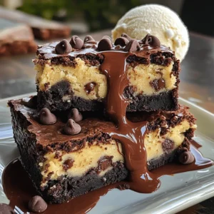 For the brownie base, you will need: - 1 cup unsalted butter, softened - 1 cup granulated sugar - 1 cup brown sugar, packed - 4 large eggs - 2 teaspoons vanilla extract - 1 cup all-purpose flour - 1 cup cocoa powder - 1 teaspoon baking powder - ½ teaspoon salt - 1 cup semisweet chocolate chips For the cookie dough layer, gather: - ½ cup unsalted butter, softened - ¾ cup brown sugar, packed - 2 tablespoons milk - 1 teaspoon vanilla extract - 1 cup all-purpose flour - ½ teaspoon salt - ½ cup semisweet chocolate chips You can make some easy swaps in this recipe. If you need a dairy-free option, try using coconut oil or a dairy-free butter. For a gluten-free choice, use a gluten-free all-purpose flour blend. Brown sugar can also be replaced with coconut sugar, which gives a unique taste. Here are some tips for the best results: - Make sure your butter is at room temperature for easy mixing. - Use fresh eggs for a better rise and texture. - For a richer brownie, add an extra egg yolk to the batter. - Sift your cocoa powder to avoid lumps in the brownie base. Experiment with these tips and substitutions to make this recipe your own! To start, preheat your oven to 350°F (175°C). Grease a 9x13-inch baking dish or use parchment paper for easy removal. This step ensures your brownies won't stick. Next, mix the wet ingredients. In a large bowl, cream together 1 cup of softened butter, 1 cup of granulated sugar, and 1 cup of brown sugar. Beat until the mixture is light and fluffy. This process adds air, making your brownies soft. Now, add 4 large eggs, one at a time, mixing well after each addition. Stir in 2 teaspoons of vanilla extract. In a separate bowl, combine 1 cup of all-purpose flour, 1 cup of cocoa powder, 1 teaspoon of baking powder, and ½ teaspoon of salt. Gradually add this dry mixture to the wet ingredients. Stir until everything is well combined. Finally, fold in 1 cup of semisweet chocolate chips. This adds rich flavor and texture. Pour the brownie batter into the prepared baking dish, smoothing it evenly across the bottom. Now, let’s create the cookie dough layer. In another bowl, cream together ½ cup of softened butter and ¾ cup of brown sugar. Mix until smooth and creamy. Next, add 2 tablespoons of milk and 1 teaspoon of vanilla extract. Stir to combine. Then, incorporate 1 cup of all-purpose flour and ½ teaspoon of salt. Mix until the dough is fully combined. Don't forget to fold in ½ cup of semisweet chocolate chips. This will make your cookie dough layer extra tasty. It’s time to combine the layers! Drop spoonfuls of the cookie dough on top of the brownie batter. Spread it out gently, but leave some brownie batter visible for a marbled look. Now, it’s time to bake. Place your dish in the preheated oven and bake for about 30-35 minutes. To check if they are done, insert a toothpick into the center. It should come out with a few moist crumbs, not wet batter. Let the brownies cool in the pan for at least 15 minutes. This step makes them easier to cut. Once cool, lift them out and cut into squares. Enjoy your delicious creation! For more details, check the Full Recipe. To make the best brownies, avoid common mistakes. Here are some tips: - Don’t overmix the batter. This can make your brownies tough. Mix until just combined. - Use room temperature ingredients. Cold ingredients can lead to uneven baking. Warm them up before mixing. - Check your oven temperature. An oven that’s too hot can burn the edges. Use an oven thermometer for accuracy. For a chewy texture, follow these steps: - Add an extra egg. This makes the brownies rich and moist. - Use brown sugar. The molasses in brown sugar keeps the brownies soft. - Don’t overbake. Pull them out when a toothpick has a few moist crumbs. This keeps them gooey. Enjoy your brownies in many fun ways. Here are some ideas: - Serve warm. A scoop of vanilla ice cream on top makes it extra special. - Drizzle with chocolate sauce. This adds a rich touch and looks appealing. - Add whipped cream. A dollop enhances the flavor and gives a nice texture. For creative serving ideas, try: - Garnish with nuts. Chopped walnuts or pecans add crunch and flavor. - Sprinkle sea salt. A little salt on top balances the sweetness. - Layer with fruit. Fresh strawberries or raspberries brighten up the dish. For the complete recipe, check out the Full Recipe section. {{image_2}} You can switch up the flavor of your brownies easily. Try using dark chocolate chips instead of semisweet. Dark chocolate gives a richer taste. If you love white chocolate, use white chocolate chips for a fun twist. You can also add nuts for texture and crunch. Chopped walnuts or pecans work great. Mix in a handful of toasted coconut for a tropical vibe. Dried fruit, like cherries or cranberries, can add a nice touch. You can make these brownies fit your diet too. For a gluten-free option, swap all-purpose flour for a gluten-free blend. Make sure the chocolate chips are also gluten-free. If you want vegan brownies, replace the eggs with flax eggs. Mix 1 tablespoon of ground flaxseed with 2.5 tablespoons of water for each egg. Use a vegan butter substitute to keep it plant-based. For a low-sugar version, use coconut sugar instead of regular sugar. You can also use sugar substitutes like stevia or erythritol. These options can still give you a sweet taste without all the sugar. Explore these variations to find your perfect treat! For the complete recipe, refer to the Full Recipe section. To keep your chocolate chip cookie dough brownies fresh, store them in an airtight container. This method traps moisture and keeps your brownies soft. Place a piece of parchment paper between layers to prevent sticking. You can also wrap them tightly in plastic wrap. - For best freshness, consume within 3 to 5 days at room temperature. - If you want to keep them longer, refrigerate for up to a week. To enjoy your brownies warm, reheat them in the microwave. Heat for about 10 to 15 seconds. This brings back that gooey texture. For freezing, first allow the brownies to cool completely. Cut them into squares and wrap each piece in plastic wrap. Place the wrapped brownies in a freezer-safe bag. - They can last up to 3 months in the freezer. - When you're ready to eat, thaw them in the fridge overnight or let them sit at room temperature for a few hours. These simple storage tips will help you enjoy your chocolate chip cookie dough brownies at their best! For more details, check the Full Recipe. To check if the brownies are done, look for a few signs. The edges should pull away from the pan slightly. The top will look set and not shiny. You can also insert a toothpick into the center. If it comes out with a few moist crumbs, they are ready. If it comes out wet, bake a little longer. Remember, slightly underbaked brownies are often the best! Yes, you can make these brownies ahead of time! You can bake them the day before serving. Just let them cool completely, then cover them well. Store them at room temperature for up to three days. For longer storage, place them in the fridge. You can also freeze them for up to three months. Just wrap them in plastic wrap and foil. If you want an alternative to chocolate chips, you have a few great options. You can use white chocolate chips for a sweeter taste. Peanut butter chips add a nice twist too. You could even chop up your favorite chocolate bar. Just remember, these changes might alter the flavor. But it's all about what you like! You can find the full recipe for Chocolate Chip Cookie Dough Brownies listed above. It has all the instructions and tips you need. This will help you create these delicious treats at home! You learned how to make rich brownies with a delicious cookie dough layer. We covered ingredients, measurements, and important baking steps. Remember to avoid common mistakes for the best results. You can customize flavors or even make them gluten-free. Store them correctly to keep them fresh for later. With these tips, you’ll impress everyone with your baking skills. Enjoy every bite and share your creations!