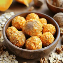 To create delicious Carrot Cake Energy Bites, you need a few key ingredients. These ingredients work together to give the bites their yummy flavor and texture. Here’s what you’ll need: - 1 cup rolled oats - 1 cup finely grated carrots - 1/2 cup almond butter (or any nut butter of choice) - 1/4 cup honey (or maple syrup for a vegan option) - 1/2 teaspoon vanilla extract - 1 teaspoon ground cinnamon - 1/4 teaspoon nutmeg - 1/4 cup chopped walnuts or pecans (optional) - 1/4 cup raisins or dried cranberries (optional) - Pinch of salt Rolled oats form the base and give a chewy texture. Finely grated carrots add sweetness and moisture. Almond butter or your nut butter choice provides healthy fats and creaminess. Honey or maple syrup acts as a natural sweetener, making the bites tasty. Vanilla extract enhances flavor, making each bite rich. Ground spices like cinnamon and nutmeg bring warmth and comfort. You can add chopped nuts or dried fruit for extra crunch and flavor. Using fresh ingredients helps boost the taste. Always measure accurately for the best results. You can find the complete recipe in the "Full Recipe" section. Enjoy making these tasty and healthy treats! - Step 1: Combine ingredients in a mixing bowl. Start by adding 1 cup of rolled oats, 1 cup of finely grated carrots, 1/2 cup of almond butter, 1/4 cup of honey, and 1/2 teaspoon of vanilla extract into a large bowl. Mix them well until they form a sticky base. - Step 2: Mix spices and fold in optional add-ins. Next, add 1 teaspoon of ground cinnamon, 1/4 teaspoon of nutmeg, and a pinch of salt. Stir well to blend the spices. If you like, fold in 1/4 cup of chopped walnuts or pecans and 1/4 cup of raisins or dried cranberries for extra flavor. - Step 3: Roll the mixture into bite-sized balls. Take a small amount of the mixture and roll it into a ball about 1 inch in diameter. This step is fun! Place each ball on a parchment-lined baking sheet as you go. - Step 4: Refrigerate for setting. Once you have rolled all the mixture, pop the baking sheet into the fridge. Let the energy bites chill for at least 30 minutes. This helps them firm up and makes them easy to eat. These steps make for a simple yet rewarding recipe. You can find the Full Recipe for more details. Enjoy your energy bites! - Using fresh ingredients for enhanced flavor: Fresh carrots and pure nut butters make a big difference. They add a bright taste that really shines in every bite. - Recommended tools for mixing and rolling: Use a large mixing bowl and a sturdy spatula. A melon baller is great for rolling uniform bites. This helps keep your energy bites even in size. - Tips on achieving the right texture: Aim for a sticky yet firm mixture. If it feels too dry, add a bit more nut butter or honey. If it’s too wet, add more oats. Finding the right balance is key to great bites. - Overmixing the ingredients: Mixing too much can make your bites tough. Stir just enough to combine everything well. You want the textures to stay light and airy. - Not chilling long enough: Chilling helps the bites set and hold their shape. Make sure to refrigerate them for at least 30 minutes. This step is crucial for achieving the perfect energy bite. {{image_2}} You can easily change the flavor of these energy bites. To make them vegan, use maple syrup instead of honey. It’s a great sweetener that keeps them tasty. You can also swap almond butter for any nut butter you enjoy. Peanut butter adds a nice kick. Want more texture? Add coconut flakes or chocolate chips. Both options make your bites fun and delicious. Coconut gives a tropical hint, while chocolate adds sweetness. Try dried pineapple or apricots for a fruity twist. These energy bites are perfect for sharing. Consider packaging them in small jars or boxes. Add a ribbon for a nice touch. They make great gifts for friends or family. If you want to serve them at a party, arrange the bites on a colorful platter. You can even offer some dipping sauces, like yogurt or chocolate, on the side. This makes eating more fun! Remember, these tasty bites are super versatile. You can enjoy them anytime. Whether you need a quick snack or a sweet treat, they deliver both health and flavor. For the complete recipe, check out the Full Recipe. For storing your carrot cake energy bites, choose an airtight container. This will keep them fresh and tasty. I like using glass containers or plastic ones with a secure lid. They can stay in the fridge for up to a week. This keeps their flavor and texture just right. You can freeze these energy bites for longer storage. Simply place the bites on a baking sheet in a single layer. Freeze them for about two hours until firm. Once they are frozen solid, transfer them to a freezer-safe bag or container. They can last in the freezer for up to three months. When you want to enjoy them, take a few bites out and let them thaw in the fridge. This helps keep their flavor fresh and enjoyable. Can I use other nut butters? Yes, you can use any nut butter you like. Peanut butter, cashew butter, or sunflower seed butter work great. Each nut butter brings a unique taste. Just pick what you enjoy most! How can I make these energy bites gluten-free? To make these energy bites gluten-free, use certified gluten-free rolled oats. Many brands offer them. Always check the label to be sure. This small change keeps the bites safe for those with gluten allergies. What are the health benefits of these energy bites? These energy bites are packed with nutrients. Carrots add vitamins and fiber. Oats provide whole grains for energy. Nut butter gives healthy fats and protein. Together, they make a great snack for any time of day. How long do they last in the fridge or freezer? In the fridge, these energy bites last up to a week. Keep them in an airtight container for best results. If you freeze them, they can last up to three months. Just thaw them before enjoying! For detailed instructions, check the Full Recipe. It has everything you need to make these delicious bites. This blog post covered key ingredients for carrot cake energy bites and how to prepare them. You learned about storage tips and common mistakes to avoid. Remember to use fresh ingredients for better taste. Feel free to adjust flavors and try new variations. These energy bites are simple to make, fun to customize, and perfect for snacks. With the right techniques, you can enjoy these treats for weeks. Dive in, and enjoy making your delicious energy bites!