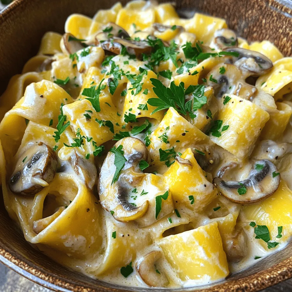 - Mixed mushrooms (cremini, shiitake, or button) - Coconut cream or cashew cream - Nutritional yeast for cheesiness I love using mixed mushrooms in this dish. They add depth and flavor. Cremini, shiitake, or button mushrooms all work well. Each type brings its own unique taste and texture. Coconut cream or cashew cream gives the stroganoff its creamy texture. Coconut cream is rich and smooth. Cashew cream is a bit lighter but equally tasty. Both options create a lovely sauce that clings to the pasta. Nutritional yeast provides a cheesy flavor without any dairy. It gives that extra umami punch. Plus, it adds vitamins, making your meal even better. - Gluten-free pasta options - Alternative cream substitutes - Additional spices for flavor enhancement If you need gluten-free options, many brands offer gluten-free pasta. Look for rice or chickpea pasta for great results. For the cream, you can swap coconut or cashew cream for silken tofu. Blend it until smooth for a new twist. You can also try oat cream for a lighter choice. Want more flavor? Add spices like garlic powder or onion powder. A dash of lemon juice can brighten the dish too. - Vegan, vegetarian, and gluten-free options - Nutritional benefits of key ingredients This recipe fits many diets. It is vegan and vegetarian, making it perfect for plant lovers. You can easily make it gluten-free with the right pasta choice. Mixed mushrooms are full of nutrients. They offer fiber, vitamins, and minerals. Coconut cream provides healthy fats. Nutritional yeast is packed with B vitamins. These ingredients come together to create a meal that is both tasty and nourishing. For the full recipe, check out the details above. Enjoy this creamy comfort bowl! To cook the pasta, start with a large pot. Fill it with water and bring it to a boil. Once boiling, add the wide pasta like fettuccine. Follow the package instructions for cooking time. This usually takes around 8-10 minutes. Stir the pasta occasionally to prevent sticking. When done, drain the pasta in a colander. Remember to reserve about 1/2 cup of the pasta water for later use. This starchy water can help thicken the sauce. In a large pan, heat olive oil over medium heat. Once the oil is hot, add finely chopped onion. Sauté the onion for about 3-4 minutes. You want it to turn translucent. After that, add two minced garlic cloves. Sauté for another minute until the garlic is fragrant. Using medium heat is key here. It helps to cook evenly without burning. Now, it’s time to focus on the mushrooms. Add the sliced mushrooms to the pan with the onion and garlic. Stir occasionally, cooking for about 5-7 minutes. You will see the mushrooms release their liquid and turn golden brown. Next, deglaze the pan by pouring in 1 cup of vegetable broth and 1 tablespoon of soy sauce. Add 1 teaspoon of smoked paprika and 1 teaspoon of dried thyme. Stir well and let it simmer for about 2-3 minutes. This allows the flavors to mix nicely. To thicken the sauce, lower the heat and stir in 1/2 cup of coconut cream. You can also use cashew cream for a different taste. Add 2 tablespoons of nutritional yeast for a cheesy flavor. Mix until well combined. If the sauce is too thick, feel free to add some reserved pasta water until it reaches your desired consistency. Finally, toss the cooked pasta into the mushroom sauce. Mix everything gently to combine. Season with salt and pepper to taste. You can find the full recipe for this creamy comfort bowl [here](#). - Overcooking mushrooms: Mushrooms should be tender but not mushy. Cook them until they are golden brown. This gives great flavor. - Skipping the pasta water reservation: Always save some pasta water. This starchy water helps your sauce cling to the pasta. - Additional herbs and spices: Try adding fresh thyme, rosemary, or a pinch of nutmeg. These will add depth. For a kick, a dash of cayenne can be great too. - How to balance flavors using acidity: A splash of lemon juice or a bit of vinegar brightens the dish. This makes the flavors pop and keeps it fresh. - Suggestions for protein-packed additions: Lentils work well for extra protein. They blend nicely with the sauce and add heartiness. - Ideas for different types of stroganoff: You can add spinach for a green twist. This not only adds color but also boosts nutrition. For the full recipe, check out the details above and enjoy making this comforting bowl of vegan mushroom stroganoff! {{image_2}} If you want a gluten-free vegan mushroom stroganoff, choose gluten-free pasta. Brands like Barilla and Banza offer great options. For the sauce, look for gluten-free soy sauce or tamari. These swaps make the dish safe for those avoiding gluten. You can use coconut cream or cashew cream for a rich texture. Coconut cream gives a sweet taste, while cashew cream adds a nutty flavor. If you need a nut-free option, consider using sunflower seed cream. This keeps the dish creamy without nuts. For an extra depth of flavor, add a splash of white wine. It enhances the overall taste and aroma. If you like some heat, sprinkle in chili flakes or a dash of sriracha. These bold twists make your stroganoff unique and exciting. To keep your vegan mushroom stroganoff fresh, store it in the fridge. Use airtight containers. Glass containers work well, as they don’t stain and seal tightly. Ensure the stroganoff has cooled before sealing. This helps avoid moisture build-up inside. It will stay fresh for about 3 to 5 days. When you reheat your stroganoff, aim to keep it creamy. The stovetop is my favorite method. Pour the stroganoff into a pan over low heat. Stir often to heat evenly. If it thickens too much, add a splash of vegetable broth or water. For the microwave, use a microwave-safe bowl. Heat in short bursts, stirring in between. This way, it warms evenly without drying out. You can enjoy leftover stroganoff cold too! It makes a tasty addition to salads. Just slice it up and toss it with greens, cherry tomatoes, and a light dressing. Another fun idea is to make a quick wrap. Spread cold stroganoff in a tortilla, add some fresh veggies, and roll it up for a tasty lunch! Vegan mushroom stroganoff lasts about 3 to 5 days in the fridge. To keep it fresh, store it in an airtight container. Make sure it cools down before you seal it up. This helps to prevent moisture build-up, which can make it soggy. Yes, you can freeze vegan mushroom stroganoff. Place it in a freezer-safe container or bag. Try to remove as much air as possible. It will stay good for about 2 to 3 months. When you’re ready to eat, thaw it in the fridge overnight. Warm it up on the stove or in the microwave. You might need to add a splash of broth or water to help with the texture. You can serve vegan mushroom stroganoff with many sides. Here are some great ideas: - Steamed broccoli - Garlic bread - Simple green salad - Roasted vegetables - Quinoa or rice Yes, this recipe is great for meal prep. You can make a big batch and divide it into portions. Store them in containers for easy lunches or dinners during the week. Just remember to keep the pasta and sauce separate if you want to maintain the best texture. Mix them together when you’re ready to eat. This way, you enjoy a fresh, tasty meal every time! For the full recipe, check the details above. Cooking vegan mushroom stroganoff is a fun and tasty adventure. You learned about key ingredients, like mixed mushrooms and coconut cream, and how to cook pasta just right. We discussed tips to enhance flavor, avoid mistakes, and create your perfect dish. In closing, this recipe offers great flavor and flexibility. Experiment with different add-ins and storage ideas. You can create a mushroom stroganoff that suits your tastes every time. Enjoy your cooking journey and the delicious meals that come from it!