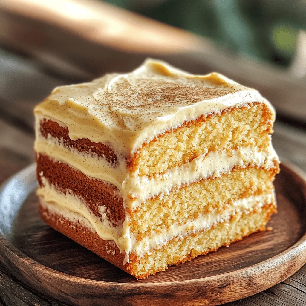 To make a delicious eggnog cake, gather these key items: - 2 cups all-purpose flour - ½ cup unsalted butter - 1 cup granulated sugar - 1 cup eggnog (non-alcoholic) These ingredients form the base of your cake. The flour gives structure, while butter and sugar add richness. Eggnog provides moisture and flavor, making the cake unique. Next, you need some spices to enhance the taste: - 1 teaspoon ground nutmeg - 1 teaspoon ground cinnamon - 1 teaspoon vanilla extract Nutmeg and cinnamon bring warmth and holiday cheer. Vanilla adds a sweet note that ties everything together. These flavors make your cake feel festive and special. To frost your cake, you will need: - 1 cup powdered sugar - 2 tablespoons unsalted butter - 2 tablespoons eggnog This simple frosting is creamy and sweet. It balances the spices in the cake. You will mix these ingredients until smooth for a perfect finish. For the complete recipe, you can check the Full Recipe. Enjoy your holiday baking! Start by preheating your oven to 350°F (175°C). Grease and flour two 9-inch round cake pans. This helps the cake release easily later. Next, in a medium bowl, whisk together the dry ingredients: - 2 cups all-purpose flour - 1 ½ teaspoons baking powder - ½ teaspoon baking soda - ½ teaspoon salt - 1 teaspoon ground nutmeg - 1 teaspoon ground cinnamon Set this mixture aside. It is important to mix well so the flavors blend. In a large mixing bowl, cream ½ cup of softened unsalted butter with 1 cup of granulated sugar. Beat them together until light and fluffy, which takes about 3-4 minutes. This step adds air to the batter. Then, add 3 large eggs one at a time. Mix well after each egg. Finally, stir in 1 teaspoon of vanilla extract for extra flavor. Now, gradually add the dry ingredients to the butter mixture. Alternate this with 1 cup of eggnog. Start and end with the flour mixture. Mix until just combined; overmixing can make the cake tough. Divide the batter evenly between the prepared pans. Smooth the tops with a spatula. Bake for 25-30 minutes. The cake is done when a toothpick inserted in the center comes out clean. Let the cakes cool in the pans for about 10 minutes. Then, turn them out onto wire racks to cool completely. For the full recipe, you can check the earlier section. To make your eggnog cake perfect, focus on the texture. Use room temperature butter. This helps the butter blend well with sugar. Beat the butter and sugar until fluffy. This adds air, making your cake light. Mix the dry ingredients well before adding them to the wet ones. For flavor, use fresh spices. Fresh ground nutmeg and cinnamon add warmth. You can also add a splash more of eggnog. This gives extra moisture and flavor. Frosting can be tricky, but it doesn’t have to be messy. Start with a crumb coat. This is a thin layer of frosting that seals in crumbs. Spread it evenly over the cake and chill for 15 minutes. After that, apply the final coat. For a festive look, sprinkle nutmeg on top. You can also use a zester to create fun designs. One big mistake is overmixing the batter. This can make your cake tough. Mix just until combined. Another common error is not checking for doneness. Use a toothpick to test the center. If it comes out clean, your cake is ready. By following these tips, you can create a delightful eggnog cake this holiday season. For the detailed steps, check the Full Recipe. {{image_2}} You can change the pan type for a new look. Use a bundt pan instead of round ones. Bake it for about 40 to 50 minutes. Check with a toothpick; it should come out clean. The bundt shape gives a nice design. You can also add a glaze on top for extra flair. To make a cheesecake, you need to change a few ingredients. Use cream cheese instead of some butter. Add sour cream for creaminess. You still want to use eggnog but reduce it a bit. This keeps the filling thick. You can also add spices like nutmeg and cinnamon to the mix. If you need a gluten-free cake, swap all-purpose flour for a gluten-free blend. Look for a blend that has xanthan gum for best results. You can also use almond or coconut flour. Just remember, these flours absorb more liquid. You might need to adjust the eggnog amount to keep the batter moist. For the full recipe, click [here](#). To keep your eggnog cake fresh, use an airtight container. This helps maintain moisture and flavor. You can also wrap the cake tightly with plastic wrap. Make sure to place it in a cool, dry spot. If you cut the cake, cover the exposed areas well to prevent drying out. Want to keep your eggnog cake for later? You can freeze slices for up to three months. First, let the cake cool completely. Next, wrap each slice in plastic wrap. Then, place the wrapped slices in a freezer bag. Label it with the date. When you're ready to enjoy, thaw it in the fridge overnight. How long can you keep eggnog cake? If stored properly, it lasts about three days at room temperature. In the fridge, it can stay fresh for about a week. Always check for any signs of spoilage before serving. Keeping it sealed will help maintain its taste and texture. Yes, you can use store-bought eggnog. It saves time and still tastes great. Just pick a quality brand to enhance the flavor. If you prefer homemade eggnog, that works too. The key is to ensure it is fresh and creamy. You can use applesauce or mashed bananas as an egg substitute. Use 1/4 cup for each egg. Flaxseed meal is another option. Mix 1 tablespoon of flaxseed with 2.5 tablespoons of water. Let it sit for a few minutes until it thickens. These options keep your cake moist and delicious. To add an alcohol flavor, use rum or bourbon. Replace some eggnog with your chosen alcohol. For example, if the recipe calls for 1 cup of eggnog, use 3/4 cup eggnog and 1/4 cup alcohol. This gives the cake a festive kick without overpowering it. Yes, you can make the cake in advance. Bake it a day or two ahead. Store the layers in an airtight container. Frost it the day you plan to serve it. This keeps the cake fresh and tasty. You can also freeze the layers for up to three months. Just thaw them in the fridge before frosting. For the [Full Recipe], check the details on how to prepare the cake. Eggnog cake is a festive treat you can make with ease. We covered key ingredients, from flour to spices and frosting. The steps to prepare, bake, and decorate this cake are simple. Remember the tips to enhance flavor and avoid common mistakes. You can even try variations like bundt cake or cheesecake. Proper storage ensures your cake stays fresh. Whether you want to serve it right away or save it for later, it’s a delightful dessert everyone will love. Enjoy baking and sharing this special holiday treat!