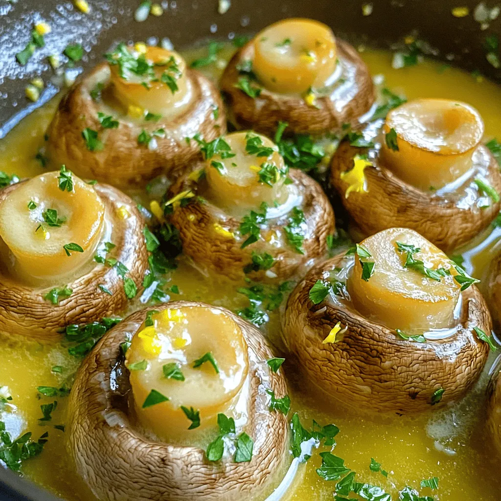 - 500g baby bella mushrooms, cleaned and stems trimmed - 4 tablespoons unsalted butter - 4 cloves garlic, minced - 2 tablespoons fresh parsley, finely chopped - 1 tablespoon fresh thyme, leaves only - 1 teaspoon dried oregano - Salt and pepper to taste - 1 tablespoon lemon juice - Zest of 1 lemon These ingredients make our herbed garlic butter mushrooms rich and flavorful. Each one plays a key role in creating a delicious dish. Baby bella mushrooms give a deep, earthy taste. The unsalted butter adds a creamy richness. Minced garlic brings a bold flavor. Fresh herbs like parsley and thyme brighten everything up. Dried oregano adds a hint of warmth. Using lemon juice and zest adds zing, balancing the richness. Always taste and adjust the salt and pepper. This way, you get the perfect flavor for your dish. I recommend using fresh herbs when possible. They bring a vibrant taste that dried herbs can’t match. For the best results, choose mushrooms that are firm and free of spots. You can find the Full Recipe at the end of this section. Preparing these ingredients will set you up for a flavorful cooking experience. Start by melting the butter in a large skillet over medium heat. Watch it closely as it becomes foamy. This is when you will add the minced garlic. Sauté it for about one minute. You want it to smell great but not brown. Next, raise the heat to medium-high. Add the cleaned baby bella mushrooms into the skillet. Stir them well to coat each mushroom in the garlic butter. Season them with salt, pepper, and dried oregano. Toss in fresh thyme too. Cook for about five to seven minutes. Stir occasionally until the mushrooms turn tender and nicely browned. Once the mushrooms are ready, remove the skillet from the heat. Stir in the fresh parsley, lemon juice, and lemon zest. Toss everything together so the flavors mix well. Taste and adjust the seasoning. Add more salt or pepper if needed. Serve hot, and feel free to garnish with extra parsley if you like. For the complete instructions, check the Full Recipe. Choose baby bella mushrooms for rich flavor. They have a nice firm texture. You can also use cremini or white button mushrooms. Look for mushrooms that are smooth and dry. Avoid any with dark spots or wrinkled skin. Fresh mushrooms should feel firm, not soft. Sautéing mushrooms is easy and fun. Heat your skillet before adding butter. This helps mushrooms brown well. Make sure they are not crowded in the pan. If they are, they will steam and become rubbery. Stir them often, but don’t stir too much. Garlic and herbs bring out the best in mushrooms. Use fresh garlic for a strong taste. Add parsley and thyme for freshness. A hint of lemon juice brightens the dish. If you like heat, consider adding red pepper flakes. This will give your mushrooms an extra kick. For a twist, try adding a splash of soy sauce. {{image_2}} You can make Herbed Garlic Butter Mushrooms even heartier by adding proteins. Chicken and shrimp work great here. For chicken, chop it into small pieces. Cook it first in the skillet until it turns golden. Then, add the mushrooms and follow the recipe. For shrimp, add them after the garlic but before the mushrooms. Cook until they turn pink, then add the mushrooms. This adds a nice twist and makes it a full meal. If you want a vegan version, you can easily swap the butter. Use a plant-based butter or olive oil instead. The flavors will still shine through. You can even choose coconut oil for a different taste. Just follow the same steps for cooking, and you’ll have a delightful dish that everyone can enjoy. Feel free to play with the herbs and spices. If you love basil, add some fresh leaves. Rosemary can also give a lovely aroma. For a spicy kick, try adding a pinch of red pepper flakes. You can mix and match to find what you enjoy most. This recipe is all about making it your own. For the full recipe, check out the details provided earlier! To keep your herbed garlic butter mushrooms fresh, you should refrigerate them. Place the mushrooms in an airtight container. This helps lock in their flavor. If you don't have one, use plastic wrap over a bowl. Make sure to seal it well. You can store the mushrooms for up to three days. After that, they may lose their taste and texture. Always let them cool down to room temperature before putting them in the fridge. This prevents moisture build-up, keeping them from getting soggy. When reheating your mushrooms, do it gently. Use a skillet over low heat. This way, the mushrooms warm up without becoming rubbery. Stir them often to heat evenly. If you prefer the microwave, use a microwave-safe dish. Cover it with a paper towel to keep moisture in. Heat in short bursts, checking every 30 seconds. Watch for any signs of spoilage. If the mushrooms smell off or have a slimy texture, it’s best to toss them. Fresh mushrooms should always taste and smell good. Enjoy your herbed garlic butter mushrooms! For the full recipe, check it out here. Yes, you can make Herbed Garlic Butter Mushrooms ahead of time. Cook them fully, then let them cool. Store in an airtight container in the fridge for up to three days. Reheat them gently in a skillet before serving to maintain their flavor and texture. Herbed Garlic Butter Mushrooms work well with many dishes. They complement grilled meats like steak or chicken. Serve them alongside pasta for a hearty meal. You can also use them as a topping for crostini or in a savory omelet. Their rich flavor enhances any dish. To prevent soggy mushrooms, make sure to dry them well before cooking. Avoid soaking them in water. Cook them over medium-high heat, allowing moisture to evaporate. Stir them only occasionally to let them brown nicely. This helps achieve that perfect, firm texture. Yes, this recipe is gluten-free. The ingredients used are naturally gluten-free. You can enjoy Herbed Garlic Butter Mushrooms without worry. Just ensure that any additional foods paired with them are also gluten-free if you have dietary restrictions. You can use dried herbs instead of fresh ones, but the flavor will differ. Generally, use one-third the amount of dried herbs compared to fresh. Dried herbs are more concentrated. Still, fresh herbs add brightness and freshness that dried ones lack. For a richer taste, I recommend using fresh herbs when possible. Check out the Full Recipe for detailed instructions and enjoy your cooking! This article shares a simple recipe for Herbed Garlic Butter Mushrooms. We explored the right ingredients and steps to cook them perfectly. You learned how to select fresh mushrooms and avoid rubbery results. We also discussed variations and storage tips to keep flavors fresh. Try making this dish at home. Your taste buds will thank you. Enjoy the rich flavors and the satisfaction of cooking your own delicious mushrooms!