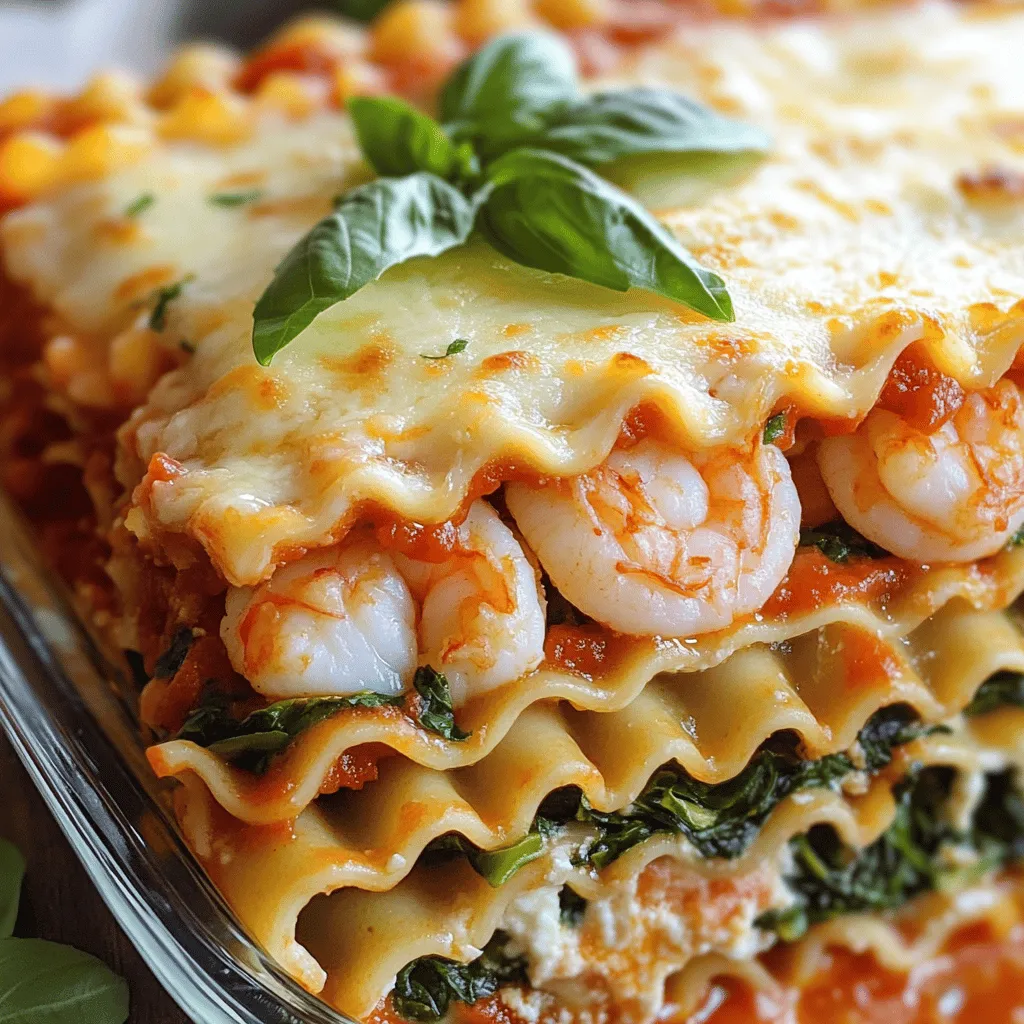 For a great seafood lasagna, you need key seafood. Shrimp and scallops shine in this dish. They bring rich flavors and a lovely texture. For the base, use lasagna noodles. These hold the layers together. You also need creamy cheeses like ricotta and mozzarella. Ricotta adds a soft texture, while mozzarella gives a nice stretch. Marinara sauce adds moisture and tang. Want to make your lasagna even more special? Try adding crab or lobster. These seafood options add luxury and depth. You can also toss in extra vegetables. Zucchini adds freshness, while mushrooms add earthiness. These add-ins make your dish even more colorful and tasty. Seasoning is key for great flavor. Use oregano, salt, and pepper to enhance your seafood. These spices bring out the best in your ingredients. Don’t forget about fresh basil! It adds a bright finish and lovely aroma. Garnishing with basil makes your lasagna look beautiful and appetizing. For the full recipe, check out the details above! First, let’s prep the seafood and vegetables. Start by peeling and deveining the shrimp. Rinse them under cold water. For the scallops, just rinse them too. Next, chop the fresh spinach. This adds a nice flavor and color. Now, boil the lasagna noodles. Bring a large pot of salted water to a boil. Add the noodles and cook them until they are al dente. This usually takes about 8 to 10 minutes. Once done, drain the noodles and set them aside. Be careful not to overcook them; we want them firm enough to hold layers. Now comes the fun part—layering! Start with a thin layer of marinara sauce at the bottom of your baking dish. Place 3 lasagna noodles over the sauce. It’s okay if they overlap a bit; just make sure they cover the sauce well. Next, spread half of the ricotta mixture over the noodles. Then, add half of the seafood mix. Sprinkle some mozzarella cheese on top. Repeat this step: add noodles, the rest of the ricotta, the rest of the seafood, and more mozzarella. Finally, top with the last layer of noodles. Spread the rest of the marinara sauce over this layer. Finish by adding the remaining mozzarella and sprinkle Parmesan cheese on top. Cover your lasagna with aluminum foil. This helps it cook evenly. Bake it in the preheated oven for 25 minutes. After that, carefully remove the foil and bake for another 15 minutes. This will give your cheese that beautiful golden color. To check for doneness, look for bubbly cheese on top. Let it cool for about 10 minutes before slicing. This resting time helps it hold its shape. Garnish with fresh basil before serving. Enjoy your seafood lasagna delight! For the complete recipe, see the Full Recipe section. To avoid soggy lasagna, cook your noodles al dente. This way, they hold their shape. Drain them well and let them cool slightly before layering. You can also use less sauce in each layer. This will help keep everything firm. For even cooking of seafood, make sure to chop your shrimp and scallops into similar sizes. This ensures they cook at the same rate. Sauté them briefly before adding to the lasagna. This step reduces moisture and enhances flavor. A great cheese blend makes your lasagna shine. I love mixing ricotta, mozzarella, and Parmesan. This blend gives a rich taste and creamy texture. Add cheese in layers. Start with some in the middle and top off with more. This helps it melt evenly and gives you a nice, golden crust. First-time cooks often overcook seafood. Keep an eye on it while cooking. It should be opaque but not rubbery. Taste as you go! Adjust salt and pepper based on your preference. If you want more flavor, add herbs like basil or thyme. Don’t be afraid to get creative! {{image_2}} You can change the seafood in this dish for different tastes. Try using crab or lobster for a richer flavor. If you prefer fish, white fish like cod or halibut works well too. Mix and match your seafood to create your perfect dish. For those who need gluten-free options, use gluten-free lasagna noodles. These can still provide a tasty base for your layers. If you want a vegetarian version, you can easily swap seafood for plant-based protein. Use tofu or tempeh for a great texture. You can also try chickpeas for added protein. For vegetable combinations, consider spinach, zucchini, and mushrooms. These will add great flavor and nutrition to your dish. To make your seafood lasagna even more fun, think about unique sauces. Adding pesto can give a fresh twist, while Alfredo sauce brings creaminess. You can experiment with different herbs and spices too. Basil, thyme, or even a hint of lemon zest can elevate your dish. Don’t be afraid to think outside the box and try new flavors! To keep your seafood lasagna fresh, store it in an airtight container. This helps avoid drying out and keeps flavors intact. You can also wrap it tightly in plastic wrap. Your seafood lasagna will last about 3 to 4 days in the fridge. Make sure to let it cool completely before storing. This step prevents condensation, which can make the lasagna soggy. Freezing seafood lasagna is a great way to save leftovers. First, let it cool completely. Then, cut it into portions for easy reheating. Wrap each piece tightly in plastic wrap, then place them in a freezer-safe bag or container. This helps preserve the taste and texture. Your seafood lasagna can last up to 3 months in the freezer. When you’re ready to eat, thaw it overnight in the fridge. Reheat in the oven at 375°F (190°C) until hot throughout. This helps keep the cheese gooey and the seafood tender. Avoid microwaving, as it can make the texture rubbery. Enjoy your delicious seafood lasagna, even days after making it! For the complete recipe, check out the Full Recipe. Seafood lasagna lasts about 3 to 4 days in the fridge. Make sure to store it in an airtight container. This keeps the flavors fresh and safe to eat. If you want to keep it longer, consider freezing it. Yes, you can prepare seafood lasagna ahead of time. Make the layers and assemble the dish. Cover it well and store it in the fridge for up to 24 hours. When you are ready, just bake it as directed. This saves time and makes dinner easier. For seafood lasagna, I recommend shrimp and scallops for their great taste and texture. You can also try crab or lobster for a special touch. These options add richness and depth to your dish. In this post, we explored the essential ingredients and steps for making seafood lasagna. We discussed key components like shrimp and cheeses, optional add-ins, and important seasonings to enhance flavor. I shared tips on perfect layering, baking, and tricks to avoid common mistakes. Remember, you can mix and match seafood or try vegetarian options for unique dishes. With the right care, your seafood lasagna will impress everyone. Enjoy creating your delicious meal!