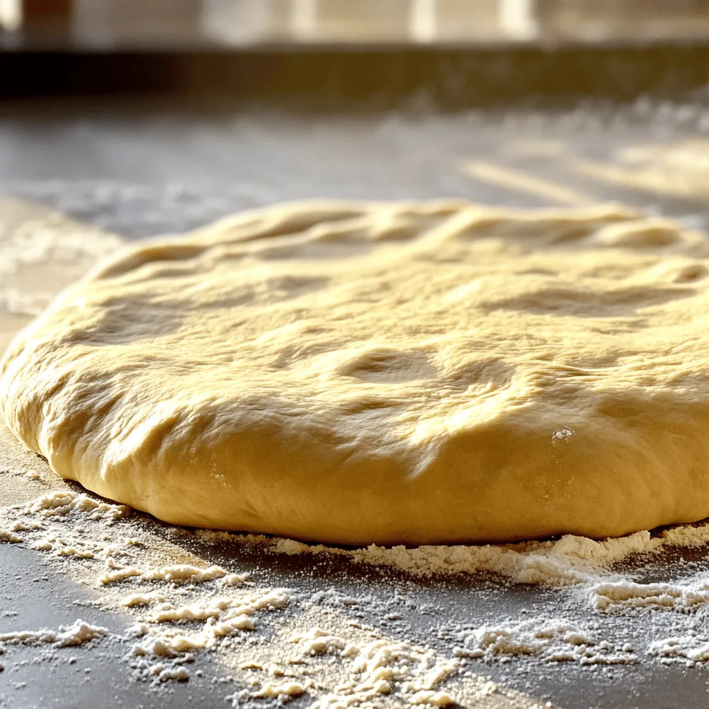 For a great homemade pizza dough, you need a few simple ingredients. Here’s what you’ll need: - 3 1/2 cups all-purpose flour - 1 packet (2 1/4 teaspoons) active dry yeast - 1 tablespoon sugar - 1 teaspoon salt - 1 tablespoon olive oil - 1 1/4 cups warm water (about 110°F) - Extra flour for dusting If you run out of all-purpose flour, you can use bread flour. It gives a chewier crust. For the yeast, instant yeast works fine too. Just mix it directly with the flour. If you don’t have sugar, you can use honey. It helps the yeast grow. Choosing high-quality flour makes a big difference. Look for flour that has a protein content of about 10-12%. This helps form gluten, giving your dough nice elasticity. For yeast, make sure it’s fresh. Check the expiration date on the packet. Fresh yeast gives the best rise and flavor. Remember, quality ingredients lead to better results! If you want a fantastic pizza, use the best you can find. For the full recipe, check out the recipe section in this article. Start by mixing the yeast, warm water, and sugar. I use about 1 1/4 cups of warm water at 110°F. Stir gently and let it sit for 5-10 minutes. You want it to get frothy. This means the yeast is alive! Next, take 3 1/2 cups of all-purpose flour and 1 teaspoon of salt. Whisk them together in a large bowl. Create a well in the middle of the flour. Pour the frothy yeast mixture and 1 tablespoon of olive oil into this well. Now, use a wooden spoon or your hands to mix everything. Keep mixing until you see a shaggy dough forming. This is the start of your pizza dough! Once your dough comes together, it’s time to knead. Place it on a floured surface. Knead it for about 8-10 minutes. You want to push, fold, and turn the dough. Good kneading will make your dough smooth and elastic. You’ll know it’s done when it springs back when you poke it. If it feels sticky, add a little extra flour. Now that your dough is kneaded, form it into a ball. Place it in a lightly greased bowl. Cover the bowl with a damp towel or plastic wrap. Let it rise in a warm spot for about 1 hour. You want it to double in size. You’ll see it puff up nicely. This rising step adds air to the dough, making it light and chewy. To get the right texture, your dough should feel smooth and stretchy. When you press it, it should bounce back but not feel too sticky. If your dough is too wet, add a little more flour, one tablespoon at a time. If it's too dry, add a tiny bit of warm water. This way, you can adjust it to the perfect consistency. To make your pizza dough taste even better, try adding herbs like oregano or basil. You can also mix in minced garlic or even a bit of grated cheese. These add layers of flavor that make your crust stand out. For even more taste, let your dough rise longer. This develops richer flavors that make a big difference. One big mistake is not letting the dough rise enough. If you don’t see it double in size, it won’t be fluffy. Another common error is adding too much flour while kneading. This can make the dough tough. If your dough feels hard, keep kneading and add a bit of water. Remember, practice makes perfect! {{image_2}} To make whole wheat pizza dough, swap half of the all-purpose flour with whole wheat flour. Whole wheat flour has more fiber and nutrients than white flour. It also adds a nuttier taste. Keep in mind, whole wheat dough may need a bit more water. Start by adding a few extra tablespoons if the dough feels too dry. This dough is a healthy option and great for those seeking more nutrition. If you need a gluten-free option, use a mix of gluten-free flours. Look for blends that include brown rice flour, almond flour, or tapioca flour. These flours help create a good texture. You might also want to add xanthan gum or psyllium husk for better binding. This helps the dough hold together and prevents it from falling apart. For extra flavor, you can infuse your pizza dough with herbs. You can add dried oregano, basil, or even fresh rosemary. Mix in about one tablespoon of herbs with the dry ingredients. This adds a lovely aroma and taste to your crust. Experiment with combinations based on what you like. For a fun twist, try adding garlic powder or chili flakes for a spicy kick. For all these variations, just follow the [Full Recipe] as your guide. Enjoy the fun of making your own dough! To store unused pizza dough, wrap it tightly in plastic wrap. You can also place it in a bowl and cover it with a damp towel. This keeps the dough moist. If you plan to keep it longer, freeze it. To freeze, shape the dough into a ball and place it in a freezer bag. Remove as much air as possible before sealing. You can store dough in the fridge for three days. In the freezer, it can last up to three months. To thaw frozen dough, place it in the fridge overnight. This slow thaw keeps the dough’s texture. If you need it faster, leave it at room temperature for about two hours. After thawing, let it rise again for about 30 minutes before using. This helps revive its elasticity and flavor. For leftover baked pizza, cool it to room temperature first. Then, wrap each slice in plastic wrap or aluminum foil. This keeps them fresh. You can also store slices in an airtight container. Leftover pizza stays good for up to four days in the fridge. To reheat your pizza, preheat your oven to 375°F (190°C). Place the pizza on a baking sheet. Heat for about 10-15 minutes until the cheese is bubbly again. You can also use a skillet on low heat for a crispy crust. Just cover it with a lid for a few minutes. Enjoy your pizza just like it was fresh! You can store homemade pizza dough in the fridge for up to three days. After that, it may lose its flavor and texture. If you want to keep it longer, freeze it. Wrap the dough tightly in plastic wrap and place it in a freezer bag. It can last for up to three months in the freezer. When you’re ready to use it, thaw it in the fridge overnight. Yes, you can use instant yeast in place of active dry yeast. You do not need to dissolve instant yeast in water like active dry yeast. Just mix it directly with your dry ingredients. This can save you some time. The results will be similar, and your pizza will still taste great. To roll out pizza dough, start by dusting your work surface with flour. Take a piece of dough and flatten it slightly with your hands. Use a rolling pin to roll it out evenly. Rotate the dough as you roll to keep it round. Aim for a thickness of about 1/4 inch. If the dough sticks, add more flour. You know your dough has risen enough when it doubles in size. This usually takes about one hour. You can also do the "poke test." Gently poke the dough. If it springs back slowly, it's ready. If it springs back quickly, it needs more time. - On why using warm water is important Using warm water activates the yeast. It helps the yeast to grow and produce carbon dioxide. This gas causes the dough to rise. Aim for water around 110°F. If the water is too hot, it can kill the yeast, and your dough won’t rise. - About making ahead and freezing dough for later use You can make pizza dough ahead of time. After the first rise, you can freeze it. Divide the dough into portions and wrap them tightly. When you want to use it, thaw it in the fridge. This method saves time and gives you fresh dough whenever you need it. For the full recipe, check out the steps above. This post shared how to create the best pizza dough. We covered the right ingredients, precise mixing, and kneading tips. You learned how to let the dough rise and enhance its flavor. We also discussed common mistakes and offered tasty variations like gluten-free options. Remember, the right storage keeps your dough fresh. With these steps, you can enjoy homemade pizza anytime. Trust your skills, and enjoy the process! Happy baking!