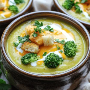 - 6 cups of fresh broccoli florets - 1 medium onion, diced - 2 cloves garlic, minced - 4 cups vegetable broth - 1 cup heavy cream - 2 cups shredded sharp cheddar cheese - 1 teaspoon paprika - 1 teaspoon salt - ½ teaspoon black pepper - ½ teaspoon nutmeg - 2 tablespoons olive oil - Optional: Croutons and fresh parsley for garnish Gathering the right ingredients makes all the difference in your soup. Start with fresh broccoli florets for a vibrant color and crisp taste. Dicing a medium onion adds sweet notes and depth to your soup, while minced garlic introduces a punch of flavor. Next, liquid is key. Vegetable broth gives a rich base, while heavy cream brings creaminess that makes the soup delightful. For seasonings, shredded sharp cheddar cheese provides that melty goodness we crave. Paprika adds warmth, while salt and black pepper enhance all the flavors. A hint of nutmeg rounds it out with a subtle sweetness. Using olive oil to sauté your onion and garlic adds a layer of flavor and helps the ingredients mix well. If you want to elevate your presentation, consider adding croutons and fresh parsley on top when serving. This simple touch makes your dish pop! For the complete recipe, check out the Full Recipe. - Sauté the onion in olive oil until translucent. - Add minced garlic and stir for aroma. Start by heating olive oil in a skillet over medium heat. Add your diced onion. Sauté it for about five minutes. You want the onion to become soft and clear. Then, toss in the minced garlic. Stir for a minute or two until the garlic smells great. This step builds a strong base for your soup. - Combine broccoli, sautéed onions, and garlic in the slow cooker. - Add vegetable broth and seasonings, then stir. Next, grab your slow cooker. Place six cups of fresh broccoli florets inside. Add the onion and garlic mix. Now, pour in four cups of vegetable broth. Sprinkle in your seasonings: one teaspoon of paprika, one teaspoon of salt, half a teaspoon of black pepper, and half a teaspoon of nutmeg. Stir everything gently. Cover the slow cooker and cook on low for four to five hours. If you’re short on time, you can cook on high for two to three hours. The broccoli should become tender. - Puree the soup once cooking is complete. - Stir in heavy cream and cheddar cheese and cook for extra flavor. When cooking is done, use an immersion blender to puree the soup until smooth. If you don't have one, carefully transfer the soup to a blender in batches. Once smooth, return it to the slow cooker. Now, stir in one cup of heavy cream and two cups of shredded sharp cheddar cheese. Mix well until the cheese melts completely. Taste and adjust the seasoning if needed. Let the soup cook for an extra 30 minutes on low. This step enhances the flavors. For a lovely finish, serve the soup warm and consider garnishing it with croutons and fresh parsley. Enjoy your savory slow cooker broccoli cheese soup delight! For the full recipe, check it out [here](Full Recipe). To make your slow cooker broccoli cheese soup even better, adjust the seasoning to your taste. Start with the basic amounts, then add more salt or pepper if needed. You can also add herbs or spices for a unique twist. Try fresh thyme or rosemary for a fresh taste. A pinch of cayenne can bring heat if you like spice. If you want a chunkier soup, save some broccoli before blending. This allows you to add texture back into the soup. You can also experiment with different cheese types. While sharp cheddar gives great flavor, a mix of gouda and mozzarella can make it creamy and rich. Don’t be afraid to try new combinations to find your perfect blend. {{image_2}} You can easily make this soup dairy-free. First, substitute heavy cream with coconut milk. This keeps the soup creamy while adding a light coconut flavor. Next, use nutritional yeast instead of cheese. Nutritional yeast gives a cheesy taste without dairy. This option is great for those with lactose issues. You can add more to your soup for extra flavor. Incorporate protein like cooked chicken or ham. This turns the soup into a hearty meal. You can also mix in other vegetables, such as carrots or cauliflower. This adds color and nutrition to the dish. Be creative and have fun with your choices! For the full recipe, check the detailed instructions above. To store leftovers in the fridge, let the soup cool first. Pour the soup into airtight containers. I recommend using glass or BPA-free plastic containers. Seal them tightly to keep out air. The soup can last for up to three days in the fridge. To freeze the soup, follow these steps: 1. Allow the soup to cool completely. 2. Pour it into freezer-safe bags or containers. 3. Remove as much air as possible to avoid freezer burn. 4. Label the bags or containers with the date. For thawing, move the soup to the fridge overnight. To reheat, warm it on the stove over low heat. Stir it often to ensure it heats evenly. You can also use a microwave, but check to avoid hot spots. Enjoy your creamy goodness anytime! You can keep the soup in the fridge for about 3 to 5 days. Make sure to store it in an airtight container. This helps keep the flavors fresh. When you reheat it, stir well and check if it needs more seasoning. Yes, you can use frozen broccoli! It works great in this recipe. Just add it straight to the slow cooker. There’s no need to thaw it first. The cooking time may be a bit shorter, so check for tenderness. Absolutely! This soup is perfect for meal prep. You can make it a day or two in advance. Let it cool completely before storing it in the fridge. Just reheat on the stove or microwave when you’re ready to enjoy. I love serving this soup with warm, crusty bread. It also pairs well with a fresh salad. For extra crunch, top with croutons. You can also sprinkle some fresh parsley for color. Want to spice it up? A dash of hot sauce adds a nice kick! For the full recipe, check out the details above. You learned how to make Slow Cooker Broccoli Cheese Soup with fresh ingredients. We walked through preparing the base, cooking, and blending for a smooth finish. Remember to experiment with flavors and textures to suit your taste. Whether you stick to the original recipe or try variations, this soup is tasty and filling. Lastly, proper storage ensures you enjoy it later. Enjoy making this warm comfort food at home!