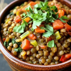 Let’s gather everything we need for this tasty dish. Here’s a simple list of ingredients: - 1 cup brown or green lentils, rinsed - 1 medium onion, chopped - 3 cloves garlic, minced - 1 medium carrot, diced - 1 medium red bell pepper, chopped - 2 teaspoons ground cumin - 1 teaspoon ground coriander - 1 teaspoon ground cinnamon - 1/2 teaspoon smoked paprika - 1/4 teaspoon cayenne pepper (optional, for heat) - 1 can (14 oz) diced tomatoes, with juices - 4 cups vegetable broth - 1 cup fresh spinach, chopped - Salt and pepper to taste - 2 tablespoons olive oil - Fresh cilantro or parsley for garnish You can find the full recipe [Full Recipe]. Each ingredient brings its own charm to the dish. The lentils are hearty and filling, while the spices add warmth and depth. The veggies add freshness and color. You’ll love how easy it is to make this meal in your Instant Pot! - Set the Instant Pot to Sauté mode. - Heat 2 tablespoons of olive oil until hot. - Add 1 chopped onion and cook until translucent, about 3-4 minutes. - Stir in 3 minced garlic cloves, 1 diced carrot, and 1 chopped bell pepper. Cook for another 2-3 minutes. - Mix in 2 teaspoons of ground cumin, 1 teaspoon of ground coriander, 1 teaspoon of ground cinnamon, and 1/2 teaspoon of smoked paprika. - If you like heat, add 1/4 teaspoon of cayenne pepper. - Cook for about 1 minute until fragrant. - Add 1 cup of rinsed lentils, 1 can of diced tomatoes (with juices), and 4 cups of vegetable broth to the pot. - Stir everything together so it combines well. - Close the lid and set the valve to “Sealing.” - Pressure cook on high for 15 minutes. You can follow the [Full Recipe] for more details on this delightful dish. How to rinse lentils properly Rinsing lentils is key. Place them in a fine-mesh sieve. Rinse under cool water for about 30 seconds. This removes dust and small debris. You want your lentils clean before cooking. Best practices for sautéing vegetables in Instant Pot To get great flavor, use the Sauté mode. Heat olive oil in the pot. Add onions first; cook for 3-4 minutes until soft. Then, mix in garlic, carrot, and bell pepper. Stir them for 2-3 minutes. This builds a tasty base for your dish. Suggestions for spice adjustments If you like heat, add more cayenne pepper. For a richer taste, bump up the cumin. You can also try adding a pinch of nutmeg for depth. Adjust spices to match your own taste. Ways to enhance with herbs or additional ingredients Fresh herbs make a big difference! Add chopped cilantro or parsley at the end. You can also stir in a squeeze of lemon juice for brightness. If you want more veggies, try adding zucchini or sweet potatoes. Recommended pairings (rice, bread, etc.) Serve these lentils over fluffy rice or with warm pita bread. They also pair well with couscous for a nice twist. You can create a full meal in minutes. Ideal garnishes for presentation Garnish with fresh herbs like cilantro or parsley. A drizzle of olive oil can add flavor and shine. If you want an extra touch, sprinkle toasted nuts on top. They add crunch and contrast to the soft lentils. {{image_2}} You can boost your Moroccan instant pot lentils with protein. Here are some tasty options: - Chicken: Add diced chicken breast for a hearty meal. - Sausage: Use slices of sausage for a smoky flavor. - Tofu: For a vegetarian option, try firm tofu. If you want vegan protein, here are some substitutes: - Chickpeas: Add canned or cooked chickpeas for extra protein. - Quinoa: This grain packs a protein punch. You can switch up the veggies based on what you have. Here are some ideas: - Zucchini: Chop and add for a fresh taste. - Sweet Potatoes: Diced sweet potatoes bring a sweet note. - Kale: Substitute spinach with kale for more texture. Seasonal swaps can add fun: - Spring: Use asparagus or peas for bright flavors. - Fall: Try pumpkin or butternut squash for warmth. Changing spices can create new tastes. Here’s what to try: - Ras el Hanout: This mix adds depth and warmth. - Garam Masala: For a different twist, use this spice blend. Adjust the heat level to your liking: - Mild: Skip the cayenne for a gentle taste. - Spicy: Add more cayenne or fresh chili peppers for kick. Experiment with these variations to make the dish your own! For more details, check out the Full Recipe. To store leftovers, place them in an airtight container. Make sure the dish cools down first. This helps keep the lentils fresh. You can store them in the fridge for up to five days. After that, they may lose flavor and texture. For freezing Moroccan lentils, use freezer-safe containers. Leave some space at the top, as the lentils may expand. They stay good in the freezer for about three months. To thaw, move the container to the fridge overnight. You can also use a microwave on low power. You can reheat lentils in a microwave or on the stove. If using the stove, heat them on low. Stir often to keep the texture nice. Add a splash of water or broth if they seem dry. This keeps the flavors fresh and vibrant. Cooking lentils in an Instant Pot is quick. Brown or green lentils take about 15 minutes. Red lentils cook even faster, usually around 10 minutes. Always add time for pressure build-up and release. Yes, you can use dried lentils. Rinse them well before adding. They will absorb more liquid, so adjust the broth amount. Dried lentils also need more time to cook. Moroccan lentils pair well with many sides. Here are some great options: - Couscous: Fluffy and light, it soaks up flavors. - Rice: White or brown rice adds texture. - Salads: A fresh salad brightens the meal. - Flatbreads: Serve with pita or naan for dipping. Yes, this recipe is gluten-free. All the ingredients, like lentils and spices, contain no gluten. If you add bread or couscous, opt for gluten-free options. This blog post covered how to make a tasty Moroccan lentil dish in an Instant Pot. You learned about key ingredients like lentils, veggies, and spices. We walked through easy steps from sautéing to pressure cooking. Plus, I shared tips on adding proteins, adjusting flavors, and storing leftovers. In closing, this dish is healthy, simple, and full of flavor. You can easily change it up based on what you like or have on hand. Enjoy making this meal for you and your loved ones!