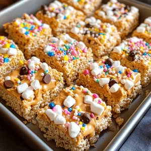 For these tasty treats, you will need: - 5 cups Rice Krispies cereal - 4 cups mini marshmallows - 1/2 cup unsalted butter - 1 teaspoon vanilla extract - 1/2 teaspoon salt - 1/2 cup creamy peanut butter (or almond butter for a nut-free option) These ingredients work together to create that perfect chewy texture we all love. You can make your treats even more fun with these options: - Colorful sprinkles - Chocolate chips - Drizzled chocolate Feel free to mix and match these toppings based on your mood or occasion. Kids love adding sprinkles! If you need to swap ingredients, here are some ideas: - Use coconut oil instead of butter for a dairy-free option. - Swap mini marshmallows for regular-sized marshmallows, just cut them up. - Try using sunflower seed butter in place of peanut butter for a nut-free treat. These substitutions help you adjust the recipe to your taste and dietary needs. Check out the Full Recipe for more details! First, grab a 9x13 inch baking pan. You can grease it with cooking spray. If you want easy removal, line it with parchment paper. This will help you lift the treats out later. Next, take a large saucepan. Set it over low heat. Add 1/2 cup of unsalted butter. Stir it often to keep it from burning. Once the butter is melted, add 4 cups of mini marshmallows. Keep stirring until they melt and become smooth. When the marshmallows melt, remove the pan from the heat. Now, stir in 1/2 cup of creamy peanut butter, 1 teaspoon of vanilla extract, and 1/2 teaspoon of salt. Mix until everything is smooth and well combined. Quickly pour the marshmallow mix into your prepared pan. Use a spatula to spread it out. If you grease your hands lightly, you can press it down evenly. Make sure it is packed tightly, but don’t crush the cereal. If you want to add toppings, now is the time. While the mixture is still warm, sprinkle on chocolate chips or colorful sprinkles. They will stick better this way. Let the treats cool for about 30 minutes at room temperature. Once cool, lift them out of the pan if you used parchment paper. Cut them into squares or rectangles. Enjoy your chewy Rice Krispies treats! For the full recipe, check the previous section. To make chewy Rice Krispies treats, you need to focus on the right balance. Using enough marshmallows is key. Too few can make them hard. I also like to add peanut butter for a softer bite. This adds flavor and keeps treats from being dry. Press the mixture down firmly but gently. Don’t crush the cereal, or your treats will be tough. Start by melting the butter slowly. Use low heat and stir constantly. This helps prevent burning and ensures a smooth mix. Once the butter is melted, add the marshmallows. Stir until they are smooth. After mixing in the peanut butter, remove the pan from heat. This keeps the mixture creamy. Lastly, fold in the Rice Krispies carefully. Evenly coat all the cereal without breaking them. One mistake is rushing the melting process. If you heat too fast, you risk burning the butter. Another common error is not greasing the pan well. Sticky treats will be hard to remove. Avoid over-mixing the cereal, too. This can lead to a chewy mess instead of soft treats. Follow these tips for a perfect batch of chewy Rice Krispies treats. For the complete recipe, check the Full Recipe section. {{image_2}} You can mix up your Chewy Rice Krispies Treats by adding flavors. Try creamy peanut butter for a rich taste. It pairs well with the marshmallows. You can also use almond butter for a nut-free option. Want chocolate? Stir in some mini chocolate chips or drizzle melted chocolate on top. This makes every bite sweet and fun. You can even add cocoa powder to the marshmallow mix for a chocolatey twist. Make your treats festive by adding seasonal colors. For holidays, use red and green sprinkles for Christmas. For Halloween, add orange and black sprinkles or mini candy corn. You can cut them into shapes like hearts for Valentine's Day or stars for the Fourth of July. These small changes make your treats exciting and special for any event. If you have allergies, make safe treats by skipping nuts and nut butters. Instead, use sun butter, which is made from sunflower seeds. This still gives you a nice flavor. Always check labels on marshmallows and other ingredients to ensure they are allergen-free. You can also use dairy-free butter for a vegan option. This way, everyone can enjoy these tasty Chewy Rice Krispies Treats. For the full recipe, check back for all the details. To keep your chewy Rice Krispies treats fresh, store them in an airtight container. Line the bottom with wax paper to prevent sticking. This method helps maintain their soft texture. If you have extra treats, you can wrap them individually in plastic wrap before placing them in the container. When stored properly, these treats can last up to one week at room temperature. If you notice they become hard or dry, that’s a sign they are no longer fresh. A change in color or a stale smell also means it's time to toss them. Reheating is not usually needed for Rice Krispies treats. If they become too firm, you can microwave them for about 10 seconds. This will soften them slightly. Just be sure not to overheat, or they may become too sticky. Enjoy your chewy Rice Krispies treats fresh, or make them ahead with confidence using the Full Recipe! To make Rice Krispies treats less sticky, use a little less marshmallow. You can also add a pinch of salt to balance the sweetness. Coating your hands with butter or oil helps when you press the mixture into the pan. This way, it won’t stick to you. Yes, you can use different cereals! Try using Cocoa Krispies for a chocolate flavor or Fruity Pebbles for a fun twist. Just make sure the cereal is similar in shape and size to Rice Krispies. This keeps the texture right. You can add many tasty things! Try mixing in chocolate chips, sprinkles, or nuts. You could also add a bit of peanut butter or hazelnut spread for a rich taste. Get creative and make it your own! Yes, you can! Instead of marshmallows, use honey or agave syrup. You might also use a mixture of sugar and butter to create a sticky base. This will change the flavor and texture a bit, but it can still be yummy. Definitely! Just double all the ingredients. Use a larger pan to hold the extra mixture. Keep an eye on the time when cooling. It may take a bit longer to set. Enjoy making a big batch! If you want the full recipe, check out the recipe section. Chewy Rice Krispies Treats are simple and fun to make. We explored ingredients, techniques, and variations to create the perfect treat. Remember to pick your favorite flavors and toppings to customize your version. Store them right and they'll last for days. Avoid common mistakes to ensure the best chewy texture. Now, you're all set to whip up these tasty snacks! Happy treating!