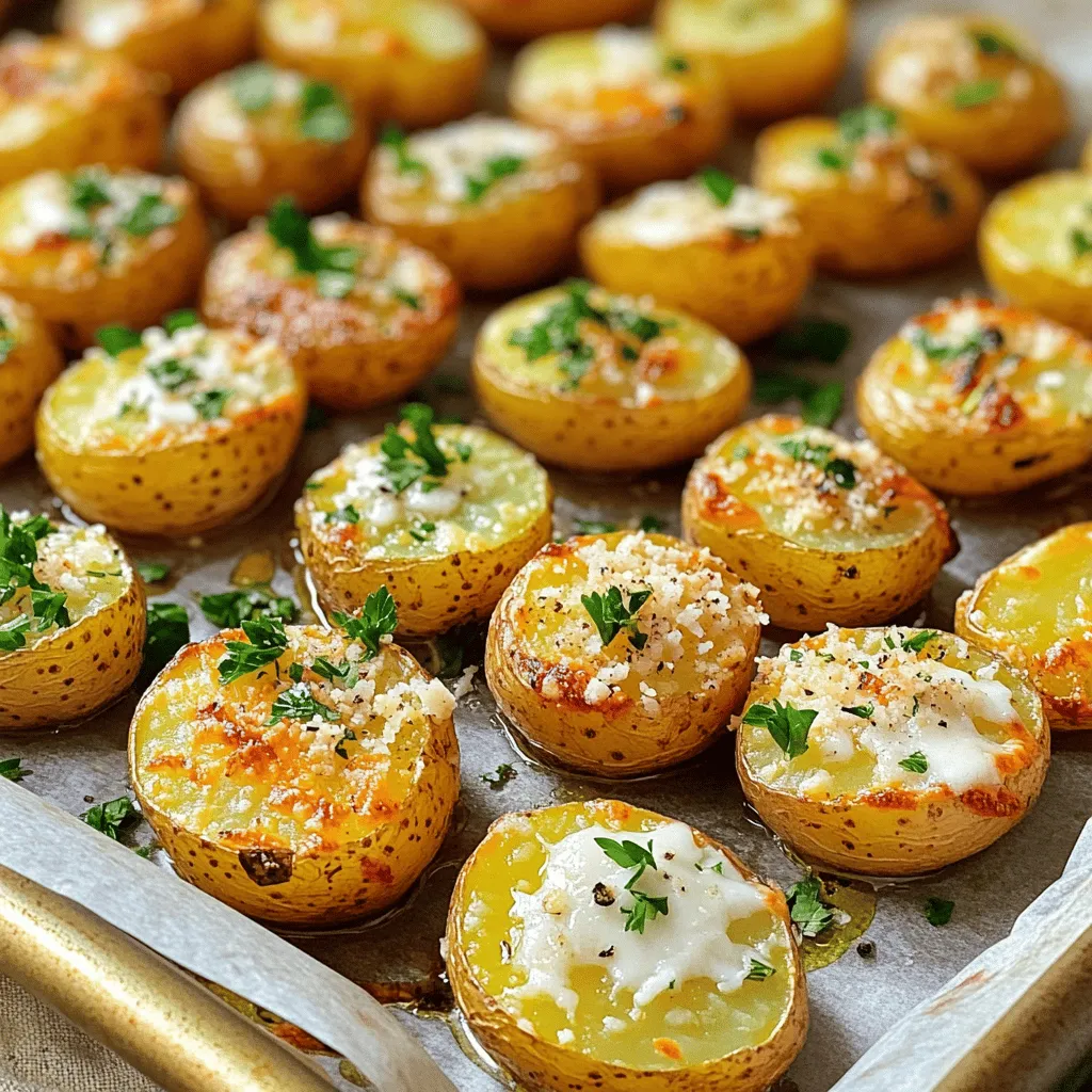 To make the best Garlic Parmesan Roasted Potatoes, you need fresh ingredients. Start with 2 pounds of baby potatoes. These small potatoes cook evenly and taste great. Use 4 cloves of garlic, minced finely to bring out the flavor. Fresh herbs like thyme and rosemary add depth, so grab 1 teaspoon of each. You will also need some pantry staples. Use 1/4 cup of olive oil for roasting. This oil helps the potatoes crisp up nicely. You will need salt and pepper to taste. A teaspoon of paprika adds a bit of color and flavor to the dish. Garnishing makes the dish look nice. You can add fresh parsley, chopped, for a pop of color. If you want more flavor, consider adding a squeeze of lemon juice or a dash of chili flakes. These are optional but can make a big difference. For the full recipe, check the earlier mention. Start by washing the baby potatoes. Cut them in half. This gives them a nice shape. Place the halved potatoes in a large bowl. Add 1/4 cup of olive oil. Next, add 4 cloves of minced garlic. Don't skip the garlic; it adds great flavor! Toss in 1 teaspoon each of dried thyme and dried rosemary. For some warmth, include 1 teaspoon of paprika. Season with salt and pepper to taste. Mix everything well until the potatoes are fully coated. Preheat your oven to 425°F (220°C). While the oven heats up, line a baking sheet with parchment paper. This makes cleanup easy. Spread the seasoned potatoes on the baking sheet in a single layer. Make sure they aren’t crowded; this helps them roast nicely. Roast the potatoes for 25 minutes. Halfway through, give them a turn. This helps them cook evenly and get crispy. After 25 minutes, take the baking sheet out of the oven. Now, sprinkle 1/2 cup of grated Parmesan cheese over the potatoes. The cheese will melt and add a lovely crust. Return the baking sheet to the oven for another 10-15 minutes. Keep an eye on them! They should turn golden brown and crispy. Once done, let them cool for a few minutes. Finally, garnish with fresh chopped parsley before serving. Try this Full Recipe for a delightful dish! To get your potatoes crispy, start with dry potatoes. After washing, pat them dry with a towel. A hot oven helps, so preheat it to 425°F (220°C). Spread the potatoes in a single layer on your baking sheet. This allows the heat to circulate around each potato piece. Flip them halfway through roasting for even browning. Adding the Parmesan near the end gives it time to melt without burning. Use high-quality extra virgin olive oil for the best taste. It adds a rich flavor and enhances the roasted flavor of the potatoes. Light olive oils work too, but they lack the robust taste. If you want a twist, try flavored olive oils, like garlic or herb-infused. These can elevate your dish and add extra depth. For the best garlic flavor, use fresh cloves. Minced garlic releases oils that infuse the potatoes beautifully. You can roast the garlic with the potatoes for a milder taste. When it comes to Parmesan, always choose block cheese and grate it yourself. Pre-grated cheese often lacks flavor and can be drier. Add the cheese in the last 10-15 minutes of cooking for a perfect crust. Check out the Full Recipe for detailed instructions and enjoy making these tasty Garlic Parmesan Roasted Potatoes! {{image_2}} You can change the flavor with different seasonings. Try adding Italian seasoning for a taste twist. You can also use chili powder for heat. A touch of lemon zest adds bright flavor too. For a smoky kick, consider smoked paprika. Experimenting with spices brings new life to the dish. If you want to save time, use an air fryer. Set it to 400°F and cook for about 20 minutes. Shake the basket halfway for even cooking. The Instant Pot is great for quick meals too. Cook the potatoes on high for 8 minutes with a cup of water. After, crisp them in a hot oven for a few minutes. Adding crispy bacon gives a savory crunch. Just chop fresh bacon and mix it in before roasting. Fresh herbs like rosemary or thyme boost the flavor. Toss them in right before serving for a fresh taste. You can even add cheese varieties like cheddar for a different twist. Each of these enhancements makes your Garlic Parmesan Roasted Potatoes special. Check the [Full Recipe] for the base you can adapt! After you enjoy your Garlic Parmesan Roasted Potatoes, store any leftovers in an airtight container. Keep them in the fridge. They stay fresh for up to three days. Let the potatoes cool before sealing the container. This helps prevent moisture buildup, which can make them soggy. To reheat, use your oven for the best taste. Preheat your oven to 350°F (175°C). Spread the potatoes on a baking sheet. Bake for about 10-15 minutes. This method keeps them crispy. You can also use a microwave, but the potatoes may become soft. If you choose the microwave, heat in short bursts for about 1-2 minutes. You can freeze these potatoes, but they may lose some crunch. To freeze, let the potatoes cool completely. Place them in a single layer on a baking sheet and freeze for 1-2 hours. Once frozen, transfer them to a freezer bag. They can stay in the freezer for up to three months. When ready to eat, thaw in the fridge overnight before reheating. For the best taste, refer to the Full Recipe for cooking instructions. Yes, you can use many types of potatoes. Red potatoes, Yukon Gold, or fingerlings work well. Each type gives a unique taste and texture. Choose what you like best. Just ensure they are cut into even pieces for even cooking. To make this recipe dairy-free, skip the Parmesan cheese. You can replace it with nutritional yeast for a cheesy flavor. Alternatively, use a dairy-free cheese option. Both swaps keep the dish tasty without dairy. These roasted potatoes pair well with many dishes. Serve them with grilled chicken or fish for a complete meal. They also work great with salads or roasted veggies. You can even serve them alongside your favorite dipping sauce for a fun twist. For the full recipe, check out the details above! You learned about making Garlic Parmesan Roasted Potatoes in this guide. We covered key ingredients, step-by-step instructions, and helpful tips for crispiness. You discovered tasty variations and how to store leftovers. In closing, this dish is easy to enjoy with family and friends. Now, you can create a delicious side anytime. Happy cooking!