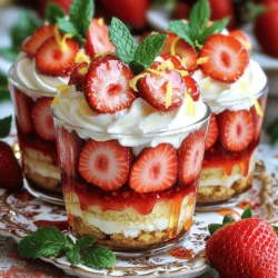You need fresh strawberries for this dessert. They bring a sweet, juicy flavor. Use about 2 cups. Start by hulling and slicing them. Hulling means you remove the green tops. Then slice them into thin pieces. This helps them mix well with the sugar. Next, we need heavy cream and sugar. The heavy cream makes the whipped topping rich and smooth. For our recipe, you’ll need 1 cup of heavy cream. Mix in 2 tablespoons of powdered sugar. The sugar sweetens the cream. Add 1 teaspoon of vanilla extract for extra flavor. A little lemon zest adds freshness too. Shortcake biscuits are the base for our cups. You can use store-bought or homemade biscuits. You need 1 cup of crumbled shortcake biscuits. Crumble them into small pieces. This makes it easy to layer them in the cups. They give a nice texture and flavor to our dessert. For the full recipe, check out the details above. Start by hulling and slicing your fresh strawberries. You need about 2 cups. Place the sliced strawberries in a medium bowl. Add 1 tablespoon of sugar. Toss them gently to coat. Let them sit for 10 to 15 minutes. This step helps the strawberries release their sweet juices. The result is a tasty syrup that adds flavor to your dessert. In another bowl, pour in 1 cup of heavy cream. Use a hand mixer to whip it until it thickens. This usually takes a few minutes. Once it starts to thicken, add 2 tablespoons of powdered sugar, 1 teaspoon of vanilla extract, and 1 teaspoon of lemon zest. Keep whipping until you see soft peaks form. Be careful not to over-whip, or it will turn grainy. The whipped cream should be light and fluffy. Grab your serving cups or small bowls. Start by adding a layer of the crumbled shortcake biscuits at the bottom. You can use store-bought or homemade biscuits. Next, layer the macerated strawberries on top, along with some of the juice. Then, add a dollop of your whipped cream mixture. Repeat these layers until the cups are filled. Finish with a layer of whipped cream on top. To make it pretty, garnish each cup with a fresh mint leaf. This adds a nice touch and a splash of color. Enjoy your strawberry shortcake cups! To make the best whipped cream, start with cold tools. Chill your mixing bowl and beaters. This keeps the cream cold and helps it whip up nicely. Use heavy cream for the best results. When you whip, do it slowly at first. Gradually increase the speed as the cream thickens. Add powdered sugar, vanilla, and lemon zest when the cream starts to thicken. Be careful not to over-whip. You want soft peaks that hold their shape but are still creamy. You can prepare parts of this dessert ahead of time. Slice the strawberries and mix them with sugar a few hours before. Store them in the fridge to keep them fresh. You can also whip the cream in advance. Just remember to cover it well and keep it cold. Assemble the cups right before serving. This keeps everything fresh and tasty. Guests will love this treat! Presentation makes a big difference. Use clear cups to show off the layers. Start with crumbled shortcake at the bottom, then add strawberries, and finish with whipped cream. After layering, garnish with fresh mint leaves. For a fancy touch, drizzle some strawberry juice around the base of each cup. Serve on a decorative tray to impress your guests. These small details make your strawberry shortcake cups stand out! {{image_2}} You can skip the oven and still enjoy this treat! To make no-bake strawberry shortcake cups, simply use store-bought shortcake biscuits or crushed graham crackers. Layer the biscuits in cups with the strawberries and whipped cream as before. This method is quick and easy, perfect for hot days when you want something sweet without heating your kitchen. Strawberries are amazing, but feel free to switch it up! You can use blueberries, raspberries, or sliced peaches. Each fruit brings its own flavor. Mixing fruits can add color and make your dessert more fun. Try combining strawberries and blueberries for a festive look! You can make your strawberry shortcake cups more special with different toppings. Instead of whipped cream, use yogurt for a tangy twist. You might also sprinkle crushed nuts or granola for crunch. For a touch of elegance, drizzle chocolate sauce or caramel over the top. Fresh herbs like basil or lavender can add a unique flavor to your dessert. Explore these variations to find your favorite twist on the classic dish. Check out the Full Recipe for more details! To keep your strawberry shortcake cups fresh, cover them well. You can use plastic wrap or a tight lid. This way, the whipped cream stays fluffy. Avoid mixing the layers before storing. Keeping them layered helps keep the texture nice. Use glass or plastic containers with lids. They are perfect for storing these cups. If you want to serve them later, consider using mason jars. They look great and add charm to your dessert. These cups are best eaten within two days. After that, the strawberries can get soggy. The whipped cream may lose its fluffiness too. Always check for any changes in smell or texture before serving. Enjoy the fresh taste while it lasts! For the full recipe, check out the details above. Yes, you can use frozen strawberries. They work well in this recipe. Just thaw them before use. Drain any extra juice to avoid a soggy dessert. The flavor will still be great. Frozen strawberries can be a good option when fresh ones are not available. To make this recipe gluten-free, use gluten-free shortcake biscuits. You can find many options in stores. Or, you can make your own using gluten-free flour. Just follow a basic shortcake recipe and substitute the flour. This way, everyone can enjoy your strawberry shortcake cups. You can make several healthy swaps for this dessert. Use Greek yogurt instead of heavy cream for a lighter option. This will cut down on fat while adding protein. For sugar, try honey or maple syrup. You can also use whole grain biscuits instead of regular ones. These changes keep the taste delicious while making it a bit healthier. This blog post covered how to make delicious strawberry shortcake cups. We explored key ingredients, like fresh strawberries, heavy cream, and shortcake biscuits. I provided step-by-step instructions to help you create this treat. We looked at helpful tips for achieving perfect results. Plus, I shared fun variations and storage tips. In closing, making strawberry shortcake cups is simple and fun. With a few fresh ingredients and some creativity, you can create a dessert that impresses everyone. Enjoy your shortcake journey!