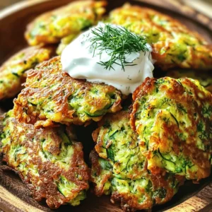 To make perfect zucchini fritters, you need a few key ingredients: - 2 medium zucchinis, grated - 1 teaspoon salt - ½ cup all-purpose flour - ¼ cup grated Parmesan cheese - 1 large egg - 1 green onion, finely chopped - 2 cloves garlic, minced - ½ teaspoon black pepper - ¼ teaspoon cayenne pepper (optional for heat) - 3 tablespoons olive oil (for frying) - Sour cream or Greek yogurt for serving - Fresh herbs (like dill or parsley) for garnish Each ingredient plays a role. The zucchini gives moisture and a light flavor. Flour binds everything together. The egg adds richness and helps the fritters hold shape. Parmesan brings a savory note that enhances the taste. Using fresh produce makes a big difference. Look for firm, shiny zucchinis. They should feel heavy for their size. Fresh green onions add a nice crunch and flavor. Garlic should smell strong and pungent. This freshness will elevate your dish. You can add more depth with optional ingredients. Try adding chopped bell peppers or corn for sweetness. Chopped spinach can boost nutrition and flavor. If you love heat, consider more cayenne pepper or a pinch of red pepper flakes. These choices can make your fritters unique and suit your taste. For the full recipe, check out the [Full Recipe]. Enjoy creating these delightful bites! Start by grating the zucchinis. Use a box grater or a food processor for this. Once grated, place them in a clean towel. Sprinkle the zucchinis with salt. Let them sit for about 10 minutes. This process draws out excess moisture, which is key for crispy fritters. After 10 minutes, twist the towel to squeeze out the liquid. Get as much moisture out as you can. Transfer the dry zucchini to a mixing bowl. In the bowl with the zucchini, add the flour, Parmesan cheese, and egg. Next, include the finely chopped green onion and minced garlic. Add black pepper and cayenne pepper for some heat, if you like. Mix all the ingredients well until they are fully combined. The batter should hold together but not be too dry. If it feels too wet, add a little more flour. Heat 2 tablespoons of olive oil in a large non-stick skillet over medium heat. Once the oil is hot, use a tablespoon to scoop the zucchini mixture. Drop it into the skillet, flattening each fritter slightly with the back of the spoon. Cook each fritter for about 3-4 minutes on one side. Flip them carefully and cook for another 3-4 minutes until they are golden brown and crispy. Place the fritters on a paper towel to absorb any extra oil. If you need to cook more, add more olive oil as needed. Serve them hot with sour cream or Greek yogurt on top, and sprinkle fresh herbs for a nice touch. Enjoy your crunchy and flavorful delight! For the complete recipe, check out the Full Recipe. To get that perfect crisp in your zucchini fritters, moisture control is key. After grating the zucchinis, sprinkle them with salt. Let them sit for ten minutes. This step pulls out excess water. Then, tightly squeeze the zucchini in a towel. You want to remove as much liquid as possible. Use a hot skillet with enough olive oil when you cook. Make sure the oil shimmers before adding the fritters. This helps them brown nicely. Avoid overcrowding the pan. Cook in batches if needed. Each fritter should have space to fry evenly. If you have leftover fritters, let them cool completely. Store them in an airtight container. Keep them in the fridge for up to three days. They can also be frozen. Place the fritters in a single layer on a baking sheet. Freeze them for an hour before transferring to a freezer bag. This prevents them from sticking together. When ready to eat, reheat in the oven for a crisp finish. One common mistake is not draining the zucchini well enough. If the batter is too wet, the fritters will not hold their shape. Another mistake is using too much flour. This can make the fritters dense. You want a light and airy texture. Finally, don’t skip the salt. It enhances the flavor and helps draw out moisture. Following these tips will lead to delicious, crunchy fritters every time. For the complete process, check the Full Recipe. {{image_2}} To make zucchini fritters gluten-free, swap all-purpose flour for a gluten-free blend. You can use almond flour or chickpea flour. These options give a nice texture and flavor. Just ensure the blend you choose is suitable for baking. Cheese adds great flavor to fritters. While I love Parmesan, you can try feta or cheddar. Feta gives a tangy taste, while cheddar offers a rich, creamy vibe. You can even mix cheeses for more depth. Spices can change the taste of your fritters. Try adding cumin for a warm flavor or paprika for a smoky kick. Fresh herbs like basil or cilantro also enhance the dish. Use what you love to make this recipe your own. For the full recipe, check out the details above. Store leftover zucchini fritters in an airtight container. Place a paper towel inside to absorb moisture. Keep them in the fridge for up to three days. When you're ready to enjoy them, just take them out and follow reheating instructions. You can freeze zucchini fritters too! Let them cool completely before freezing. Arrange them in a single layer on a baking sheet. Freeze until solid, then transfer to a freezer bag. They last up to three months in the freezer. For the best taste, try to use them within two months. To reheat, place the fritters in a preheated oven at 375°F (190°C). Bake for about 10 minutes, or until they are hot and crispy. You can also reheat them in a skillet over medium heat. Add a little olive oil for extra crunch. Enjoy your delicious zucchini fritters just like they were fresh! For the full recipe, refer back to the Zesty Zucchini Fritters section. Yes, you can make Zucchini Fritters ahead of time. Cook them fully and let them cool. Place them in an airtight container and store them in the fridge for up to three days. When ready to eat, just reheat them in a skillet for a few minutes. This keeps them crispy and delicious. Zucchini Fritters are great with many sides. You can serve them with: - Sour cream or Greek yogurt - Fresh herbs like dill or parsley - A simple salad (like arugula or mixed greens) - A light dipping sauce (like tzatziki) - Slices of lemon for zest These pairings add flavor and balance to your meal. To make Zesty Zucchini Fritters gluten-free, simply swap out the all-purpose flour for a gluten-free blend. You can use almond flour or chickpea flour, which also adds nice flavor. Just follow the Full Recipe for Zesty Zucchini Fritters, and you’ll have a tasty dish that everyone can enjoy! Zucchini fritters are simple and fun to make. We covered the main ingredients and tips to cook them perfectly. You learned how to achieve a great crisp and store any leftovers. There are tasty variations like gluten-free options and different cheeses to try. Remember, experimenting can lead to fun meals. Now, you have all the tools to make amazing zucchini fritters. Enjoy making and sharing this delicious dish!