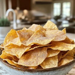To make Cinnamon Sugar Tortilla Chips, you need a few simple items. Here’s what you will need: - 6 small flour tortillas - 1/4 cup granulated sugar - 1 tablespoon ground cinnamon - 1/4 cup unsalted butter, melted - Pinch of salt These ingredients work together to create a sweet and crunchy treat. The flour tortillas form the base, while the cinnamon and sugar provide that delightful sweetness. The melted butter helps the sugar mixture stick and adds richness. You can customize your chips with fun toppings and dips. Here are some tasty ideas: - Melted chocolate - Whipped cream - Fresh fruit like strawberries or bananas - Creamy yogurt These extras can enhance the flavor and make your snack even more enjoyable. You can mix and match to find your favorite combinations. Knowing the nutritional info can help you enjoy these chips mindfully. Here’s a rough idea of what one serving (about 8 chips) contains: - Calories: 200 - Total Fat: 10g - Saturated Fat: 6g - Carbohydrates: 28g - Sugar: 10g - Protein: 2g This snack is sweet and tasty but should be enjoyed in moderation. Pair it with a healthy dip for a balanced treat. For the full recipe, check out the details above and get ready to bake! First, you need to heat your oven. Set it to 350°F (175°C). While it warms up, grab a baking sheet. Line it with parchment paper. This helps the chips not stick. It also makes cleanup easy. Next, let’s make the sweet mix. In a small bowl, combine the granulated sugar, ground cinnamon, and a pinch of salt. Mix it well with a spoon. This blend will make your chips taste amazing. Set it aside for now. Now, take your flour tortillas. Brush both sides with melted butter. Make sure they are evenly coated. Then, sprinkle the cinnamon sugar mixture on both sides. Use enough to cover them well. Stack the tortillas on top of each other and cut them into 8 wedges, like triangles. Place these wedges on your baking sheet. Make sure they lay in a single layer without overlapping. Bake your tortilla chips in the oven for about 10-12 minutes. Watch them closely. They should turn golden brown and get crisp. Once done, take them out and let them cool. They will continue to crisp up as they cool. Serve them warm or at room temperature. For the full recipe, check the previous section. Enjoy your delightful crunchy snack! To get the best crunch, always use fresh tortillas. Dried-out tortillas won't crisp well. Brush both sides of the tortillas with melted butter. This adds flavor and helps the cinnamon sugar stick. When you cut the tortillas, make sure they are evenly sized. This ensures they bake at the same rate. Lastly, bake them in a single layer on the sheet. If they overlap, they will steam instead of crisp. One common mistake is using too much cinnamon sugar. A light sprinkle works best for flavor and crunch. Avoid baking them too long. Keep an eye on them to prevent burning. Don't overcrowd the baking sheet. This can lead to uneven cooking. Also, skip the parchment paper if you want a sticky mess! It helps to keep the chips from sticking. These chips are great on their own, but you can pair them with dips. Try serving them with chocolate sauce or fruit salsa. You can also enjoy them with whipped cream for a sweet treat. For a fun twist, serve them with ice cream. The warm chips contrast nicely with the cold ice cream. Don't forget to share with friends! They will love this crunchy snack. {{image_2}} You can give your cinnamon sugar tortilla chips a twist. Try adding a splash of vanilla extract to the melted butter. This adds a sweet, warm flavor. Another option is to mix in a pinch of nutmeg with the cinnamon. This spice brings a rich depth to the chips. You can also experiment with other spices like cardamom or ginger for a fun kick. The fun doesn’t stop with just cinnamon sugar! You can top these chips with chocolate or caramel sauce. If you love fruit, try fresh strawberries or bananas on top. For a creamy dip, consider whipped cream or yogurt. These toppings make the chips a treat for any gathering. If you're looking for healthier options, there are easy swaps. Use whole wheat tortillas instead of regular ones. This adds fiber and nutrients. You can also use coconut oil instead of butter. For a sugar substitute, try using honey or maple syrup. These changes can help make your snack a little lighter. For the full recipe, check out the original instructions. To keep your leftover tortilla chips fresh, store them in an airtight container. This will help prevent moisture from making them soggy. Line the bottom with paper towels to absorb any excess moisture. You can keep them at room temperature for up to two days. If you want them to last longer, consider refrigerating them. Just remember to bring them back to room temp before eating. If your chips lose some crunch, you can easily revive them. Preheat your oven to 350°F (175°C). Spread the chips in a single layer on a baking sheet. Bake for about 5-7 minutes. This quick heat will bring back their crispy texture. Avoid the microwave, as it can make them chewy. For longer storage, you can freeze your tortilla chips. Place them in a freezer-safe bag, making sure to remove as much air as possible. Properly stored, they can last for up to three months. When you’re ready to eat them, bake them directly from the freezer at 350°F (175°C) until warm and crisp. Enjoy your tasty snack anytime! Yes, you can use an air fryer for these chips. Air fryers cook food quickly and can make your chips crispy. To do this, brush the tortillas with butter and sprinkle them with cinnamon sugar. Then, arrange them in a single layer in the air fryer. Cook at 350°F for about 5-7 minutes. Watch them closely to avoid burning. The result will be a crunchy snack that’s just as tasty. To reheat your leftover chips, use an oven or an air fryer. This keeps them crispy. Preheat your oven to 350°F. Spread the chips on a baking sheet and heat for about 5 minutes. If using the air fryer, set it to 350°F and heat for about 3-4 minutes. Avoid microwaving them, as this makes chips soft. You can find pre-made cinnamon sugar tortilla chips at many grocery stores. Look in the snack aisle or near the bakery. Some health food stores may also carry them. If you want a unique flavor, check local specialty shops or online retailers. You can also make them at home using the full recipe for a fresher taste. Cinnamon sugar tortilla chips are easy and fun to make. We covered the right ingredients, step-by-step baking, and useful tips for the best results. You can add your favorite flavors or toppings to make them unique. Don't forget how to store and reheat your chips for the next time. With these simple steps, you can enjoy a tasty snack any day. Try these out in your kitchen, and you’ll see how great they turn out!