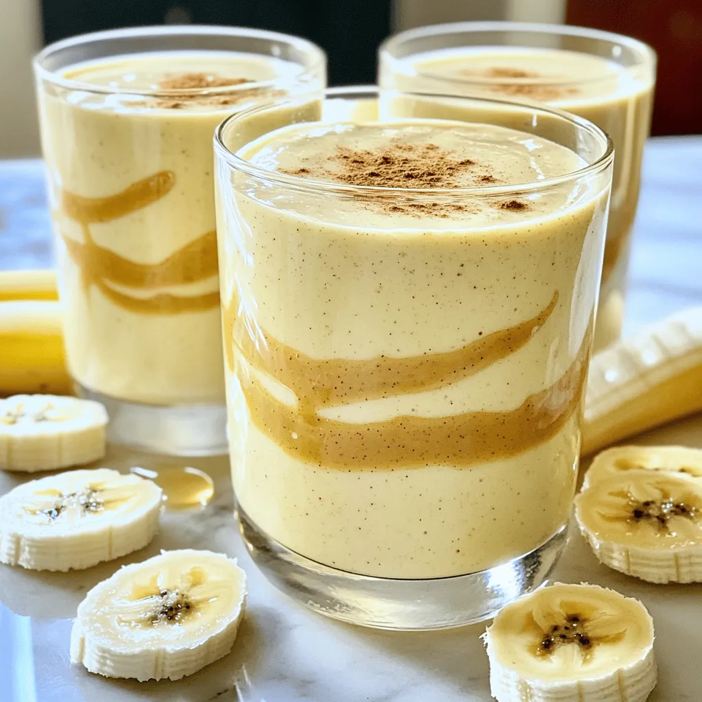 - 2 ripe bananas, frozen - 2 tablespoons creamy or crunchy peanut butter - 1 cup almond milk (or any milk of your choice) - 1 tablespoon honey or maple syrup (to taste) - 1/4 cup Greek yogurt (optional for creaminess) - 1/2 teaspoon cinnamon (optional) - A pinch of sea salt To make a Peanut Butter Banana Smoothie, you need a few key ingredients. Frozen bananas are the star of this smoothie. They add creaminess and chill to your drink. If you don’t have frozen bananas, just slice fresh ones and freeze them for a couple of hours. Next, choose your peanut butter. You can use creamy or crunchy, depending on your taste. Both add a rich, nutty flavor. Finally, add almond milk or your choice of milk to blend everything together. You can also make it sweeter by adding honey or maple syrup. Greek yogurt gives it a nice thickness. If you want to spice it up, toss in some cinnamon and a pinch of sea salt. All of these ingredients together create a delicious drink. For the full recipe, check out the Peanut Butter Banana Bliss Smoothie. - Peel and slice bananas. - Freeze bananas for optimal texture. Start by peeling your ripe bananas. I like to slice them into small pieces. This helps them freeze faster. Place the banana slices in a single layer on a plate or tray. Then, pop them in the freezer for about two hours. Frozen bananas add creaminess to the smoothie and make it taste amazing. - Combine all ingredients in the blender. - Tips for achieving a smooth consistency. Once your bananas are frozen, grab your blender. Add the frozen banana slices, peanut butter, and almond milk. I also like adding honey or maple syrup for sweetness. If you want a richer taste, add Greek yogurt. For extra flavor, a splash of vanilla extract and a pinch of sea salt work wonders. Blend everything on high until smooth. If the mix is too thick, add more almond milk slowly until you reach your desired texture. - Adjust sweetness if necessary. - Pour and serve immediately. After blending, taste your smoothie. If you want it sweeter, add a little more honey or maple syrup. Pour the smoothie into glasses and enjoy it right away. The flavors are best when it’s fresh! For the best peanut butter, I recommend using natural varieties. Look for options with just peanuts and salt. These types have rich flavor and smooth texture. You can choose creamy or crunchy based on your preference. If you want alternatives to almond milk, try oat milk or coconut milk. Both add great taste and creaminess. To achieve a creamy texture, use frozen bananas. They make the smoothie thick and smooth. Blend on high until everything is mixed well. If you see lumps, keep blending. You can also add more almond milk if the mix is too thick. A little at a time helps perfect the consistency. For an ideal presentation, use tall glasses. This showcases the beautiful color of your smoothie. You can garnish with a sprinkle of cinnamon or a few banana slices on top. This adds a nice touch and makes the drink more inviting. Enjoy your Peanut Butter Banana Bliss Smoothie right away for the best taste! {{image_2}} You can boost flavor in your peanut butter banana smoothie in fun ways. Try adding chocolate or cocoa powder for a rich taste. Just one tablespoon can transform your drink into a chocolate delight. If you want greens, spinach is a great choice. It blends well and adds nutrients without changing the flavor. A handful of fresh spinach gives you a healthy twist. If you're vegan, you can swap regular yogurt for a plant-based one. Almond milk works well here too. You can also use maple syrup instead of honey for sweetness. For those allergic to nuts, try using sunflower seed butter. It gives a similar flavor and is nut-free. Oat milk is another good choice for a creamy base. Want to make your smoothie more filling? You can add protein powder. Vanilla or chocolate flavors work best. Just a scoop can help you stay full longer. Other protein-rich ingredients include Greek yogurt or silken tofu. Both blend nicely and add creaminess to your smoothie. This way, your peanut butter banana smoothie becomes a great post-workout treat. For the complete recipe, check out the [Full Recipe]. To store leftover smoothie, pour it into a sealed jar. Make sure to leave some space at the top. This helps to prevent the smoothie from spilling as it expands. Keep it in the fridge for up to 24 hours. When ready to drink, shake the jar well. The smoothie might separate, but that’s normal. You can make smoothie packs for busy mornings. Just gather your ingredients and portion them into freezer bags. Include frozen bananas, peanut butter, and any extras you want. Label each bag with the date and contents. When you're ready to blend, just grab a pack. Add almond milk and blend while still frozen for a quick meal. A freshly made peanut butter banana smoothie is best enjoyed right away. However, if stored, it lasts about 24 hours in the fridge. If you freeze it, it can stay fresh for about one month. After that, the taste and texture might change. For the best flavor, enjoy it soon after making. Check out the Full Recipe for more details on making this delicious drink! You can use fresh bananas instead. Fresh bananas will work, but they will change the texture. To make it creamier, add some ice cubes. Just blend them with the other ingredients. You can also freeze fresh bananas ahead of time for later use. Peel and slice them first before freezing. Yes, you can easily make this smoothie dairy-free. Use almond milk, soy milk, or oat milk. These options taste great and keep the smoothie creamy. You can also try coconut milk for a tropical twist. Just pick your favorite non-dairy milk. To thicken your smoothie, add more frozen bananas or some Greek yogurt. You can also try adding a spoonful of oats. This will give your smoothie a nice, thick texture. If you want it creamier, use less milk when blending. Yes! This smoothie is great for meal prep. You can store it in the fridge for up to a day. Use a sealed jar to keep it fresh. If you want to freeze it, pour it into ice cube trays. You can blend the frozen cubes later for a quick treat. To lower the sugar, skip the honey or maple syrup. Use a sugar substitute like stevia or erythritol. You can also add a few drops of vanilla extract for extra flavor without the sugar. Be sure to taste as you go to find the right balance. This blog post covered how to make a tasty smoothie with simple ingredients. We discussed the main ingredients, like frozen bananas and peanut butter. I shared helpful steps for blending and serving, plus tips for choosing ingredients. You learned flavor variations and storage methods for your smoothies. Experiment and find what you love. Enjoy creating delicious smoothies that fit your tastes and needs!
