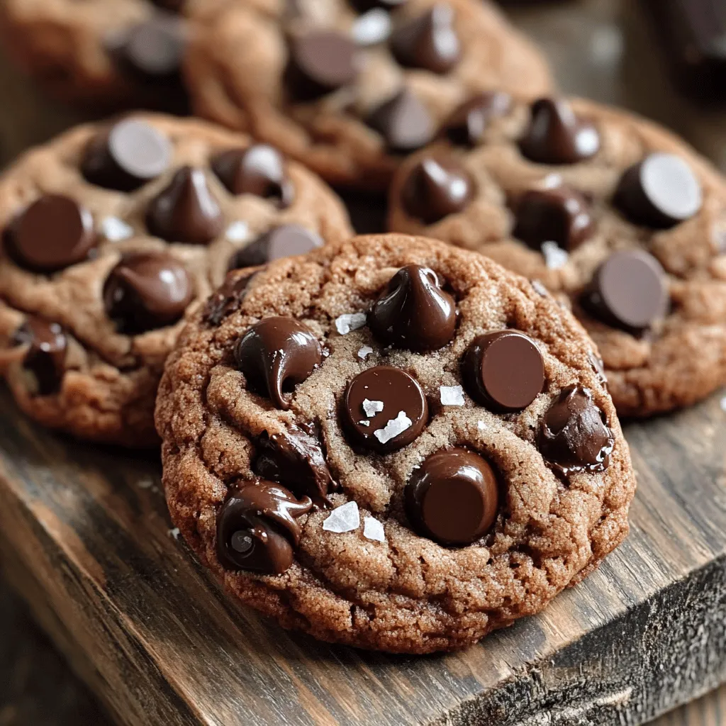 - 1 cup unsalted butter, softened - 1 cup brown sugar, packed - 1/2 cup granulated sugar - 2 large eggs - 2 teaspoons vanilla extract - 1 3/4 cups all-purpose flour - 1/2 cup cocoa powder - 1 teaspoon baking soda - 1/2 teaspoon salt - 1 cup semi-sweet chocolate chips - 1/2 cup milk chocolate chips - 1/4 cup dark chocolate chunks To make great chocolate chip cookies, you need some key parts. I always start with softened unsalted butter. This helps blend with the sugars. Brown sugar gives a rich taste, while granulated sugar adds sweetness. Next, I add large eggs. They help bind everything together. Vanilla extract brings warmth and flavor. For the dry mix, I use all-purpose flour and cocoa powder. This gives a nice texture and chocolatey taste. Baking soda helps them rise, while salt enhances the flavors. Now, let's talk about chocolate. I use a mix of semi-sweet, milk chocolate chips, and dark chocolate chunks. This combo makes each bite a treat! - Gluten-free flour alternatives - Vegan egg substitutes If you want to change things up, consider using gluten-free flour. There are many options like almond flour or coconut flour. They work well in cookies. If you want vegan cookies, you can swap the eggs for substitutes like applesauce or flaxseed meal. These changes help you enjoy cookies no matter your diet! For the full recipe, check out the detailed steps. 1. First, preheat your oven to 350°F (175°C). This helps the cookies bake just right. 2. Line two baking sheets with parchment paper. This keeps the cookies from sticking. 3. In a large bowl, cream together 1 cup of softened unsalted butter, 1 cup of brown sugar, and 1/2 cup of granulated sugar. Mix until this is light and fluffy. 1. Now, add 2 large eggs to the mix. Beat in each egg one at a time. 2. Stir in 2 teaspoons of vanilla extract for a sweet flavor. 3. In a separate bowl, whisk together 1 3/4 cups of all-purpose flour, 1/2 cup of cocoa powder, 1 teaspoon of baking soda, and 1/2 teaspoon of salt. 4. Slowly add this dry mix to the wet mix, combining until just combined. 1. Fold in 1 cup of semi-sweet chocolate chips, 1/2 cup of milk chocolate chips, and 1/4 cup of dark chocolate chunks. 2. Using a cookie scoop or tablespoon, drop rounded balls of dough onto the prepared baking sheets. Leave about 2 inches between each. 3. Bake them in the preheated oven for 10-12 minutes. The edges should be set, while the center stays soft. 4. After baking, remove the cookies and let them cool on the sheets for 5 minutes. Then, transfer them to a wire rack to cool completely. For the full recipe, you can check out the details above. Enjoy your baking! To bake perfect chocolate chip cookies, set your oven to 350°F (175°C). This temperature helps the cookies rise well. Place your baking sheets in the center of the oven. This ensures even heat. Bake for 10 to 12 minutes. The edges should look set, but the center can be soft. Once you take them out, cool them on the baking sheets for five minutes. This cooling time helps keep the cookies chewy. After that, transfer them to a wire rack. This step lets them cool completely and stay fresh. If you want to change things up, try different sweeteners. Maple syrup or honey can replace sugar. Use coconut sugar for a lower glycemic option. You can also switch flours. Almond flour or oat flour work well for gluten-free cookies. For those who prefer dairy-free options, use coconut oil instead of butter. You can also try almond milk or a dairy-free yogurt in place of eggs. These swaps keep the cookies tasty while meeting dietary needs. Serving your cookies can be fun and attractive. Arrange them on a wooden board for a rustic look. You can also stack them in a glass jar tied with a ribbon. This makes a lovely gift. For an extra touch, sprinkle sea salt on top before serving. It enhances the chocolate flavor. To store your cookies, use an airtight container. This keeps them fresh for days. For longer storage, consider freezing them. They can stay tasty for up to three months! For the full recipe of these delightful treats, check out the [Full Recipe]. {{image_2}} You can make vegan chocolate chip cookies with simple swaps. Replace butter with coconut oil or vegan butter. Use flaxseed meal mixed with water instead of eggs. For one egg, mix 1 tablespoon of flaxseed meal with 2.5 tablespoons of water. This mix will bind your ingredients just like an egg. Use dairy-free chocolate chips to keep them vegan-friendly. These cookies will be just as tasty as the classic version. If you need gluten-free chocolate chip cookies, use a gluten-free flour blend. Look for blends with rice flour, almond flour, and tapioca flour. These will give your cookies a great texture. You may also want to add a bit of xanthan gum to help bind the dough. This ingredient mimics the elasticity of gluten, making your cookies chewy and delicious. There are many fun ways to change your chocolate chip cookies. You can add nuts like walnuts or pecans for a crunchy texture. Try spices like cinnamon or nutmeg for an unexpected twist. Dried fruits, like cranberries or cherries, can add sweetness and chewiness. Just remember to keep the chocolate chips, as they are the star of the show! Explore these variations to create your favorite version. For the full recipe, check out the earlier section. To keep your cookies fresh, store them in an airtight container. Glass or plastic containers work well. Avoid metal containers, as they can change the taste. To maintain freshness, place a slice of bread in the container. The bread keeps the cookies soft. If you want crispy cookies, skip the bread. To freeze cookie dough, scoop it into balls and place them on a baking sheet. Freeze the balls for one hour. Once firm, transfer them to a freezer bag. Label the bag with the date and type. When you want to bake frozen cookies, take them out and thaw for about 10 minutes. Preheat your oven before baking. Bake as usual, adding one or two minutes to the baking time. For the full recipe and more tips, check out the Decadent Double Chocolate Chip Cookies section. How to prevent cookies from spreading? To stop cookies from spreading, chill the dough for at least 30 minutes. Use a good balance of flour and fat in your recipe. If you see your cookies spreading too much, try adding a bit more flour. This helps them keep their shape while baking. What to do if your cookie dough is too dry? If your dough is too dry, add a tablespoon of milk or water. Mix well after adding the liquid. You can also try adding an extra egg yolk for more moisture. This will help make the dough easier to work with. How long can cookies be stored? You can store baked cookies in an airtight container for up to one week. If you want them to last longer, freeze them. Frozen cookies can stay good for up to three months. Just make sure to wrap them well before freezing. Can homemade cookies be shipped as gifts? Yes, you can ship homemade cookies! Choose sturdy cookies like chocolate chip or oatmeal. Wrap them in bubble wrap and pack them in a strong box. Add a note about how to store them once they arrive. Where to buy the best chocolate chip cookies? For the best chocolate chip cookies, check local bakeries. Many bakeries offer fresh, delicious options. You can also find great cookies at specialty stores. Look for shops that focus on quality ingredients. Recommendations for local bakeries or brands Some popular brands are famous for their cookies. Consider trying Levain Bakery or Tate's Bake Shop. They both make amazing chocolate chip cookies. You can also ask friends for local favorites. Everyone has their go-to spots! We covered essential ingredients for cookies and how to make them step-by-step. You learned tips for perfecting your bake, switching ingredients, and storing cookies. Remember, you can customize cookies with vegan or gluten-free options. With these basics, you'll make delicious cookies that impress everyone. Enjoy baking, and have fun experimenting with new flavors! Your cookie journey starts now.