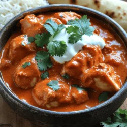 For a tasty Chicken Tikka Masala, you need these key items: - 500g boneless chicken thighs, cut into bite-sized pieces - 1 cup plain yogurt - 2 tablespoons lemon juice - 2 tablespoons garam masala - 1 tablespoon ground cumin - 1 tablespoon ground coriander - 1 teaspoon turmeric powder - 1 teaspoon red chili powder - 4 cloves garlic, minced - 1 inch ginger, grated - 2 tablespoons vegetable oil - 1 large onion, finely chopped - 1 can (400g) crushed tomatoes - 1 cup heavy cream - Salt to taste - Fresh cilantro, for garnish If you don’t have some ingredients, here are swaps you can try: - Use chicken breast for a leaner option. - Substitute Greek yogurt for plain yogurt if you like a thicker sauce. - Lime juice works if you don’t have lemon juice. - For heat, try cayenne pepper instead of red chili powder. - Coconut cream can replace heavy cream for a dairy-free version. Chicken Tikka Masala is flavorful but also rich. Here’s a quick look at the nutrition: - Calories: About 450 per serving - Protein: 25g - Fat: 30g - Carbohydrates: 15g - Fiber: 2g This dish is hearty but can fit into a balanced diet, especially when paired with rice or naan. For the complete cooking guide, check the Full Recipe. First, you need to make the marinade. In a large bowl, mix together the yogurt, lemon juice, garam masala, ground cumin, ground coriander, turmeric powder, red chili powder, minced garlic, and grated ginger. This mix will give the chicken great flavor. Next, add the chicken pieces to the bowl. Make sure every piece gets coated in the marinade. Cover the bowl and let it sit in the fridge. You should let it marinate for at least one hour. For the best taste, let it sit overnight. When you're ready to cook, heat vegetable oil in a large skillet over medium heat. Add the finely chopped onion and sauté it until it turns golden brown. This should take about five to seven minutes. Now, add the marinated chicken to the skillet. Don't forget to include all the marinade too. Cook the chicken for about ten to twelve minutes. Stir occasionally to make sure it cooks evenly. After the chicken is done, pour in the crushed tomatoes. Stir well to combine everything. Let this mixture simmer for another ten minutes. Finally, lower the heat and stir in the heavy cream. This makes the dish rich and creamy. Cook for another five minutes and add salt to taste. Once your Chicken Tikka Masala is ready, it's time to serve. Garnish it with fresh cilantro for a pop of color. You can serve this dish in a large bowl. For a complete meal, pair it with fragrant basmati rice or warm naan. This adds a nice touch and balances the flavors. You can find the full recipe above to guide you through each step. Enjoy your cooking! For great Chicken Tikka Masala, start with the marinade. Use plain yogurt to keep the chicken moist. Add lemon juice for zest and a bit of tang. The spices are key. Garam masala, cumin, and coriander give the dish depth. Use turmeric for color and red chili for heat. Don't forget garlic and ginger; they add flavor. Mix everything well, then coat the chicken pieces. Cover the bowl and let it sit in the fridge for at least an hour. For the best taste, let it marinate overnight. When cooking chicken, heat is crucial. Start by heating oil in a large skillet. Make sure it’s hot enough before adding the chicken. This helps create a nice sear. Cook the chicken for about 10-12 minutes. Stir it occasionally to cook evenly. You want it fully cooked, but still tender. Don't rush this step. Once the chicken is done, add the crushed tomatoes. This keeps the chicken juicy and flavorful. To bring out the best flavor in your Chicken Tikka Masala, focus on the simmer. After adding the tomatoes, let everything cook together for about 10 minutes. This allows the spices to meld. Then, add heavy cream for richness. It balances the spices and makes the sauce smooth. Season with salt to taste. For a fresh touch, garnish with cilantro. This adds color and a burst of flavor. Serve with basmati rice or naan to soak up the sauce. For the full recipe, check the provided details. {{image_2}} If you want a vegetarian or vegan dish, try using tofu or paneer. Both work well with the same marinade. For a vegan option, use coconut yogurt instead of regular yogurt. It gives a nice creaminess without dairy. You can also add more veggies like bell peppers and zucchini to your dish. They add color and taste. Want a milder dish? Reduce the red chili powder in the recipe. You can also remove the chili altogether if you prefer no heat. If you like it spicy, add extra chili powder or fresh green chilies. Just remember, you can always add more spice, but it’s hard to take it out once it’s in! Try different sauces to change the flavor. For example, you can swap crushed tomatoes for tomato puree for a smoother sauce. Another option is to add a splash of coconut milk for a tropical twist. You can also mix in spinach or peas for extra nutrition and color. These small changes can make your Chicken Tikka Masala feel new and exciting! For the full recipe, check the details provided. To keep your Chicken Tikka Masala fresh, store it in an airtight container. Make sure it cools down first. Place it in the fridge for up to three days. Label the container with the date. This way, you know when to eat it. If you want to save it longer, freezing is a great option. First, let the dish cool completely. Then, transfer it to a freezer-safe container. You can also use freezer bags. Squeeze out the air to avoid freezer burn. This dish will last for about three months in the freezer. Reheating Chicken Tikka Masala is easy. You can use the microwave or stove. If using the microwave, heat in short bursts. Stir in between to heat evenly. If reheating on the stove, add a splash of water or cream. This keeps it moist. Warm it over low heat until hot. Enjoy your flavorful meal again! For the complete recipe, check out the Full Recipe. Chicken Tikka Masala has roots in Indian and British kitchens. Some say it started in India. Others believe it began in the UK. The dish combines marinated chicken and a rich tomato sauce. It became popular in the 1960s. The blend of spices and creamy sauce makes it unique. People around the world now love this dish. It shows how food can bring cultures together. Yes, you can use chicken breast. Chicken breast is leaner than thighs. It cooks quickly and stays juicy. If you use chicken breast, cut it into smaller pieces. Marinate it like you would with thighs. Just be careful not to overcook it. This way, you keep the chicken tender and flavorful. To make Chicken Tikka Masala gluten-free, focus on the ingredients. Use gluten-free yogurt and check your spices. Most spices are naturally gluten-free. Also, ensure your canned tomatoes do not have additives. Serve it with gluten-free rice or quinoa. You can enjoy this dish without worry! For the full recipe, check out the section above. In this post, we explored the key ingredients and steps to make Chicken Tikka Masala. We discussed marinade prep, cooking tips, and serving ideas. You learned about substitutions, storage, and how to tweak flavors for your taste. Finally, we answered common questions about this dish's origins and variations. Enjoy making this flavorful meal that can satisfy everyone, whether they’re meat lovers or vegetarians. Experiment and find your favorite version. Happy cooking!