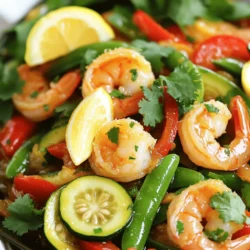 - 1 pound large shrimp, peeled and deveined - 2 tablespoons olive oil - 4 cloves garlic, minced - 1 red bell pepper, sliced - 1 cup snap peas - 1 medium zucchini, sliced into half-moons - 1 tablespoon cornstarch - 2 tablespoons soy sauce - 1 tablespoon fresh lemon juice - Zest of 1 lemon - Salt and pepper to taste - Fresh cilantro or parsley, for garnish - Lemon wedges, for serving When making Lemon Garlic Shrimp Stir Fry, start with fresh shrimp. Look for large shrimp that are peeled and deveined. This saves time and makes cooking easy. The shrimp should be plump and have a slight sheen. Next, gather your veggies. The red bell pepper adds sweetness and color. Snap peas give a nice crunch, while zucchini offers a soft texture. These veggies pair well with shrimp and absorb the flavors beautifully. For seasoning, cornstarch is key. It gives the shrimp a nice crust and helps the sauce stick. Soy sauce adds saltiness, while lemon juice and zest add brightness. Don’t forget to taste! Adjust the salt and pepper to your liking for perfect balance. Finally, for garnishing, fresh herbs like cilantro or parsley brighten the dish. Lemon wedges on the side add a zesty kick when served. This simple yet tasty preparation makes the dish visually appealing and delightful to eat. For the full recipe, be sure to check the detailed instructions! First, grab a medium bowl. Toss the shrimp with cornstarch, salt, and pepper. This helps the shrimp get a nice outer layer. Make sure each shrimp is coated well. This step adds texture and keeps them juicy. Next, heat 1 tablespoon of olive oil in a large skillet over medium-high heat. Once hot, add the shrimp. Stir-fry them for about 2-3 minutes. Watch for the shrimp to turn pink. When they do, they are ready. Remove them from the skillet and set them aside. Now, add the rest of the olive oil to the same skillet. Toss in the minced garlic and stir it for about 30 seconds. This step fills your kitchen with a great smell. Then, add the sliced bell pepper, snap peas, and zucchini. Stir-fry these veggies for 4-5 minutes. You want them tender but still crisp. Return the cooked shrimp to the skillet. Pour in the soy sauce, lemon juice, and lemon zest. Stir everything together. Cook for an additional 1-2 minutes. Make sure the shrimp and veggies get well-coated in the sauce. Finally, taste and adjust the seasoning. Add more salt and pepper if needed. Once done, remove the skillet from heat. Garnish with fresh cilantro or parsley before serving. For a bright touch, add lemon wedges on the side. For the complete guide, check out the Full Recipe. To get shrimp just right, watch the cooking time. Cook them for 2-3 minutes. Remove them as soon as they turn pink. Overcooked shrimp can become tough and rubbery. Trust me, you want them tender! You can make this dish healthier by using low-sodium soy sauce. This helps cut down on salt. Add extra veggies like carrots or broccoli for more nutrients. They add color and crunch, making the dish even better! For a beautiful plate, serve the stir-fry over rice or quinoa. This adds a nice base. Garnish with fresh herbs like cilantro or parsley. A few lemon wedges on the side give a pop of color and flavor. Check out the Full Recipe for more ideas! {{image_2}} I love adding a kick to my lemon garlic shrimp stir fry. You can easily spice things up. Just toss in some red pepper flakes or a dash of sriracha. Start with a pinch of red pepper flakes when cooking the garlic. If you want more heat, add more! Sriracha can also add flavor and heat. Just a spoonful will do the trick. Adjust it to your taste for a perfect blend. If shrimp isn't your thing, you can switch proteins. Chicken or tofu works great, too. For chicken, use boneless, skinless pieces. Cut them into bite-sized chunks. Cook them just like the shrimp. For tofu, use firm tofu and cut it into cubes. Sauté it until golden brown before adding the veggies. This keeps your meal diverse and fun. Feel free to tweak the veggies based on what's in season. Spring brings fresh asparagus and peas. In summer, you can use bell peppers or corn. Fall is perfect for adding squash or mushrooms. Winter veggies like broccoli or Brussels sprouts add a hearty touch. Mixing seasonal veggies not only boosts flavor but also keeps your dish fresh and healthy. To keep your Lemon Garlic Shrimp Stir Fry fresh, store leftovers in an airtight container. This helps keep the flavors and moisture locked in. Place the container in the fridge within two hours of cooking. Your stir fry will last up to three days. When you're ready to enjoy it again, make sure to check for any changes in color or smell. Reheating shrimp can be tricky. You want to avoid overcooking them. To reheat, use a skillet over low heat. Add a splash of water or broth to keep it moist. Heat for about three to five minutes, stirring gently. This keeps the shrimp juicy and tender. You can also microwave it, but use short bursts of 30 seconds to prevent rubbery shrimp. Yes, you can freeze the stir fry! Pack it in a freezer-safe bag or container. Try to remove as much air as possible. This helps prevent freezer burn. It will stay fresh for up to three months. To thaw, place it in the fridge overnight. Reheat it in a skillet when you’re ready to eat. Enjoy your delicious meal again! Yes, you can make this dish ahead of time. To meal prep, cook the shrimp and veggies as usual. Let them cool, then store in airtight containers. You can keep them in the fridge for up to three days. When ready to eat, just reheat in a pan until warm. This stir-fry pairs well with many side dishes. Here are some great options: - Steamed rice - Quinoa - Noodles - Cauliflower rice - A fresh salad Yes, it is great for meal prep. Store the stir-fry in an airtight container in the fridge. It will stay fresh for three days. To reheat, just warm it in a skillet over low heat. Stir gently to keep the shrimp tender. Shrimp is low in calories and high in protein. It is a good source of key vitamins and minerals. Here are some benefits: - Rich in omega-3 fatty acids - Contains antioxidants - Supports heart health - Low in saturated fat You can easily scale up the recipe for more people. To do this, just multiply each ingredient by the number of servings you want. For example, for eight servings, use two pounds of shrimp and double the veggies. This way, everyone can enjoy a delicious meal. For the full recipe, check the earlier section. In this blog post, we explored a delicious lemon garlic shrimp stir fry. We covered the key ingredients, cooking steps, and tips for the best results. You learned how to mix flavors and achieve perfect texture. I shared ways to make it healthier and variations to try. Finally, we discussed storage and meal prep options. Enjoy creating this easy dish that’s tasty and versatile. With just a few tweaks, you can make it your own. Happy cooking!