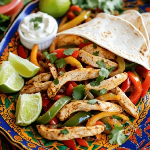 - 1 lb boneless, skinless chicken breasts, sliced into thin strips - 1 red bell pepper, sliced - 1 green bell pepper, sliced - 1 medium onion, sliced - 2 tablespoons olive oil - 2 teaspoons chili powder - 1 teaspoon cumin - 1 teaspoon smoked paprika - 1 lime, juiced - Salt and pepper to taste - 6 small flour tortillas - Fresh cilantro, for garnish - Sour cream and salsa, for serving To make your chicken fajitas, you will need: - A large bowl for mixing - A large skillet for cooking - A spatula for stirring - A knife and cutting board for slicing - Measuring spoons for the spices - A lime juicer for easy juice extraction Pair your fajitas with these tasty sides: - Mexican rice for a filling option - Refried beans for extra protein - Fresh guacamole for a creamy touch - Corn salsa for a sweet crunch - A simple green salad for freshness Using these ingredients and tools, you can create a delicious meal in no time. For the full recipe, check out the detailed steps. First, gather your ingredients. You will need chicken, spices, and lime juice. In a large bowl, add the sliced chicken. Sprinkle in the chili powder, cumin, and smoked paprika. Squeeze the lime juice over the chicken. Pour in the olive oil, and add salt and pepper. Mix everything well so the chicken gets coated. Let the chicken marinate for at least 15 minutes. This makes the chicken tasty. Now, heat a large skillet over medium-high heat. Once hot, add the marinated chicken. Cook for about 5 to 7 minutes. Stir the chicken often. You want it to get cooked through and have a nice char. After that, add the sliced onions and bell peppers. Cook them with the chicken for about 4 to 5 minutes. The veggies should get soft and a bit caramelized. While the chicken and veggies cook, warm the flour tortillas. You can do this in a separate skillet or microwave. Heat them for about 30 seconds until they feel soft. To put together the fajitas, take a warm tortilla. Spoon the chicken and veggie mix onto it. Add fresh cilantro on top. You can also add sour cream or salsa if you like. Fold the tortilla over the filling, and serve it hot. Enjoy your simple chicken fajitas! For the complete guide, check the Full Recipe. To get tender chicken, start with good quality meat. Always slice the chicken thin. This helps it cook faster and stay juicy. Marinate it for at least 15 minutes. The lime juice adds flavor and breaks down proteins. This makes the chicken more tender. Don't skip the spices! They boost the taste and keep the meat juicy. You can cook chicken fajitas in a skillet or on a grill. A skillet is easier and quicker. It gives a nice char when you cook on medium-high heat. You can stir it often, so it cooks evenly. A grill adds a smoky flavor. If you use a grill, make sure to preheat it. This helps the chicken sear well and keep its juices. To save time, prep your veggies in advance. Slice the peppers and onions the night before. Keep them in the fridge until you are ready to cook. You can also marinate the chicken ahead of time. This makes dinner prep quick and easy. Use a pre-made spice mix if you're in a hurry. It can cut down on measuring spices. For the full recipe, check out the Zesty Chicken Fajitas Fiesta. {{image_2}} You can make tasty vegetarian fajitas using fresh veggies. Try using mushrooms, zucchini, and eggplant. Just slice them up and cook them like you would the chicken. You can add black beans for protein and fiber. Don’t forget to season them well with chili powder and lime juice. This way, you’ll have a vibrant dish with lots of flavors. If you want to switch it up, try different proteins. Shrimp or beef work well too. For shrimp, just marinate the shrimp in the same spices. Cook them for about 3-4 minutes until they turn pink. For beef, use flank steak or chicken thighs. Slice them thin and follow the same steps as the chicken. Both options will give you a unique taste in your fajitas. To boost the flavors, add more spices or fresh herbs. Try fresh cilantro for a bright kick. You can also add jalapeños for heat. If you like smoky flavors, use chipotle powder instead of chili powder. Adjust the spice level based on your taste. More lime juice can add a refreshing touch. Experimenting with these options makes every meal fun and unique. For the full recipe, check out the Zesty Chicken Fajitas Fiesta. To keep your chicken fajitas fresh, store them in an airtight container. Make sure to let them cool to room temperature first. Place the fajitas in the fridge within two hours of cooking. They will stay good for about three days. If you have leftovers, separate the chicken and veggies from the tortillas. This helps keep everything fresh. When you're ready to eat, the best way to reheat fajitas is in a skillet. Heat a little oil over medium heat. Add the chicken and veggies, stirring often. This will help keep them juicy and flavorful. You can also reheat them in the microwave. Just place them on a plate and cover with a damp paper towel. Heat in 30-second intervals until warm. If you want to save some fajitas for later, freezing is easy. First, let the chicken and veggies cool completely. Then, place them in a freezer-safe bag. Remove as much air as possible before sealing. You can freeze them for up to three months. When you're ready to eat, thaw in the fridge overnight. Reheat as mentioned above. This way, you can enjoy your zesty chicken fajitas anytime! For the full recipe, check the beginning of the article. Yes, you can prep chicken fajitas ahead. Marinate the chicken for up to 24 hours. Store the marinated chicken in the fridge. Slice the veggies and keep them in the fridge too. When you’re ready, cook everything in a skillet. This speeds up your meal time. If you want a substitute for tortillas, try lettuce wraps. They are low-carb and fresh. You can also use whole wheat wraps or corn tortillas. For a fun twist, try using pita bread. Each option adds its own flavor and texture to your dish. To boost the spice level, add fresh jalapeños or serrano peppers. You can also mix in hot sauce or cayenne pepper. For a smoky flavor, include chipotle powder. Adjust spices to fit your taste. Start slow, and keep adding until it’s just right. We covered the essential ingredients and tools for making delicious chicken fajitas. You learned step-by-step instructions to cook and assemble your meal. I shared tips for tender chicken and cooking methods. You saw variations, storage tips, and answers to common questions. These tips will help you create tasty fajitas. Enjoy making them for yourself and your friends! Happy cooking!