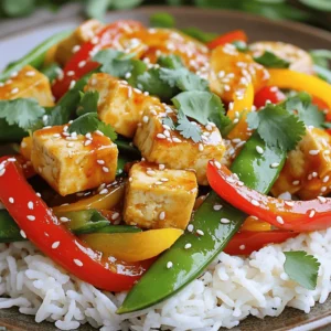For this dish, you need key ingredients that make it tasty and colorful. Here’s what you'll use: - 1 block (14 oz) firm tofu, pressed and cubed - 2 tablespoons cornstarch - 2 tablespoons vegetable oil - 1 red bell pepper, sliced - 1 yellow bell pepper, sliced - 1 cup snap peas, trimmed - 2 green onions, chopped - 3 cloves garlic, minced - 1 tablespoon fresh ginger, minced - 1/3 cup sweet chili sauce - 2 tablespoons soy sauce - 1 tablespoon sesame oil These ingredients work well together. The tofu gives protein. The sweet chili sauce adds a nice kick. You’ll need some basic items from your pantry. These are common and easy to find: - Cornstarch - Vegetable oil - Soy sauce - Sesame oil These staples help to enhance the flavors. They also help with texture and cooking. Garnishes add a beautiful touch. They make your dish look fresh and inviting. Here are some good choices: - Sesame seeds - Fresh cilantro These garnishes add color and a hint of flavor. They make your Sweet Chili Tofu Stir Fry stand out on the plate. For the full recipe, check the details above. Enjoy the cooking process! First, we need to prep the tofu. Start by pressing it to remove water. Wrap the block of tofu in a clean kitchen towel. Place a heavy object on top for about 15 minutes. This helps the tofu stay firm when you cook it. After that, cut the tofu into 1-inch cubes. Toss these cubes gently in cornstarch until they are well coated. This gives them a nice crunch. Now, heat a large skillet or wok over medium-high heat. Add 2 tablespoons of vegetable oil to the skillet. Once the oil is hot, carefully add the tofu cubes. Cook them for about 8 to 10 minutes. Turn them occasionally so they cook evenly. You want them golden and crispy on all sides. When done, remove the tofu and set it aside on a plate. In the same skillet, it's time for the veggies! Add the sliced red and yellow bell peppers, along with the snap peas. Stir-fry these for about 3 to 4 minutes. You want them to be bright and tender-crisp. Next, add the minced garlic and ginger. Stir-fry for another minute until you smell their great aroma. Now, return the cooked tofu to the skillet. Pour in 1/3 cup of sweet chili sauce and 2 tablespoons of soy sauce. Stir well so that everything is coated. Drizzle 1 tablespoon of sesame oil over the mix. Stir for another 1 to 2 minutes until everything is heated through. Finally, remove from heat and garnish with chopped green onions, sesame seeds, and fresh cilantro. Serve hot for a delicious meal! For the complete details, check out the Full Recipe. Tofu can be soft. To make it crispy, press it well. Here’s how: wrap the tofu in a clean towel. Place a heavy object on top for 15 minutes. This removes moisture. After pressing, cut the tofu into cubes. Coat each piece in cornstarch. This helps achieve that delightful crunch when frying. Use medium-high heat in your pan. Cook the tofu until golden on all sides, about 8-10 minutes. Choosing the right veggies is key. I love using bell peppers for color and crunch. Snap peas add a nice snap too. Other great options are broccoli, carrots, or bok choy. These veggies cook quickly, keeping their bright colors. Aim for a mix of textures and colors. This makes your dish appealing and tasty. Flavor is everything in cooking. Sweet chili sauce is the star here. It's sweet and slightly spicy. Soy sauce adds depth. For a hint of nuttiness, drizzle sesame oil at the end. You can also add garlic and ginger. These bring warmth and zest. Don’t forget to taste as you cook! Adjust the flavors to your liking. For more excitement, try adding a splash of lime juice or some chili flakes. For the complete method, check out the Full Recipe. {{image_2}} You can add protein to your Sweet Chili Tofu Stir Fry for more texture. Chicken, shrimp, or beef work well. Just cut the protein into small pieces. Cook them first, then add veggies and tofu. You can also use tempeh or seitan for a plant-based option. These choices make the dish filling and fun. Feel free to swap out vegetables in the stir fry. Broccoli, carrots, or mushrooms can bring new flavors. You can even add zucchini or eggplant for a different taste. Just make sure to cut them into small pieces for even cooking. This way, you can use what you have at home. It keeps the dish fresh and exciting. You can adjust the spice level of your stir fry. For a spicy kick, add red pepper flakes or sliced jalapeños. If you prefer it sweeter, add more sweet chili sauce. You can also mix in honey or maple syrup for added sweetness. Play with the flavors until it suits your taste. This way, you can create your perfect dish every time. To store leftover Sweet Chili Tofu Stir Fry, wait for it to cool. Place it in an airtight container. Keep it in the fridge. It will stay fresh for up to three days. I recommend using glass containers for best results. They help keep the flavors intact. To reheat your stir fry, use a skillet or microwave. If using a skillet, add a splash of water. Heat over medium heat until warm. This keeps the tofu from drying out. If you use a microwave, cover the bowl with a lid or damp paper towel. Heat in short bursts, stirring in between. You can freeze Sweet Chili Tofu Stir Fry, but texture may change. To freeze, place the cooled stir fry in a freezer-safe bag. Remove as much air as possible. It can last for up to two months in the freezer. When ready to eat, thaw it in the fridge overnight. Reheat in a skillet for the best taste. For more details, check out the Full Recipe. Yes, you can use different types of tofu. Firm or extra-firm tofu works best. Soft tofu may break apart during cooking. Silken tofu is not ideal for stir-fry. You can serve this dish with rice or quinoa. Steamed jasmine rice is a great option. Noodles also pair well. Add a side salad for extra crunch. This recipe is already vegan! All the ingredients are plant-based. Just ensure your sweet chili sauce is vegan. Some brands add fish sauce, so check the label. Avoid rushing the pressing of the tofu. This step is key for crispiness. Also, do not overcrowd the pan while cooking tofu. This can lead to steaming instead of frying. Lastly, adjust sauce amounts to your taste. Less sauce can keep the dish from being too wet. For a full recipe, check the details above. Sweet Chili Tofu Stir Fry is easy to make and full of flavor. We covered the main ingredients, like tofu and pantry staples, to create this dish. I shared tips for cooking crispy tofu and choosing the best veggies. You can even change it up with different proteins or spice levels. When storing leftovers, you can freeze or reheat them easily. Remember, cooking is fun and creative. Enjoy your Sweet Chili Tofu Stir Fry and share it with others!