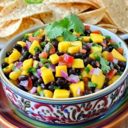 - 1 ripe mango, finely diced - 1 can (15 oz) black beans, rinsed and drained - 1 red bell pepper, diced - 1 small red onion, finely chopped - 1 jalapeño, seeded and minced (adjust for spice preference) - 1 tablespoon fresh cilantro, chopped - 2 tablespoons lime juice - 1 tablespoon olive oil - Salt and pepper to taste Gathering the right ingredients is key to making Mango Black Bean Salsa. Start with a ripe mango. The mango should be firm but slightly soft when you press it. This gives the best flavor and sweetness. You will also need a can of black beans. Rinsing and draining them helps remove excess sodium. Next, the red bell pepper adds a nice crunch and sweetness. Chop it into small pieces. The small red onion adds a sharp taste. Finely chop it to mix well. For heat, use jalapeño. Seed it first if you want less spice. You will also need fresh cilantro for a fresh herb taste. Chop it finely. Lime juice adds brightness to the salsa. Olive oil helps blend everything together. Lastly, season with salt and pepper to taste. This is a simple mix of fresh and canned items, perfect for a quick dish. For the full recipe, check out the detailed steps. - In a large mixing bowl, combine the diced mango, black beans, diced red bell pepper, chopped red onion, and minced jalapeño. - Add the chopped cilantro to the bowl and gently mix to combine the ingredients without mashing the beans or mango. - Drizzle the lime juice and olive oil over the mixture. Season with salt and pepper to your taste. - Toss everything together lightly until the salsa is well mixed. - Let the salsa sit for about 15-20 minutes to allow the flavors to meld together before serving. - Allow the salsa to rest for 15-20 minutes for flavors to meld. - Adjust seasoning to taste before serving. - Use fresh lime juice for best flavor. It brightens up all the other tastes. - Consider adding a pinch of sugar if the mango is tart. This can balance the flavors. - Best served with tortilla chips or as a topping for grilled meats. It adds a fresh twist to any dish. - Garnish with extra cilantro for visual appeal. This makes the salsa pop on your plate. For the complete recipe, check the Full Recipe section. {{image_2}} You can switch things up with simple swaps. For a different protein source, try chickpeas instead of black beans. They add a nutty flavor and a nice texture. If you want a milder taste, use red onion instead of green onion. This change keeps the dish fresh but softens the bite. This salsa is very flexible in how you serve it. You can enjoy it as a dip with chips, or mix it into a salad for added flair. For a unique twist, try topping your fish tacos with this salsa. It brings a bright flavor that pairs well with the fish. For the full recipe, check the details above! - Store in an airtight container in the fridge for up to 3 days. - Good to use within 24 hours for optimal freshness. Keeping your mango black bean salsa fresh is simple. After making it, grab a clean, airtight container. This helps keep out air and moisture, which can spoil the salsa. I recommend eating it within a day for the best taste. The flavors shine best when fresh. - Freezing is not recommended due to ingredient texture changes. - If needed, use within one month after freezing. Freezing salsa is tricky. The mango and beans can become mushy when thawed. If you must freeze it, use an airtight container and keep it for no more than a month. When you thaw it, expect a change in texture. You might want to serve it in a soup or blend it into a sauce instead. For the best experience, enjoy your salsa fresh! To see how to make it, check the Full Recipe. Yes, but for the best flavor and texture, it's recommended to prepare it fresh or no more than 1-2 hours in advance. This salsa tastes best right after you mix it. The longer it sits, the softer the mango and beans become. You lose the fresh crunch that makes it so good. Try using diced peaches or pineapples for a different fruit twist. Both options add sweetness and a nice texture. Peaches give a soft bite, while pineapples bring a bit of tang. Each choice adds a fun twist to the salsa. Yes, it’s full of vitamins, fiber, and low in calories, making it a nutritious choice. The mango brings vitamin C, while black beans add protein and fiber. This salsa gives you a tasty way to enjoy healthy ingredients. You can feel good about adding it to your meals. Check the full recipe for more details! This blog post shared a simple, tasty recipe for Mango Black Bean Salsa. You learned the key ingredients and easy steps to make it. I also offered tips to boost flavor and serving suggestions to enjoy it. This salsa is fresh, healthy, and perfect for any meal. You can customize it and store it easily. Enjoy trying this recipe and experimenting with new variations!