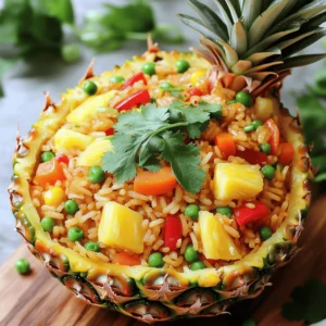 For a tasty pineapple fried rice, you need a few key items: - 2 cups day-old jasmine rice - 1 cup fresh pineapple, diced - 1/2 cup bell pepper (red or yellow), diced - 1/2 cup peas and carrots (frozen mix is fine) - 2 green onions, thinly sliced - 2 cloves garlic, minced - 2 tablespoons soy sauce - 1 tablespoon sesame oil - 1 tablespoon vegetable oil - 1/2 teaspoon ground black pepper - Salt to taste These ingredients create a nice blend of sweet and savory flavors. The jasmine rice gives a soft texture, while the pineapple adds a bright, fruity note. If you want to jazz up your dish, consider adding: - Cooked shrimp or chicken for protein - Cashews for crunch - Red pepper flakes for heat - Fresh cilantro or additional green onions for garnish These additions can make your meal even more exciting and tailored to your taste. Don't have jasmine rice? Try using brown rice or basmati rice instead. You can swap fresh pineapple for canned pineapple, just drain it well. If you want a vegetarian dish, skip the meat and add more veggies like zucchini or broccoli. This recipe is flexible, so feel free to experiment with what you have on hand. Remember, cooking is all about creativity! For the complete cooking guide, check the Full Recipe. First, gather your ingredients. This makes cooking smooth and fun. Here’s what you need: - 2 cups day-old jasmine rice - 1 cup fresh pineapple, diced - 1/2 cup bell pepper (red or yellow), diced - 1/2 cup peas and carrots (frozen mix is fine) - 2 green onions, thinly sliced - 2 cloves garlic, minced - 2 tablespoons soy sauce - 1 tablespoon sesame oil - 1 tablespoon vegetable oil - 1/2 teaspoon ground black pepper - Salt to taste - Optional garnish: Fresh cilantro or additional green onions Make sure to use day-old rice. Fresh rice can be too sticky. If you only have fresh rice, spread it out on a baking sheet to cool. This helps it dry out a bit. Now, let’s cook! Start by heating the vegetable oil in a large skillet or wok over medium-high heat. Add the minced garlic. Sauté for about 30 seconds. This brings out a nice flavor. Next, toss in the diced bell pepper and the frozen peas and carrots. Stir-fry them for 3-4 minutes. You want them soft but still colorful. Now, add the diced pineapple. Stir gently for another minute. You want it warm but not mushy. It’s time for the rice! Add the day-old jasmine rice to the skillet. Break up any clumps with a spatula. Pour the soy sauce and sesame oil over the rice. Stir everything well to mix the flavors. Sprinkle in the ground black pepper and salt to taste. Keep stir-frying for 3-4 minutes. Make sure everything is heated and mixed nicely. Finally, add the sliced green onions. Mix well and then remove the skillet from the heat. Transfer the fried rice to a serving dish or individual bowls. For a fun twist, serve it in a hollowed-out pineapple. This makes your meal look extra special. You can garnish with fresh cilantro or more green onions for a bright touch. For more details, check the Full Recipe. Enjoy your easy pineapple fried rice! To make great fried rice, use day-old jasmine rice. It has less moisture. Fresh rice can clump together. Spread fresh rice on a baking sheet to cool. This helps keep the rice fluffy. Always heat your skillet or wok before adding oil. A hot pan gives you that nice sear. Stir-fry quickly to lock in flavors. Keep the ingredients moving to prevent burning. Chop all your veggies before cooking. This makes the process smooth and fast. You can also use a frozen mixed veggie bag. It saves time on prep. If you’re in a rush, pre-cooked shrimp or chicken can speed things up. Just toss them in during the last minute of cooking. You can have a meal ready in just 20 minutes! Add a splash of lime juice for extra zing. It brightens up the dish nicely. Fresh herbs like cilantro can boost flavor too. Don't be shy with soy sauce; it adds depth. If you like heat, consider adding sriracha or red pepper flakes. A pinch of sugar can balance the flavors well. For more ideas, check the full recipe for more tips on enhancing taste. {{image_2}} You can easily make this dish vegetarian or vegan. Simply skip the meat and focus on the vibrant veggies. Use extra peas, bell peppers, or mushrooms for a hearty meal. You can also add tofu for protein. Just sauté it until golden before adding rice. This keeps the dish light and fresh. If you want more protein, chicken or shrimp works well. Cook the chicken or shrimp first in your skillet. Once they're done, remove them and add the veggies. Then, combine everything back in when you add the rice. For a meatless option, tofu is great too. Just make sure to press it to remove excess water. This helps it fry better and adds a nice texture. Want some heat? You can easily spice it up. Add chopped jalapeños or red pepper flakes while cooking. This builds flavor and warmth. For an extra kick, drizzle some sriracha on top before serving. The sweet pineapple balances the spice perfectly, creating a mouthwatering dish. For the complete flavor experience, check the Full Recipe. Store your leftover pineapple fried rice in an airtight container. Let it cool to room temperature first. This helps keep the rice fresh and tasty. Place the container in the fridge. It will last for about 3 to 4 days. If you want to keep it longer, freezing is a good option. When you are ready to eat the leftovers, reheat them carefully. You can use the stove or microwave. If using the stove, add a splash of water or oil to keep it moist. Heat on low to avoid drying it out. Stir often to warm it evenly. For the microwave, cover the container with a damp paper towel. This helps steam the rice, keeping it fluffy. To freeze your pineapple fried rice, place it in a freezer-safe bag. Remove as much air as possible before sealing. Label the bag with the date. It can stay in the freezer for up to 2 months. When you're ready to use it, thaw it in the fridge overnight. Then, reheat it as mentioned above. Enjoy your delicious meal anytime! For the full recipe, check out the Tropical Delight: Easy Pineapple Fried Rice. Yes, you can use fresh rice, but day-old rice works better. Fresh rice holds more moisture. This moisture can make your fried rice sticky. If you use fresh rice, cool it first. Spread it on a baking sheet to dry out. This will help keep your rice fluffy. If you want to swap out pineapple, there are tasty options. Mango adds a sweet twist. You could also try diced peaches or even apples. For a tangy flavor, use diced kiwi or pomegranate seeds. Each fruit brings its unique touch, so pick what you like! To spice up your fried rice, add chili flakes or hot sauce. You can start with a little and taste as you go. If you prefer less heat, skip the spicy additions. You can also balance spice with a bit of sugar or honey. This keeps your dish flavorful and well-rounded. Easy pineapple fried rice is a simple dish packed with flavor. We covered essential and optional ingredients, plus great substitutes. The step-by-step guide made cooking easy, and serving suggestions add fun. I shared tips to ensure perfect rice and save time. You can also explore tasty variations like vegan options and spicy twists. In the end, this dish is flexible and satisfying. Create your favorite version, and enjoy its bright taste!