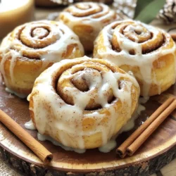To make your homemade cinnamon rolls soft and buttery, you need a few simple ingredients. Here’s what you will need: - 4 cups all-purpose flour - 1 packet (2 1/4 teaspoons) instant yeast - 1/2 cup granulated sugar - 1 teaspoon salt - 1 cup warm milk (110°F) - 1/3 cup unsalted butter, melted - 2 large eggs - 1 tablespoon vanilla extract - 1 tablespoon ground cinnamon - 1/2 cup brown sugar, packed - 1/4 cup unsalted butter, softened (for filling) - Cream cheese icing (for drizzling) These ingredients work together to create a fluffy, sweet treat. The flour gives structure, while the instant yeast helps the dough rise. Warm milk and melted butter make the rolls tender and rich. The eggs add moisture and richness, and the sugar sweetens the dough. Ground cinnamon and brown sugar provide the warm, cozy flavor we all love. When gathering your ingredients, make sure they are fresh. This step helps ensure that your cinnamon rolls turn out perfect every time. For the best results, use real butter and high-quality vanilla extract. These small choices will make a big difference in taste. If you want to try the Full Recipe, just follow the steps on how to mix and bake these delightful rolls. Each bite will be soft, buttery, and filled with sweet cinnamon goodness. To start, gather your ingredients. In a large bowl, combine warm milk, melted butter, and sugar. Mix them well. Next, sprinkle the instant yeast over the top. Let it sit for about 5 minutes until it gets foamy. This shows the yeast is alive. Now, add the eggs, vanilla extract, and salt. Mix these in until combined. Gradually add flour, one cup at a time, until you form a soft dough. Now, it’s time to knead. Dust your counter with flour and place the dough on it. Knead the dough for about 5 to 7 minutes. You want it smooth and elastic. Once done, place it in a greased bowl. Cover it with a clean cloth. Let it rise in a warm spot until it doubles in size. This usually takes about an hour. Once the dough has risen, punch it down gently. Roll the dough into a rectangle, about 1/4 inch thick. Spread the softened butter evenly across the surface. In a small bowl, mix brown sugar and ground cinnamon. Sprinkle this mixture over the buttered dough. Starting from one edge, roll the dough tightly into a log. Pinch the seam to seal it. Cut the rolled dough into 12 equal pieces. Place the rolls in a greased baking dish. Cover them again and let them rise for about 30 minutes. In the meantime, preheat your oven to 350°F (175°C). Bake the rolls for 20 to 25 minutes, or until they turn golden brown. While they bake, prepare the cream cheese icing. Mix softened cream cheese with powdered sugar and milk until smooth. Adjust to your taste. Once the rolls are done, let them cool for a few minutes. Drizzle the icing over the warm rolls for a sweet finish. For the full recipe, feel free to check out the details provided earlier. - Ensure milk is at the right temperature: Use warm milk at about 110°F. This helps activate the yeast. If the milk is too hot, it can kill the yeast. If it’s too cold, the dough won’t rise well. - Knead thoroughly for the best texture: Knead your dough for about 5 to 7 minutes. This makes the dough smooth and stretchy. A well-kneaded dough traps air, which helps it rise nicely. - How to achieve golden brown rolls: Bake your rolls at 350°F (175°C). Keep an eye on them around 20 minutes. A golden brown top means they are done. If they brown too fast, cover them with foil. - Best served warm with icing: Serve your cinnamon rolls fresh from the oven. Drizzle them with cream cheese icing while they are warm. This makes the icing melt into the rolls, creating a delicious treat. - Optional garnishes for presentation: For a beautiful look, sprinkle a little cinnamon on top. You can also add whole cinnamon sticks around the plate for a nice touch. This makes the rolls look as good as they taste! {{image_2}} For those who follow a vegan diet, you can make simple swaps. Use plant-based milk, like almond or oat milk, instead of regular milk. Replace the eggs with flaxseed meal or applesauce. For the butter, a vegan butter works just as well. These changes keep the cinnamon rolls soft and tasty. If you're gluten-free, there are options too. Use a gluten-free all-purpose flour blend. Make sure it includes a binding agent like xanthan gum. This helps the rolls hold together and rise properly. With these swaps, you can enjoy delicious cinnamon rolls without worry. Adding nuts or dried fruits can take these rolls to a new level. Chopped walnuts or pecans add crunch and richness. Dried cranberries or raisins bring a sweet and tangy flavor. Just sprinkle them over the filling before rolling up the dough. You can also play with the icing. Instead of cream cheese icing, try a simple sugar glaze. Mix powdered sugar with milk and vanilla extract. For something different, melt dark chocolate or white chocolate for drizzling. Each variation adds a unique twist to your cinnamon rolls. Explore these options to find your favorite. The full recipe is a great base for all your creative ideas! To keep your homemade cinnamon rolls fresh, store them at room temperature. Place the rolls in an airtight container. This helps keep them soft. If you don't have a container, wrap them tightly in plastic wrap. Make sure to avoid leaving them uncovered. They can last at room temperature for up to three days. If you want to refrigerate your rolls, first let them cool completely. Then, place them in a container with a lid. They can stay fresh in the fridge for about a week. Just remember, refrigeration may make them a bit firmer. To reheat your cinnamon rolls, use the microwave. Heat them for about 15 to 20 seconds. This warms them up nicely. If you prefer, you can also use the oven. Preheat it to 350°F (175°C) and bake for about 5-10 minutes. This helps restore their soft texture. For freezing, wrap each roll in plastic wrap. Then, place them in a freezer bag or container. They can last for up to three months in the freezer. When you want to enjoy them, thaw them overnight in the fridge. After that, reheat them as mentioned before. This way, they taste almost as fresh as the day you made them. How long do homemade cinnamon rolls last? Homemade cinnamon rolls stay fresh for about 2 to 3 days at room temperature. Store them in an airtight container. If you want them to last longer, put them in the fridge for up to a week. You can also freeze them for about 2 months. Just wrap them well to prevent freezer burn. Can you make the dough ahead of time? Yes, you can make the dough ahead of time! Prepare the dough and let it rise. Once it doubles, punch it down and shape your rolls. Instead of rising again, cover them tightly and place them in the fridge overnight. When ready, let them sit at room temp for 30 minutes before baking. What can I substitute for cream cheese in the icing? If you want to swap out cream cheese, use mascarpone cheese or ricotta cheese. Both options give a rich taste. You can also mix powdered sugar and milk for a simple glaze. Just adjust the sugar for sweetness. What to do if the dough doesn’t rise? If your dough doesn’t rise, check the yeast. It needs to be fresh and activated properly. Make sure your wet ingredients are warm, not hot. If the dough is too cold, it won’t rise well. Place it in a warm spot, like near an oven. Why are my cinnamon rolls dense? Dense cinnamon rolls often come from using too much flour or not kneading enough. Make sure to measure flour correctly. Too little yeast can also cause density. Always check that your yeast is alive before using it. How can I make my icing smoother? To make smoother icing, mix it well and add a splash of milk. If it’s too thick, add more milk, a little at a time. Use a whisk or electric mixer for a creamy texture. Making cinnamon rolls from scratch is rewarding. You learned the essential ingredients, clear steps, and useful tips. Remember to knead well and let your dough rise properly. Explore variations for dietary needs or flavors. Store rolls correctly to keep them fresh. These rolls can impress anyone at your next gathering. Enjoy the process and delight in the warm, sweet results!