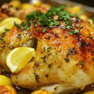 To make a tasty lemon garlic roasted chicken, you'll need these key items: - 1 whole chicken (about 4-5 pounds) - 4 cloves of garlic, minced - 2 lemons (1 for juice, 1 for wedges) - 4 tablespoons olive oil - 2 teaspoons dried thyme - 2 teaspoons dried rosemary - Salt and pepper to taste - Fresh parsley for garnish These ingredients create a bright and savory flavor. The lemon adds a zing, while the garlic gives depth. You can enhance your chicken with these extras: - Fresh herbs (like basil or oregano) - A splash of white wine - Sliced onions or shallots - A pinch of red pepper flakes for heat These options allow you to customize the flavor. Try them to find your favorite twist. Gather these tools before you start: - Roasting pan - Roasting rack - Small bowl for mixing - Sharp knife for carving - Meat thermometer Having the right tools makes cooking easier and more fun. They help ensure your chicken turns out perfect every time. For the full recipe, check the details provided above. Start by gathering your ingredients. You need a whole chicken, garlic, lemons, olive oil, thyme, rosemary, salt, and pepper. First, preheat your oven to 425°F (220°C). Next, pat the chicken dry with paper towels. This step is key for crispy skin. In a small bowl, mix minced garlic, olive oil, lemon juice, thyme, rosemary, salt, and pepper. This mix is your marinade. Rub it all over the chicken. Make sure to get it under the skin for deep flavor. Cut one lemon into wedges and stuff them inside the chicken along with some extra garlic if you like. Place the chicken breast-side up on a roasting rack in a pan. Roast it in your hot oven for about 1 hour and 20 minutes. Halfway through, baste the chicken with the juices from the pan. This keeps it moist and adds flavor. The chicken is done when the internal temperature reaches 165°F (75°C). A meat thermometer helps you check this easily. Once the chicken is cooked, take it out of the oven. Let it rest for at least 10-15 minutes before you carve. Resting allows the juices to settle, making each bite juicy. While it cools, you can prepare your sides. Fresh parsley makes a nice garnish. You can find the full recipe in the previous section to guide you through this delightful dish. To get that golden, crispy skin, start with a dry chicken. After washing, pat it dry with paper towels. This helps remove moisture that can make the skin soggy. Next, rub olive oil over the entire chicken. The oil helps the skin crisp up as it cooks. Make sure to sprinkle salt all over. Salt draws out moisture and creates a lovely crust. Lastly, roast the chicken at a high heat of 425°F (220°C) for the best results. Using a good marinade can make a big difference. I mix minced garlic, olive oil, lemon juice, thyme, and rosemary. This mix not only adds flavor but also tenderizes the meat. Rub the marinade all over the chicken, including under the skin. This way, the flavors soak in deeply. For extra zest, add lemon wedges inside the chicken cavity. The heat will release their juices, enhancing the flavor even more. Cooking time depends on the size of your chicken. For a whole chicken weighing 4-5 pounds, roast it for about 1 hour and 20 minutes. If your chicken is larger, you might need to cook it longer. Always check the internal temperature. It should reach 165°F (75°C) for safe eating. If you use smaller pieces, adjust the time down to about 30-40 minutes. Basting with pan juices halfway through cooking can also add moisture and flavor. For the full recipe, see the section above. {{image_2}} You can switch up the herbs for Lemon Garlic Roasted Chicken to find your perfect taste. Try using fresh herbs like basil or oregano instead of dried thyme and rosemary. Fresh herbs bring a bright flavor that can make the dish feel new. You can also add a touch of dill or tarragon for a unique twist. Just remember to use about three times the amount of fresh herbs as dried ones. An air fryer is a great tool for cooking Lemon Garlic Roasted Chicken. It cooks faster and gives you crispy skin. Start with the same marinade. Prepare the chicken as you normally would. Place it in the air fryer basket breast-side down first. Cook it at 360°F for about 30 minutes. Then flip it over and cook for another 30 minutes or until it reaches 165°F inside. Check the chicken often to avoid overcooking. If you love that rotisserie flavor, you can achieve it at home. Simply season your chicken with the lemon garlic marinade and let it sit for a while. If you own a rotisserie attachment, use it! Cook the chicken according to the rotisserie instructions. This method gives you juicy meat and crispy skin, just like the store-bought version. Serve it with your favorite sides for a complete meal. For the full details on making Lemon Garlic Roasted Chicken, check out the Full Recipe. After you enjoy your lemon garlic roasted chicken, store leftovers properly. Let the chicken cool to room temperature. Then, wrap it tightly in plastic wrap or foil. You can also place it in an airtight container. This keeps the chicken fresh for up to three days in the fridge. Make sure to keep any juices with the chicken. They add great flavor when reheating. Reheating leftover chicken can be tricky. You want to keep it moist and tasty. Preheat your oven to 350°F (175°C). Place the chicken in an oven-safe dish. Cover it with foil to lock in moisture. Heat for about 20 minutes or until warm. You can also use a microwave. Just be careful not to overheat. This can dry out the meat. If you want crispy skin, a quick broil at the end works wonders. Freezing is a smart way to save leftovers. Cut the chicken into pieces for easy use later. Place the pieces in freezer bags. Remove as much air as possible before sealing. Use labels with dates to keep track. The chicken can stay in the freezer for up to three months. When you’re ready to eat, thaw it in the fridge overnight. This keeps it safe and tasty. For quick meals, try using it in soups or salads. For the full recipe, check out the Lemon Garlic Roasted Chicken section above. Yes, you can use chicken parts. Thighs, breasts, and drumsticks all work well. Just adjust the cooking time. Chicken parts cook faster than a whole chicken. Aim for 30 to 45 minutes based on thickness. Ensure the internal temperature reaches 165°F (75°C) for safety. Absolutely! Marinating overnight adds depth to the dish. It allows the garlic and lemon to soak into the chicken. Just cover the chicken well and store it in the fridge. This method enhances flavor and tenderness for a truly delicious meal. Many sides go great with this chicken. Here are some ideas: - Roasted vegetables like carrots and potatoes - A fresh green salad with lemon vinaigrette - Garlic mashed potatoes for creaminess - Quinoa or rice for a hearty option These sides complement the bright flavors of the chicken perfectly. For the full recipe, check out the Lemon Garlic Roasted Chicken section. Lemon Garlic Roasted Chicken is simple and tasty. We covered key ingredients and cooking tools needed. I shared steps to prepare, cook, and check doneness. You learned tricks for crispy skin and flavor-packed marinades. I also gave storage tips for leftovers and fun variations like air fryer options. Enjoy this dish for any meal, and try different herbs for new tastes. Your family will love it!