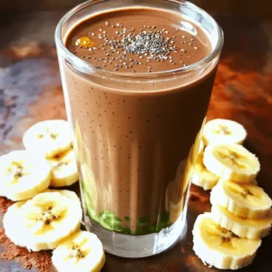 To make the Healthy Chocolate Banana Smoothie, you need a few key ingredients. Here is what you will need: - 2 ripe bananas, sliced and frozen - 1 cup unsweetened almond milk (I like using Almond Breeze or Silk) - 2 tablespoons unsweetened cocoa powder (look for Ghirardelli or Hershey's) - 1 tablespoon almond butter (or peanut butter) - 1 tablespoon chia seeds - 1 tablespoon honey or maple syrup (optional for extra sweetness) - 1/2 teaspoon vanilla extract - A pinch of salt - 1/2 cup spinach (optional for added nutrition) - Ice cubes (optional, for a thicker smoothie) This smoothie packs a punch! Each serving has about 250 calories, 10 grams of fat, and 35 grams of carbohydrates. The bananas provide potassium and fiber. Cocoa powder adds antioxidants and a rich chocolate flavor. Almond milk is low in calories and dairy-free, making it a great base. Chia seeds boost protein and omega-3s. Adding spinach gives you more vitamins without changing the taste. Want to make your smoothie even better? Here are some optional add-ins: - Protein powder: This adds protein and keeps you full longer. - Oats: Oats add fiber and make your smoothie thicker and heartier. These choices not only enhance flavor but also improve the health benefits of your smoothie. Plus, they keep it fun and interesting! You can experiment and find what you love. Enjoy blending and sipping! To make the perfect Healthy Chocolate Banana Smoothie, follow these simple steps: 1. Start with the frozen bananas: Slice two ripe bananas and freeze them. This gives a creamy texture. 2. Blend the base: In a blender, add the frozen bananas, one cup of almond milk, two tablespoons of unsweetened cocoa powder, and one tablespoon of almond butter. 3. Add nutritional boosters: Put in one tablespoon of chia seeds, one tablespoon of honey or maple syrup if you want it sweeter, and half a teaspoon of vanilla extract. Don't forget a pinch of salt. 4. Optional greens: For extra nutrition, toss in half a cup of spinach. It won’t change the taste! 5. Blend until smooth: Blend on high until everything is creamy and smooth. If you want it thicker, throw in a few ice cubes and blend again. 6. Taste and adjust: Try your smoothie. If you want it sweeter, add more honey or syrup. 7. Pour and enjoy: Serve your smoothie cold in your favorite glass. Tips for Creamy Smoothies: Make sure your bananas are well-frozen. This helps achieve a thick and rich texture. If your smoothie is too thick, you can add more almond milk and blend again. To make your smoothie look fancy, consider these ideas: - Garnish: Add a sprinkle of cocoa powder or a few chia seeds on top. You can also slice a banana and place it on the rim of the glass. - Glassware: Use clear glasses to show off the beautiful color of your smoothie. A tall glass or a mason jar works well. - Accompaniments: Pair your smoothie with whole-grain toast or a handful of nuts for a balanced snack. Sometimes, blending can be tricky. Here are some common problems and how to fix them: - Too thick?: If your smoothie is too thick, just add a splash of almond milk and blend again. - Too thin?: If it's too thin, add more frozen bananas or ice cubes and blend until creamy. - Lumpy texture?: Make sure to blend long enough. If needed, stop the blender, stir, and blend again for a smooth finish. With these steps, you will create a delightful Healthy Chocolate Banana Smoothie! For the complete list of ingredients and detailed instructions, check out the Full Recipe. You might not have almond milk or nut butter on hand. No problem! You can use any milk you prefer, like oat or soy milk. For nut butter, sunflower seed butter works well. It gives the same creamy texture. If you want vegan options, just skip honey. Use agave syrup or maple syrup instead. They add sweetness without animal products. To get that perfect smoothie texture, blend your ingredients in the right order. Start with liquids, then add soft items like bananas. Next, add powders and seeds. Finally, add any greens. This order helps everything mix well. If you want a thicker smoothie, add ice cubes last. For blending, a high-speed blender works best. It makes smoothies creamy and smooth, but any blender can work if you blend long enough. Want to boost the nutrition? Add superfoods! Chia seeds already help, but you can add flax seeds or hemp seeds too. They give extra fiber and omega-3s. Adding spinach is a great idea. It adds vitamins without changing the taste. You won't even notice it's there! This smoothie can be a powerhouse of nutrition with just a few tweaks. For the full recipe, check out the Healthy Chocolate Banana Smoothie section. {{image_2}} You can change the taste of your smoothie in fun ways. Try adding fresh mint for a cool twist. Berries, like strawberries or blueberries, add a sweet and tangy flavor. You can also swap out almond butter for other nut butters, like cashew or sunflower seed. Each nut butter brings its own unique taste and nutrition. Seasonal fruits can make your smoothie special. In summer, add fresh peaches or mango for a tropical vibe. For fall, think about adding pumpkin puree and a sprinkle of cinnamon. This gives your smoothie a cozy, autumn flavor. You can even try a bit of nutmeg for extra warmth. You can easily make this smoothie fit different diets. For a keto option, use coconut milk and skip the bananas. If you want a vegan choice, the base recipe already works great. Just avoid honey and use maple syrup instead. For allergies, make sure to choose nut-free milk and check for safe substitutes. This way, everyone can enjoy your healthy chocolate banana smoothie! You can keep your Healthy Chocolate Banana Smoothie in the fridge for up to 24 hours. To keep it fresh, store it in an airtight container. This helps prevent oxidation and keeps the colors vibrant. Shake or stir the smoothie before drinking, as some ingredients may settle. If you want to save extra smoothies, freezing is a great option. Pour your smoothie into freezer-safe containers, leaving some space at the top. This allows for expansion as it freezes. To defrost, place the container in the fridge overnight. If you need it faster, run warm water over the outside of the container. Blend it again to restore its creamy texture. Batch-prepping smoothies saves time on busy mornings. I suggest making several servings and storing them in individual containers. Glass jars work well for this, as they are durable and easy to clean. Label each jar with the date, so you know when to use them. Enjoy your smoothies fresh and ready to go! The best times to drink a smoothie are in the morning or after a workout. In the morning, it gives you quick energy to start the day. After a workout, it helps your body recover. Smoothies are great for replenishing lost nutrients and hydration. They are easy to digest, which makes them perfect for these times. Yes, you can make this smoothie ahead of time. I suggest storing it in the fridge for up to one day. If you want to keep it fresh longer, freeze it in individual portions. Just blend again once you’re ready to drink. This way, you have a healthy treat ready whenever you need it. You can boost your smoothie by adding protein or fiber. Try adding Greek yogurt or protein powder. They help keep you full longer. You can also add oats for extra fiber. Superfoods like chia seeds or spinach provide added nutrition without changing the taste. These additions not only enhance health benefits but also make your smoothie even more delicious. This blog post covered how to create a delicious smoothie, from key ingredients like bananas and cocoa powder to blending techniques. We discussed health benefits, serving ideas, and tips for a perfect texture. You learned about ingredient swaps, variations for different diets, and storage tips to keep your smoothie fresh. Incorporating these ideas can enhance your smoothie experience. Experiment with flavors and enjoy every sip!