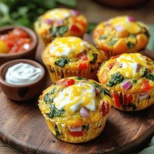 To make Easy Egg Muffins, gather these key ingredients: - 6 large eggs - 1 cup spinach, chopped - 1/2 bell pepper, diced (any color) - 1/4 cup red onion, finely chopped - 1/2 cup cherry tomatoes, halved - 1/4 cup shredded cheese (cheddar or feta work well) - Salt and pepper to taste - 1 teaspoon garlic powder - 1 teaspoon olive oil (for greasing the muffin tin) These ingredients create a tasty base for your muffins. The eggs provide protein, while the veggies add flavor and color. Cheese gives a nice creaminess that balances the dish. You can spice up your Easy Egg Muffins with these add-ins: - Cooked bacon or sausage, chopped - Fresh herbs like parsley or basil - Diced zucchini or mushrooms - Spicy jalapeños for a kick Feel free to mix and match these options. Adding different flavors makes each batch unique. Think about what you enjoy most. If you need to adjust the recipe based on your diet, here are some ideas: - Use egg whites for a lower-fat option. - Swap regular cheese for a dairy-free type. - Replace vegetables with your favorites or what you have on hand. - You can use silken tofu as an egg substitute for a vegan version. These substitutions keep the muffins delicious while catering to your needs. You can enjoy Easy Egg Muffins no matter your dietary preferences. For the full recipe, refer to the earlier section. Start by preheating your oven to 350°F (175°C). This step is key to getting good muffins. While the oven heats, grab a standard muffin tin. Use a paper towel or brush to coat it lightly with olive oil. This helps the muffins come out easily after baking. In a large bowl, crack six large eggs. Whisk them well until they are fully mixed. Next, add your veggies: one cup of chopped spinach, half a diced bell pepper, and a quarter cup of finely chopped red onion. Toss in half a cup of halved cherry tomatoes for some sweetness. Now, sprinkle in a quarter cup of shredded cheese, one teaspoon of garlic powder, and salt and pepper to taste. Mix everything until well combined. Pour the egg mixture into your prepared muffin tin. Fill each cup about three-quarters full. This gives them room to puff up. Place the tin in your preheated oven and bake for 18 to 20 minutes. Keep an eye on them; they should look puffy and golden. To check if they are done, insert a toothpick into the center of a muffin. If it comes out clean, they are ready. Once baked, take them out and let them cool for a few minutes. Use a knife to gently loosen the edges, then pop them out. Transfer the muffins to a wire rack to cool more. Enjoy your egg muffins warm or at room temperature! To get the best texture in your egg muffins, remember a few key points. First, use fresh eggs. Fresh eggs beat better and hold more air. This helps your muffins rise nicely. Mix the eggs gently but well. If you overbeat, the texture may turn rubbery. The right baking time is also crucial. Bake until they puff up and a toothpick comes out clean. This usually takes 18 to 20 minutes. Many people face common issues when making egg muffins. One mistake is not greasing the muffin tin well. This can cause your muffins to stick. Another mistake is filling the cups too full. Leave some space for rising. Also, don’t skip seasoning. A little salt and pepper go a long way in flavor. Finally, be cautious with oven temperature. Too hot can burn the tops, while too low may leave them soggy. You can easily customize these muffins to fit any taste. If you love meat, try adding cooked bacon or sausage. For a spicy kick, toss in some diced jalapeños. For a vegetarian twist, mix in more veggies like zucchini or mushrooms. If you want a cheesy flavor, add different types of cheese. You can also explore herbs and spices. Fresh basil or oregano can brighten up your muffins. Tailoring flavors makes cooking fun and personal. For more ideas, check out the Full Recipe. {{image_2}} You can make your egg muffins even heartier by adding meat. Try diced ham, cooked bacon, or sausage. These options boost protein and add great flavor. Just remember to cook any raw meat before mixing it in. Use about 1/2 to 1 cup of meat per batch. This simple change makes your breakfast more filling and satisfying. For a vegetarian twist, swap in your favorite veggies. Think zucchini, mushrooms, or kale. You can also add beans for extra protein. A mix of colorful bell peppers makes each muffin pop. Use about 1 to 2 cups of veggies. This keeps your muffins light while still being tasty. You can even add fresh herbs like basil or cilantro for a burst of flavor. Want to keep it low-carb? Use fewer potatoes or skip them entirely. You can replace them with cauliflower rice or more veggies. Another option is to add cheese for a creamy texture. Cream cheese or ricotta can work well here. Just ensure you keep the overall ingredient balance in mind for the best results. This way, you can enjoy delicious muffins while staying on track with your diet. For the full recipe, refer to the earlier section. To keep your egg muffins fresh, let them cool completely. Place them in an airtight container. You can store them in the fridge for up to five days. If you want to enjoy them later, freezing is a great option. When you're ready to eat your muffins, reheating is simple. You can use a microwave or an oven. For the microwave, heat one muffin for about 30 seconds. If you prefer the oven, preheat it to 350°F (175°C) and warm the muffins for about 10 minutes. This keeps them fluffy and tasty. Freezing egg muffins is easy and smart. Wrap each muffin in plastic wrap. Then, place them in a freezer bag or container. Make sure to remove as much air as possible. They will stay good for up to three months. When you want one, just thaw it in the fridge overnight before reheating. For the full recipe, check out the Egg-cellent Veggie Muffins. Easy Egg Muffins can last in the fridge for about four to five days. Store them in an airtight container to keep them fresh. Make sure they are completely cool before sealing. This helps prevent moisture buildup that can lead to sogginess. Yes, you can use egg substitutes like flax eggs or commercial egg replacers. For each egg, mix 1 tablespoon of ground flaxseed with 2.5 tablespoons of water. Let it sit for a few minutes to thicken. This works well but may change the texture slightly. You can serve Easy Egg Muffins warm or at room temperature. They pair great with salsa, Greek yogurt, or avocado slices. For a fun twist, top them with hot sauce or fresh herbs. This adds a burst of flavor and makes them even more enjoyable. To make Easy Egg Muffins in advance, prepare them as usual and bake. Once cooled, store them in the fridge or freezer. If freezing, wrap each muffin tightly in plastic wrap. When you’re ready to eat, just reheat them in the microwave or oven. This makes breakfast quick and easy! For the full recipe, refer to the earlier section. Easy egg muffins are a simple, tasty option for any meal. You learned about key ingredients, preparation steps, and baking tips. We also covered how to customize your muffins for different diets and flavors. Storing and reheating tips ensure you enjoy them fresh later. Try these muffins for a quick breakfast or snack. I hope you feel inspired to experiment in your kitchen!
