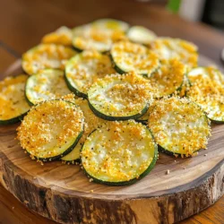 - 2 medium zucchinis - 1 cup grated Parmesan cheese - 1 cup breadcrumbs - 2 large eggs - Olive oil spray - 1 teaspoon garlic powder - 1 teaspoon onion powder - 1 teaspoon Italian seasoning - Salt and pepper to taste - Each serving has about 150 calories. - Zucchini is low in calories and high in water. - Parmesan adds protein and calcium, giving a nutritious boost. I love using fresh zucchini for these crisps. Zucchini is light and has a great texture. It pairs well with the savory taste of Parmesan. The cheese brings a rich flavor and crispy texture. You can easily adjust the seasoning to fit your taste. With just a few simple ingredients, you can make a healthy snack that everyone will enjoy. For the full recipe, check out the detailed instructions above. - Preheat your oven to 425°F (220°C). - Line a baking sheet with parchment paper. - Slice the zucchinis into thin rounds, about 1/4 inch thick. - In a shallow bowl, mix the grated Parmesan, breadcrumbs, garlic powder, onion powder, Italian seasoning, salt, and pepper. - In another bowl, beat the eggs until well mixed. - Dip each zucchini slice into the beaten eggs, letting the excess drip off. - Coat each slice in the Parmesan mixture. Press lightly to help the coating stick. - Place the coated slices on the prepared baking sheet in a single layer. - Spray the tops of the zucchini crisps lightly with olive oil. - Bake for 20-25 minutes until they are tender and golden. - Flip the crisps halfway through to ensure even cooking. - Check for doneness; they should be crispy and golden brown. Enjoy these crispy treats straight from the oven! For the full recipe, check out the complete instructions. To make Parmesan Zucchini Crisps, you need a few key tools: - Baking sheet: A sturdy baking sheet is crucial. Choose one that is heavy-duty for even heat. - Parchment paper: Line your baking sheet with parchment. This helps prevent sticking and makes cleanup easier. - Shallow bowls: Use two shallow bowls for the egg and Parmesan mixtures. This makes coating the zucchini easy. - Cooking spray: Olive oil spray adds a light coating for crispiness without extra oil. Crispiness is key for these snacks. Here are some tips: - Egg coating: Dip each zucchini slice in the egg thoroughly. Let any extra egg drip off. This helps the cheese stick better. - Baking time: Bake for 20 to 25 minutes. Check for golden tops. Flip halfway through to cook evenly. If you want extra crunch, add a few more minutes. To make these crisps even tastier, try these ideas: - Spice variations: Add paprika or cayenne pepper for a kick. Mix in some cumin for a warm flavor. - Fresh herbs: Use basil or parsley for freshness. Chop them finely and mix them with the cheese for a bright touch. For the full recipe, check the [Full Recipe]. {{image_2}} You can switch out Parmesan for other cheeses. Try using Pecorino Romano for a sharper taste. If you want creaminess, mozzarella works well too. Combining cheeses can add depth to the flavor. Mix Parmesan with cheddar for a rich, savory bite. Feel free to add other veggies like carrots or bell peppers. You can even toss in cooked bacon for a savory twist. Instead of breadcrumbs, use crushed nuts for a crunchier texture. Almond flour is a great gluten-free option too. If you prefer air frying, set it to 375°F (190°C) for about 15 minutes. Check them halfway and shake the basket for even cooking. Baking gives a nice, even crisp, while air frying can be quicker. Both methods yield delicious results, so choose what suits you best. To keep your Parmesan zucchini crisps fresh, store them in an airtight container. Place a paper towel in the container to absorb any moisture. This helps maintain their crunch. I recommend using a glass or plastic container with a tight lid. Avoid stacking them too high, as this can cause them to lose their crispiness. When you want to enjoy leftover crisps, use your oven or air fryer. Preheat the oven to 350°F (175°C) and place the crisps on a baking sheet. Heat for about 5-10 minutes until they are crispy again. If using an air fryer, set it to 350°F (175°C) for about 3-5 minutes. Avoid microwaving; it makes them soggy. For freezing, arrange the crisps in a single layer and freeze on a baking sheet. Once frozen, transfer them to a freezer bag. To thaw, let them sit at room temperature for about 30 minutes. In the fridge, Parmesan zucchini crisps last about 3 days. Look for signs like softness or discoloration to check for spoilage. If they start to smell off or feel wet, it's best to toss them. Enjoying them fresh will give you the best taste and texture! For a delicious snack, check the full recipe for tips on making these crunchy treats. Parmesan Zucchini Crisps last about 3 days in the fridge. Store them in an airtight container. This keeps them fresh and tasty. If you want them to stay crispy, place a paper towel in the container. This helps absorb moisture. Yes, you can make these gluten-free. Instead of regular breadcrumbs, use gluten-free breadcrumbs or crushed nuts. You can also use ground oats for a healthy twist. These substitutes still give you a nice crunch. You can serve these crisps with many dips. Try marinara sauce, ranch dressing, or garlic aioli. They also go well with hummus or tzatziki. Pairing them with a refreshing dip enhances the flavors. You can prepare the zucchini slices in advance. Coat them and place them on the baking sheet. Cover the sheet with plastic wrap and store it in the fridge. Bake them just before serving for that fresh taste. To ensure crispy Parmesan Zucchini Crisps, follow a few tips. First, slice your zucchini thinly and evenly. This helps them cook at the same rate. Avoid overcrowding the baking sheet. Leave space between each slice. Flip them halfway through cooking for even crispiness. In this post, we explored the delicious world of Parmesan Zucchini Crisps. We covered everything from the main ingredients to step-by-step instructions. You learned about seasoning, baking tips, and flavor variations. These crisps are easy to make and full of flavor. Remember, cooking is all about trying new things. You can adjust recipes to fit your taste. Enjoy making these tasty snacks, and don't hesitate to experiment. They are sure to be a hit!