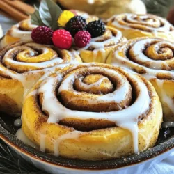 - 4 cups all-purpose flour - 1 packet (2 ¼ teaspoons) instant yeast - ½ cup granulated sugar - 1 teaspoon salt - 1 cup whole milk, warmed - ⅓ cup unsalted butter, melted - 2 large eggs - 2 teaspoons vanilla extract - ½ cup brown sugar, packed - 2 tablespoons ground cinnamon - ⅓ cup unsalted butter, softened (for filling) - 1 cup powdered sugar (for icing) - 2 tablespoons milk (for icing) Selecting the best flour Use high-quality all-purpose flour to get the best texture. It helps the rolls rise well. Importance of fresh yeast Always check the expiration date on the yeast packet. Fresh yeast works better, giving you fluffier rolls. Substitutions for dietary restrictions If you need a gluten-free option, try a gluten-free flour blend. For vegan rolls, use plant-based milk and egg substitutes like flaxseed. To start, you need to mix the dry ingredients. In a large bowl, combine: - 4 cups all-purpose flour - 1 packet (2 ¼ teaspoons) instant yeast - ½ cup granulated sugar - 1 teaspoon salt Mix these well to ensure even distribution. Next, you will combine the wet ingredients. In another bowl, whisk together: - 1 cup whole milk, warmed - ⅓ cup unsalted butter, melted - 2 large eggs - 2 teaspoons vanilla extract Once smooth, pour this mixture into the dry ingredients. Stir until a shaggy dough forms. Now it’s time to knead the dough. On a floured surface, knead for about 5 to 7 minutes. You want the dough to be smooth and elastic. After kneading, place the dough in a greased bowl. Cover it with a clean towel and let it rise in a warm spot for about 1 hour. It should double in size. For the first rise, you can use simple techniques. Make sure your kitchen is warm. If it’s cool, place the bowl near a warm oven or on a sunny windowsill. This warmth helps the dough grow. Temperature and time are key. A warm environment speeds up the yeast action. If you let it rise too long, the dough may collapse. So, keep an eye on it and wait until it doubles. Once your dough has risen, punch it down gently. Roll it out into a rectangle, about 16 by 12 inches, on a floured surface. Now, add the filling. Spread ⅓ cup softened unsalted butter evenly over the dough. Then, sprinkle the brown sugar and cinnamon mixture on top. Next, start from the long edge and roll the dough tightly into a log. Pinch the seam to seal it well. Cut the log into 12 equal slices. Place these slices in a greased 9x13 inch baking pan. Make sure to leave space for them to rise. Cover the rolls with a towel and let them rise again for about 30 minutes. This second rise is important for fluffy rolls. Preheat your oven to 350°F (175°C). Bake the rolls for 20 to 25 minutes. You want them to be golden brown on top. To check doneness, look for a nice golden color. You can also tap the bottom of a roll. If it sounds hollow, it’s ready. Once baked, remove the rolls from the oven. Drizzle icing over them while they are still warm. This makes them extra special. To avoid a sticky dough, use enough flour when kneading. If the dough sticks to your hands, sprinkle a little flour on your hands. Keep working until the dough feels smooth and elastic. For perfect kneading, push the dough away with the heel of your hand. Fold it back toward you and give it a quarter turn. Repeat this process for about 5 to 7 minutes. This builds a strong gluten structure, making your rolls fluffy. To make the perfect icing consistency, start with powdered sugar and add milk slowly. Aim for a thick yet pourable texture. If it’s too runny, add more powdered sugar. For a thicker icing, add less milk. Try flavored icing by adding vanilla extract or even almond extract. You can also mix in cocoa powder for chocolate icing, or citrus zest for a fresh twist. If your dough doesn't rise, check the temperature of your environment. Yeast needs warmth to thrive. You can place the dough near a warm oven or in a sunny spot. If the yeast is old, it may not work. Always use fresh yeast for best results. If your rolls turn out overly dry, consider adding more butter during the filling step. You can also brush them with melted butter right after baking. This helps keep them moist and adds flavor. {{image_2}} To make gluten-free cinnamon rolls, you can use alternative flours. Choose a mix of almond flour and coconut flour. This mix gives a great texture. You can also use gluten-free all-purpose flour. Make sure it contains xanthan gum for best results. For vegan cinnamon rolls, substitute eggs with flaxseed meal. Mix one tablespoon of flaxseed with three tablespoons of water. Let it sit until thick. For dairy, use almond milk or oat milk. Replace butter with coconut oil or vegan butter. These swaps keep the flavor rich and tasty. You can add nuts or fruit to the filling. Walnuts or pecans give a nice crunch. Dried fruits like raisins or cranberries add sweetness. Try different spices for an alternative taste. Cardamom or nutmeg can change the flavor profile. Mixing in some cocoa powder can create a chocolate twist. For a full recipe, check out the heavenly cinnamon swirls above. To keep your cinnamon rolls fresh, store them in an airtight container. This method works well for up to three days at room temperature. If you live in a humid area, place a paper towel inside the container. The towel will absorb excess moisture and help maintain their softness. For long-term storage, freeze your cinnamon rolls. First, let them cool completely. Wrap each roll tightly in plastic wrap. Then, place the wrapped rolls in a freezer-safe bag. They can last up to three months in the freezer. When you're ready to enjoy, just take out the desired number of rolls. To reheat your cinnamon rolls, the oven is the best method. Preheat it to 350°F (175°C). Place the rolls in a baking dish and cover with aluminum foil. Heat for about 10 to 15 minutes until warm. This method helps keep them moist. You can also use the microwave for a quick reheat. Place one roll on a microwave-safe plate. Cover it with a damp paper towel. Heat for about 15-20 seconds. This method is fast but can dry out the rolls if heated too long. Enjoy your delicious cinnamon rolls warm! Yes, you can make cinnamon rolls the night before. To do this, prepare the dough and let it rise. Once it has doubled in size, shape the rolls and place them in the baking pan. Cover the pan tightly with plastic wrap and store it in the fridge. In the morning, remove the rolls from the fridge and let them rise for about 30 minutes before baking. This way, you can enjoy fresh rolls without the morning rush! You can tell when cinnamon rolls are done by checking their golden brown color. They should be firm to the touch but not hard. If you tap the top lightly, it should sound hollow. You can also use a toothpick. If it comes out clean with no dough sticking, your rolls are perfect! Serve cinnamon rolls warm for the best taste. Place them on a large platter. Drizzle icing over each roll for a sweet touch. You can add a sprinkle of cinnamon or some fresh berries for color. For a fun twist, set out a jug of extra icing for drizzling! Yes, you can freeze the dough for later use. After mixing and kneading, place the dough in a greased bowl. Cover it tightly with plastic wrap and then with aluminum foil. You can freeze it for up to 3 months. When ready to use, thaw it in the fridge overnight. Let it rise before shaping the rolls. If you don’t have powdered sugar, there are alternatives. You can use cream cheese mixed with a bit of milk and vanilla for a rich frosting. Another option is to make a glaze with honey or maple syrup. Just mix it with a little milk until you reach your desired consistency. These alternatives add unique flavors to your cinnamon rolls! Making cinnamon rolls can be fun and rewarding. You learned about the key ingredients, from flour to cinnamon, and their roles. I shared step-by-step instructions to help you succeed. Tips for dough, icing, and troubleshooting will guide you. Plus, you discovered tasty variations for different diets. Remember, baking is an art. Enjoy the process and share your rolls with friends or family! Happy baking!
