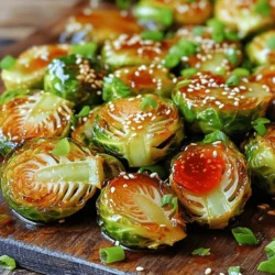 - 1 lb Brussels sprouts, trimmed and halved - 3 tablespoons honey - 2 tablespoons Sriracha sauce (adjust to taste) Brussels sprouts are the star of this dish. Their natural flavor pairs well with the sweet and spicy notes. Honey adds sweetness, while Sriracha brings the heat. You can adjust the Sriracha to fit your taste. - 2 tablespoons olive oil - 1 teaspoon garlic powder - 2 tablespoons sesame seeds (optional) Olive oil helps the sprouts roast evenly. Garlic powder adds a nice depth of flavor. Sesame seeds are optional but give a great crunch and nutty taste. - Chopped green onions - Salt and pepper Chopped green onions add freshness and color. A sprinkle of salt and pepper enhances the flavors. You can mix and match these garnishes to your liking. For the full recipe, check out the detailed steps! 1. Preheat the oven to 400°F (200°C). This heat will help our Brussels sprouts roast nicely. 2. Mix the honey Sriracha sauce. In a large bowl, combine: - 3 tablespoons honey - 2 tablespoons Sriracha sauce - 2 tablespoons olive oil - 1 teaspoon garlic powder - Salt and pepper to taste Stir until all the ingredients blend well. This sauce adds a sweet and spicy kick to your dish. 1. Coat the Brussels sprouts. Take 1 lb of trimmed and halved Brussels sprouts. Add them to the bowl with the sauce. Toss well until every sprout is coated. 2. Bake. Spread the coated Brussels sprouts on a baking sheet lined with parchment paper. Roast them for 20 to 25 minutes. Stir halfway through to ensure even cooking. Look for tender, caramelized sprouts. 1. Garnish the dish. If you like, sprinkle 2 tablespoons of sesame seeds on top during the last five minutes of roasting. This adds great texture. 2. Serve. Once done, move the Brussels sprouts to a serving dish. Top with chopped green onions for a fresh finish. Enjoy your Honey Sriracha Brussels Sprouts as a side or a light main dish. For the full recipe, check out the [Full Recipe]. Roasting Brussels sprouts can change their taste and texture. First, make sure to preheat your oven to 400°F. This high heat caramelizes the sprouts, making them sweet and crispy. Spread them out on the baking sheet in a single layer. This way, they roast evenly. Stir them halfway through cooking to avoid any burnt spots. To check for doneness, pierce a sprout with a fork. They should be tender and slightly browned. If they look golden and smell great, they are ready! You can adjust the spice level of your Honey Sriracha Brussels sprouts to fit your taste. If you want more heat, add more Sriracha. For a milder flavor, reduce the amount. You can also mix in some lime juice for a fresh twist. Consider adding extra toppings for fun textures and flavors. Chopped nuts, like almonds or peanuts, add a nice crunch. Sesame seeds also work well, giving a nutty flavor and a pretty finish. One common mistake is overcooking Brussels sprouts. They can turn mushy and lose their flavor. Keep an eye on them during roasting. Another issue is incorrect seasoning. Make sure to add enough salt and pepper before cooking. This step is key to enhancing the dish's overall taste. If you follow these tips, you will enjoy a delicious plate of Honey Sriracha Brussels sprouts. For the complete recipe, check out the Full Recipe section. {{image_2}} You can change up the sauces in this dish. If you want less heat, try a sweet chili sauce instead of Sriracha. For a smoky flavor, use chipotle sauce. Both options keep the dish tasty and fun. You can also swap out the Brussels sprouts. Broccoli, cauliflower, or green beans all work great. Just adjust the cooking time since different veggies roast at different speeds. If you want to make this dish vegan, just use maple syrup instead of honey. It gives a nice sweetness while keeping with the vegan theme. For gluten-free options, check your Sriracha brand. Some may contain gluten. Most brands are gluten-free, but it's always good to double-check. To add a bright twist, try adding citrus zest. Lemon or lime zest brings a fresh note that brightens every bite. For a bit of crunch, mix in some nuts or seeds. Toasted peanuts, almonds, or sunflower seeds add texture and flavor. They make the dish even more exciting. For the full recipe, check out the complete instructions to create this delicious dish. To keep your Honey Sriracha Brussels sprouts fresh, place them in a container. Make sure it is airtight. Store them in the fridge for up to three days. If you want to save some for later, freezing is an option. Use a freezer-safe bag or container. They can last up to three months in the freezer. The best way to reheat these sprouts is in the oven. Preheat it to 350°F (175°C). Spread the sprouts on a baking sheet. Heat them for about 10-15 minutes. This helps keep their crispy texture. You can also use a microwave. Just heat them for 1-2 minutes. However, the oven will give you better results. Fresh Honey Sriracha Brussels sprouts last about three days in the fridge. If frozen, they can last up to three months. Look for signs of spoilage. If they smell bad or feel slimy, it’s best to throw them away. Proper storage helps keep your dish tasty and safe to eat. Try the Full Recipe to enjoy these delightful sprouts! You can pair these Brussels sprouts with many main dishes. They go well with grilled chicken or shrimp. Try them alongside pork chops for a tasty combo. If you want a vegetarian option, serve them with quinoa or rice. For side dishes, consider a fresh salad or roasted sweet potatoes. Both balance the spice well. You can also serve them with a creamy dip to cool down the heat. Yes, you can prepare these Brussels sprouts in advance. You can mix the honey Sriracha sauce and coat the sprouts a day ahead. Just store them in the fridge until you’re ready to roast. For best storage, keep them in an airtight container. They will stay fresh for 1-2 days. If you have leftovers, you can store them too. To reduce the heat, use less Sriracha sauce. Start with one tablespoon and taste as you go. You can also mix in some soy sauce for a savory kick without extra spice. If you want a different flavor, try using barbecue sauce or teriyaki sauce instead. Both will give you a sweet, tangy taste without the heat. For the full recipe, check out the Honey Sriracha Brussels Sprouts section. In this post, we explored how to make delicious Honey Sriracha Brussels sprouts. We covered key ingredients like Brussels sprouts, honey, and Sriracha. You learned to prepare, roast, and garnish this tasty dish. I also shared tips to enhance flavors and avoid common mistakes. Remember, you can make tasty swaps and adjust the spice level. Enjoy creating a fun meal with these simple steps. Your flavorful Brussels sprouts await!