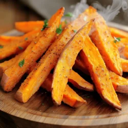 To make tasty air fryer sweet potato fries, you will need: - 2 large sweet potatoes, peeled and cut into thin fries - 2 tablespoons olive oil - 1 teaspoon garlic powder - 1 teaspoon paprika - 1/2 teaspoon cayenne pepper (adjust to taste) - Salt and pepper to taste - Optional: Fresh parsley, chopped (for garnish) Sweet potatoes are healthy. They are high in fiber and vitamins. Each serving has about: - Calories: 180 - Carbohydrates: 30g - Protein: 2g - Fat: 7g - Fiber: 4g This makes them a great snack or side dish! You can customize your fries with fun seasonings. Try these ideas: - Cinnamon and sugar for a sweet twist. - Chili powder for some heat. - Herbs like rosemary or thyme for extra flavor. - Garnish with fresh parsley to add color. Feel free to mix and match! Using the full recipe will help you get it just right. Start by cutting your sweet potatoes into thin fries. This helps them cook evenly. Next, soak the fries in cold water for at least 30 minutes. Soaking removes extra starch, making the fries crispier. After soaking, drain the fries well. Use a clean towel or paper towels to pat them dry. The drier the fries, the crispier they will be. In a large bowl, combine the dried sweet potato fries with olive oil. Add garlic powder, paprika, cayenne pepper, salt, and pepper. Feel free to adjust the cayenne to your taste. Toss everything together until the fries are evenly coated. This step is key to adding flavor and ensuring even cooking. Preheat your air fryer to 400°F (200°C) for about 5 minutes. Once preheated, add the fries to the air fryer basket in a single layer. Cooking them in one layer allows hot air to circulate well. Cook for 15 to 20 minutes, shaking the basket halfway through. This ensures all sides get crispy. When the fries turn golden brown, they are ready. Serve them hot, and enjoy! For the full recipe, check out the details above. To get your sweet potato fries crispy, soak them first. Soak them in cold water for at least 30 minutes. This step helps remove extra starch. After soaking, dry them well with towels. Moisture will make them soggy, not crispy. Use a good amount of olive oil to coat the fries. This helps them brown nicely. Don’t crowd the air fryer basket. Make sure there is space for air to flow. One big mistake is not soaking the fries. Skipping this step leads to mushy fries. Another mistake is not drying the fries after soaking. If they are wet, they won't crisp up. Also, avoid using too much oil. Just enough oil will give a nice texture. Lastly, don’t forget to shake the basket halfway through cooking. This ensures all sides cook evenly. If you don’t have an air fryer, you can bake the fries. Preheat your oven to 425°F (220°C). Spread the fries on a baking sheet in a single layer. Bake for about 25-30 minutes, flipping them halfway. You can also try frying them in oil. Heat oil in a pan and fry until golden brown. Use a slotted spoon to drain excess oil. Each method gives a different taste, but they all work well. For the full recipe, check out the details above. {{image_2}} You can mix up your sweet potato fries with fun spices. For a zesty kick, try adding cumin and chili powder. If you like a sweeter taste, sprinkle some cinnamon and brown sugar. You could even use ranch seasoning for a creamy flavor. Each option brings a new twist to your fries. Experiment and find your favorite blend! Sweet potatoes are great, but other veggies work well, too! You can slice zucchini and carrots into thin strips. They cook well in the air fryer just like sweet potatoes. Just remember to cut them to a similar size for even cooking. Mixing different veggies adds color and taste to your dish. Plus, it makes it more fun to eat! Dipping sauces can make your fries even better. A simple mix of ketchup and mayo is a classic choice. For something spicier, try a sriracha mayo. You can also whip up a quick garlic aioli for a creamy touch. If you prefer something fresh, a yogurt dip with herbs works great, too. These sauces will make your air fryer sweet potato fries shine. For more details, you can check the Full Recipe. To store leftover sweet potato fries, let them cool first. Place them in an airtight container. You can keep them in the fridge for up to three days. If you want them to last longer, consider freezing them. To reheat your fries, use the air fryer. Set it to 350°F (175°C) and cook for about 5 to 7 minutes. This method helps regain their crispiness. You can also use a regular oven. Just place the fries on a baking sheet and heat for 10 minutes at 375°F (190°C). You can freeze air fryer sweet potato fries for later. First, make sure they cool completely. Spread them on a baking sheet in a single layer. Freeze them for about 2 hours until solid. Once frozen, transfer them to a freezer bag. They can last up to three months in the freezer. You can cook them straight from frozen when you're ready. Just add a few extra minutes to the cooking time. Check out the Full Recipe for more details! To make your air fryer sweet potato fries crispy, soak them in cold water. Soak for at least 30 minutes. This step removes extra starch. Drain and dry them well with a towel. The less moisture, the crispier they get. Toss with olive oil and seasonings before air frying. This helps achieve that golden crunch. Yes, you can use frozen sweet potatoes. They need less prep time. However, they may not get as crispy. If you use frozen fries, cook them a bit longer. Check for doneness to ensure they are hot and crispy. Cut sweet potatoes into thin strips, about 1/4 inch thick. This size helps them cook evenly. Use a sharp knife for clean cuts. You can also use a mandoline for uniformity. Thinner fries mean more surface area for crispiness. Air fryer sweet potato fries last about 3 days in the fridge. Keep them in an airtight container. To reheat, use the air fryer for best results. This method helps restore their crispiness. Enjoy the fries within a few days for the best flavor. You can find the full recipe for making these delicious fries above. Air fryer sweet potato fries are simple and fun to make. We covered the best ingredients and step-by-step directions for perfect fries. You learned tips for crispiness and how to avoid common mistakes. I also shared tasty variations and storage ideas. Enjoy your delicious fries with unique seasonings or sauces. Cooking can be exciting, and you can get creative. Now, it's time to try making your own air fryer sweet potato fries!