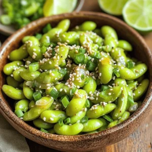 - 1 pound fresh or frozen edamame in pods - 4 tablespoons olive oil - 4 cloves garlic, minced - 1 tablespoon red pepper flakes (adjust to taste) - 1 tablespoon soy sauce - 1 teaspoon sesame oil - 1 teaspoon lime juice - Salt, to taste - Sesame seeds, for garnish - Chopped green onions, for garnish You can easily swap ingredients if you need to. Here are some options: - Use avocado oil instead of olive oil for a different taste. - Try garlic powder if you don't have fresh garlic. - Instead of red pepper flakes, use sriracha or hot sauce. - Coconut aminos work well in place of soy sauce for a soy-free version. - Lime juice can be replaced with lemon juice for a similar flavor. Edamame is not just tasty; it offers great health perks! Here are some benefits: - High in protein: Edamame is a complete protein, making it great for vegetarians. - Rich in fiber: It helps keep your digestive system healthy. - Packed with vitamins: Edamame contains vitamins A, C, and K. - Good fats: It has healthy fats that support heart health. - Antioxidants: Edamame is full of antioxidants, which help fight free radicals in the body. By making this spicy garlic edamame, you not only enjoy a quick snack but also boost your health! For the complete cooking experience, check the Full Recipe for step-by-step instructions. To start, you need to prepare your edamame. If you're using frozen edamame, boil them in a large pot of salted water. Cook them for about 3 to 5 minutes until they feel tender. After that, drain them and set them aside. This step makes sure your edamame is soft and ready to soak up the flavors. Next, you will make the garlic sauce. In a large skillet, heat up the olive oil over medium heat. Once hot, add the minced garlic. Sauté it for about 1 to 2 minutes until it smells great. Be careful not to burn the garlic, as it can turn bitter. After that, stir in the red pepper flakes, soy sauce, and sesame oil. Let this cook for one more minute. This step brings out all the bold flavors of the sauce. Now, it’s time to bring everything together. Add the cooked edamame to the skillet. Toss the edamame well to coat them in the spicy garlic sauce. Cook for another 2 to 3 minutes so they heat through. After that, drizzle the lime juice over the mix and sprinkle with salt. Stir everything to combine well. Remove the skillet from the heat, and transfer the edamame to a serving bowl. Garnish with sesame seeds and chopped green onions. This adds a nice touch and makes your dish look great. For the full recipe, check out the details above! To get the best edamame, choose fresh or frozen pods. If using frozen, boil them for 3-5 minutes in salted water. This step keeps them tender and tasty. Drain them well after boiling. When you sauté garlic, be careful not to burn it. Cook it just until fragrant for a sweet flavor. For more flavor, add a dash of lime juice at the end. This brightens the dish and adds a nice zing. You can also play with the red pepper flakes. If you like it spicier, add more. You can even try adding a splash of rice vinegar for a tangy twist. Serve your spicy garlic edamame in a lovely bowl. Top it with sesame seeds and chopped green onions for a pop of color. Pair it with extra lime wedges for those who want more zing. You can enjoy it as a snack or a side dish. This recipe is great for sharing with friends. For the full recipe, check out the details above. {{image_2}} You can change the heat of your spicy garlic edamame. Want it mild? Use less red pepper flakes. For a medium kick, stick to the recipe. If you crave more spice, add extra flakes or some fresh chili peppers. You can also mix in a splash of hot sauce for an added punch. Taste as you go, and adjust the heat to fit your mood. Feel free to get creative with this dish. You can add cooked shrimp or chicken for extra protein. If you want a nutty flavor, toss in some toasted peanuts or cashews. You can swap soy sauce for tamari to keep it gluten-free. If you don’t like sesame oil, try using peanut oil instead. These simple changes can make this dish your own. This recipe is already vegan and can be gluten-free. Just use tamari instead of soy sauce. It’s easy to make this dish fit your diet. Edamame is packed with protein and fiber, making it a great snack for everyone. Enjoy this simple recipe, and feel free to explore all the possible variations. Check out the Full Recipe for more tips on how to customize your spicy garlic edamame! After enjoying your spicy garlic edamame, store any leftovers in a sealed container. Make sure to let them cool first. Place the container in the fridge. They will stay fresh for about three days. To reheat, you can use a skillet. Just add a bit of olive oil and heat the edamame over medium heat. Stir them often until they are hot. You can also use a microwave. Place them in a bowl and cover with a damp paper towel. Heat for about 1-2 minutes until warm. If you want to keep them longer, you can freeze the edamame. Place the cooled leftovers in a freezer-safe bag. Remove as much air as you can and seal it. When you’re ready to eat them, take the bag out of the freezer. Let them thaw in the fridge overnight. You can also boil them directly from frozen. Just add a few extra minutes to the cooking time. For the full recipe, refer back to the original instructions. Spicy garlic edamame is a tasty snack made from young soybeans. You cook the edamame in pods and toss them in a sauce made of garlic, olive oil, and spices. This dish is both healthy and full of flavor. It’s perfect as an appetizer or a side dish. The combination of garlic and red pepper flakes gives it a kick. You can find the full recipe above to try at home. Yes, you can make spicy garlic edamame ahead of time. Cook the edamame and sauce separately. Store them in the fridge. When you are ready to eat, just heat them together in a skillet. This way, the flavors stay fresh and vibrant. Making it ahead can save you time when hosting guests or preparing meals for the week. Cooked edamame lasts about 3 to 5 days in the fridge. Make sure to keep it in an airtight container. If you notice any changes in color or smell, it’s best to toss it out. Reheating is easy. Just warm it in a skillet or microwave before serving. Enjoy your leftovers while they are still tasty! This post covered all aspects of making Spicy Garlic Edamame. We looked at the key ingredients and tasty substitutions. I shared health benefits and cooking tips for perfect edamame. You can enhance flavor and explore different spice levels. Plus, I gave storage tips to keep your leftovers fresh. Trying this dish can lead to a new favorite snack. Enjoy your delicious edamame and share it with friends!