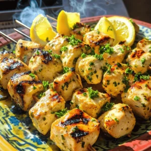 - Chicken breast (1 lb, cut into 1-inch cubes) - Olive oil (2 tablespoons) - Lemons (juice and zest of 2 lemons) - Garlic (3 cloves, minced) - Dried herbs (1 teaspoon oregano, 1 teaspoon thyme) - Smoked paprika (1 teaspoon) - Seasoning (salt and pepper to taste) - Skewers (wooden or metal) - Fresh parsley (for garnish) Gather these ingredients to make grilled lemon herb chicken skewers. Each one adds flavor and fun. The chicken forms the base, while olive oil keeps it juicy. Fresh lemons bring a bright taste. Garlic adds depth. Herbs like oregano and thyme make it aromatic. Smoked paprika gives a hint of warmth. Salt and pepper enhance the flavors. If you use wooden skewers, soak them in water first. This step helps stop them from burning on the grill. Metal skewers don’t need soaking. I love to garnish with fresh parsley. It adds a pop of color and freshness to the dish. Each ingredient plays a key role in creating a tasty summer treat. For the full recipe, check out the details in the earlier section. Enjoy cooking! To start, gather your marinade ingredients. You need olive oil, lemon juice, lemon zest, garlic, oregano, thyme, smoked paprika, salt, and pepper. In a large bowl, mix these items well. This blend will make your chicken really tasty. Next, add your chicken cubes to the bowl. Make sure each piece is coated with the marinade. Cover the bowl and let it sit in the fridge for at least 30 minutes. For even better flavor, let it marinate for up to 2 hours. If you picked wooden skewers, soak them in water for about 30 minutes. This helps stop them from burning on the grill. While they soak, preheat your grill to medium-high heat. This will give you those perfect grill marks. Now it’s time to assemble your skewers. Take the marinated chicken and thread it onto the skewers. Make sure to leave a little space between each piece. This helps them cook evenly and look great on your plate. Place the skewers on your preheated grill. Cook them for about 10 to 12 minutes. Remember to turn them occasionally. This way, they cook evenly and get nice grill marks. To check if they are done, the chicken should no longer be pink in the center. You can also use a meat thermometer; it should read 165°F. Once cooked, remove skewers from the grill and let them rest for a minute. Enjoy your grilled lemon herb chicken skewers! For the full recipe, check the earlier sections. Marinating chicken is key for flavor. I suggest marinating for at least 30 minutes. This time lets the chicken soak up all the great flavors. If you have more time, try marinating for up to 2 hours. The longer you marinate, the more tasty the chicken will be. To get those perfect grill marks, place the skewers on the grill and leave them alone. Do not move them for the first few minutes. This helps create nice, dark grill lines. To prevent burning, keep an eye on the heat. Medium-high heat works best. If the flames get too high, move the skewers to a cooler part of the grill. Presentation makes your meal special. Serve the skewers on a bright platter. Add lemon wedges and fresh herbs for color. This makes the dish look fresh and inviting. Pair them with a yogurt dip or a simple salad for a tasty meal. You can find the full recipe above for more ideas! {{image_2}} You can easily change the protein in this recipe. Shrimp works well for a quick and tasty option. Just make sure to adjust your cooking time since shrimp cooks faster than chicken. If you want a veggie twist, use bell peppers, zucchini, or mushrooms. These add color and flavor to your skewers. You can also try different herbs. Fresh basil or cilantro can give your dish a new taste. Experimenting with spices like cumin or chili powder can add a fun kick. If you're looking for a different flavor profile, consider trying a spicy marinade. Adding some red pepper flakes or cayenne can heat things up. A tangy marinade can also be fun. Use orange juice or vinegar for a zesty twist. For a sweet touch, mix in honey or maple syrup. You can even blend barbecue sauce with lemon for a unique flavor. Each marinade gives you a new dish to enjoy. You can cook these skewers in different ways. Grilling gives them a smoky flavor and nice char. If you can’t grill, baking in the oven works too. Preheat your oven to 400°F (200°C). Place the skewers on a baking sheet lined with parchment paper. Bake for about 15-20 minutes, flipping halfway through. Broiling is another great indoor option. Set your broiler to high and place the skewers on a broiler pan. Broil for about 10 minutes, turning them once for even cooking. Each method offers a tasty result, allowing you to enjoy these lemon herb chicken skewers any time. For the full recipe, check the earlier section. To store leftovers in the fridge, let the skewers cool to room temperature. Place them in an airtight container. They will stay fresh for up to three days. If you want to keep them longer, consider freezing them. For freezing skewers, wrap them tightly in plastic wrap or aluminum foil. Place the wrapped skewers in a freezer bag. This helps prevent freezer burn. You can freeze them for up to three months. When you're ready to cook, thaw them overnight in the fridge. To reheat without losing flavor, use a grill or oven. Preheat the grill to medium heat. Grill the skewers for about 5 minutes, turning often. If using an oven, set it to 350°F (175°C). Bake for 10-15 minutes until heated through. This keeps the chicken juicy and tasty. For the best flavor, marinate the chicken for at least 30 minutes. You can let it sit for up to 2 hours for deeper taste. The lemon juice helps tenderize the meat and infuse it with flavor. Marinating longer makes a big difference in taste, so don’t rush this step. Yes, you can use frozen chicken. Just make sure to thaw it first. The best way to thaw is in the fridge overnight. If you’re short on time, you can also place the sealed chicken in cold water for about an hour. Once it’s thawed, follow the recipe as usual for tasty skewers. A yogurt-based sauce is a great choice. You can mix plain yogurt with herbs and a squeeze of lemon for a fresh dip. Another option is a simple garlic sauce. For a kick, try a spicy sriracha mayo. These sauces enhance the flavors of the lemon herb chicken perfectly. Yes, you can bake them in the oven. Preheat your oven to 400°F (200°C). Place the skewers on a baking sheet lined with parchment. Bake for about 20-25 minutes, turning halfway through. This method keeps the chicken juicy and flavorful. Enjoy your grilled lemon herb chicken skewers made indoors! This post gives you a clear guide to making tasty chicken skewers. You learned about the ingredients, step-by-step grilling, and helpful tips for great flavor. Remember, marinating adds depth, and don’t skip the presentation. You can even try new flavors and cooking methods to suit your taste. Store leftovers well and enjoy them later. These tips make cooking fun and easy, so get started in your kitchen! Enjoy your delicious skewers with your favorite dipping sauces!